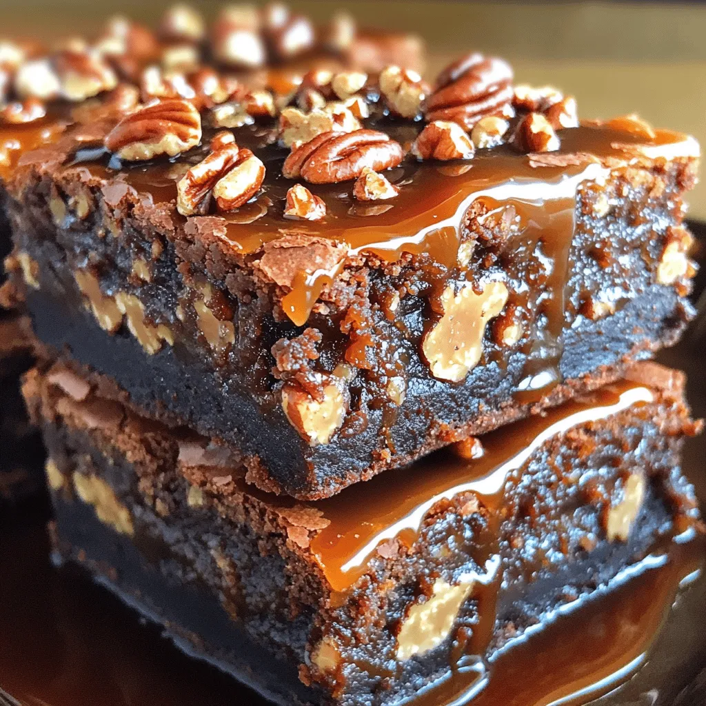 Für diese leckeren Pecan Pie Brownies brauchen Sie: - 1 Tasse ungesalzene Butter, geschmolzen - 2 Tassen Kristallzucker - 1 Teelöffel Vanilleextrakt - 4 große Eier - 1 Tasse Weizenmehl - 1 Tasse Kakaopulver - 1/2 Teelöffel Backpulver - 1/4 Teelöffel Salz - 1 Tasse gehackte Pecannüsse - 1 Tasse Maissirup - 1 Tasse brauner Zucker, gepackt - 2 Teelöffel Vanilleextrakt (für die Pecantop) Jede dieser Zutaten spielt eine wichtige Rolle. Die Butter sorgt für die saftige Konsistenz. Zucker gibt die Süße und die Eier helfen beim Binden. Das Mehl und Kakaopulver geben die Basis für den Brownieteig. Es gibt viele Wege, die Brownies zu variieren. Fügen Sie Schokoladenstückchen hinzu, um einen extra Schokoladengeschmack zu bekommen. Sie können auch verschiedene Nüsse verwenden, wie Walnüsse oder Mandeln. Für einen besonderen Kick, probieren Sie eine Prise Zimt oder Muskatnuss in der Mischung. Wählen Sie frische Pecannüsse aus. Achten Sie darauf, dass sie knackig und nicht ranzig sind. Für die Butter ist ungesaltzte Butter ideal. Sie schmeckt besser und Sie können den Salzgehalt kontrollieren. Verwenden Sie hochwertiges Kakaopulver für einen reichhaltigen Geschmack. Bei Zucker sollten Sie braunen Zucker verwenden, um die Süße und Feuchtigkeit zu erhöhen. Heize deinen Ofen auf 175°C (350°F) vor. Nimm eine Backform von 23x33 cm (9x13 Zoll) und fette sie gut ein. Dies hilft, die Brownies nach dem Backen leicht herauszunehmen. In einer großen Schüssel gib die geschmolzene Butter und den Kristallzucker. Füge 1 Teelöffel Vanilleextrakt hinzu. Rühre alles mit einem Schneebesen glatt. Danach kommen die Eier. Füge sie einzeln hinzu und rühre gut um. So wird die Mischung schön cremig. Nimm eine separate Schüssel für die trockenen Zutaten. Siebe das Mehl, Kakaopulver, Backpulver und Salz hinein. Mische alles gut. Jetzt füge die trockenen Zutaten nach und nach zu den feuchten Zutaten hinzu. Rühre nur so lange, bis alles gerade vermischt ist. Hebe die gehackten Pecannüsse vorsichtig unter den Teig. Gieße den Brownieteig in die vorbereitete Backform. Verteile ihn gleichmäßig. In einer weiteren Schüssel vermenge den Maissirup, den braunen Zucker und 2 Teelöffel Vanilleextrakt. Gieße diese Mischung vorsichtig über den Brownieteig. Backe die Brownies im vorgeheizten Ofen für 30-35 Minuten. Überprüfe mit einem Zahnstocher, ob sie fertig sind. Er sollte mit feuchten Krümeln, aber nicht mit flüssigem Teig herauskommen. Lass die Brownies in der Form vollständig abkühlen, bevor du sie in Quadrate schneidest. Um die perfekte Konsistenz der Brownies zu erreichen, achte auf die Backzeit. Backe die Brownies nicht zu lange, sonst werden sie trocken. Die ideale Zeit liegt bei 30 bis 35 Minuten. Ein Zahnstocher ist hilfreich. Er sollte mit feuchten Krümeln herauskommen. So ist der Brownieteig genau richtig. Ein weiterer Tipp ist, die Butter zu schmelzen, bevor du sie mit dem Zucker vermischst. Dadurch wird die Mischung schön glatt. Das macht die Brownies zart und saftig. Rühre die Eier gut ein, damit alles gut vermischt ist. Dadurch entsteht eine gleichmäßige Textur. Wenn du keine Pecannüsse magst oder allergisch bist, gibt es viele Alternativen. Du kannst Walnüsse verwenden, die einen ähnlichen Geschmack haben. Mandeln oder Haselnüsse sind ebenfalls leckere Optionen. Diese Nüsse geben den Brownies einen neuen Twist. Falls du eine nussfreie Version möchtest, setze die Nüsse einfach ganz weg. Stattdessen kannst du Schokoladenstückchen hinzufügen. Diese geben extra Geschmack und eine süße Note. Ein häufiger Fehler ist, die Zutaten nicht genau zu messen. Nutze einen Messbecher für die trockenen und feuchten Zutaten. Das sorgt für Gleichgewicht im Teig. Ein weiterer Fehler ist, die Mischung zu lange zu rühren. Mische die Zutaten nur, bis sie gerade verbunden sind. Zu langes Rühren kann die Brownies zäh machen. Schließlich, achte darauf, die Backform gut zu fetten. Wenn die Brownies festkleben, wird das Schneiden schwierig. Benutze Backpapier für einfaches Herausnehmen. So bleiben die Brownies ganz und sehen toll aus! {{image_4}} Wenn Sie glutenfreie Brownies möchten, ersetzen Sie das Weizenmehl durch Mandelmehl oder Kokosmehl. Diese Mehle sind leicht und geben den Brownies einen tollen Geschmack. Achten Sie darauf, die Menge anzupassen, da diese Mehle anders absorbieren. Verwenden Sie auch glutenfreien Kakaopulver. So bleiben die Brownies bei jedem Biss lecker und saftig. Für Schokoladenliebhaber gibt es viele Möglichkeiten. Fügen Sie Schokoladenstückchen oder Kakaonibs hinzu. Diese geben den Brownies einen extra Schokoladengeschmack. Sie können auch einen Hauch von Espresso-Pulver hinzufügen. Das verstärkt den Schokoladengeschmack und macht die Brownies noch interessanter. Experimentieren Sie mit dunkler oder weißer Schokolade für verschiedene Geschmäcker. Pecannüsse sind großartig, aber Sie können auch andere Nüsse verwenden. Walnüsse oder Mandeln sind tolle Alternativen. Diese Nüsse bringen unterschiedliche Texturen und Aromen. Wenn Sie frisches Obst mögen, probieren Sie ein paar Stücke getrocknete Kirschen oder Cranberries. Diese fügen eine fruchtige Note hinzu und machen die Brownies noch schmackhafter. Um Pecan Pie Brownies frisch zu halten, lege sie in einen luftdichten Behälter. Das schützt sie vor Feuchtigkeit und Gerüchen. Wenn du keine solche Box hast, kannst du auch Frischhaltefolie verwenden. Achte darauf, dass die Brownies vollständig abgekühlt sind, bevor du sie einpackst. So bleibt die Konsistenz perfekt. Im Kühlschrank bleiben die Brownies etwa eine Woche frisch. Wenn du sie länger aufbewahren möchtest, friere sie ein. Im Gefrierschrank halten sie bis zu drei Monate. Teile die Brownies in Portionen, bevor du sie einfrierst. So kannst du sie leicht entnehmen, wenn du Lust darauf hast. - Luftdicht verpacken: Verwende Behälter oder Folie, die gut abschließt. - Schichten trennen: Lege zwischen die Schichten Backpapier, damit sie nicht aneinanderkleben. - Vor dem Servieren aufwärmen: Für den besten Geschmack, erwärme die Brownies kurz in der Mikrowelle. So schmecken sie wie frisch gebacken. Die Backzeit für Pecan Pie Brownies beträgt etwa 30-35 Minuten. Ich empfehle, einen Zahnstocher in die Mitte zu stecken. Wenn er mit feuchten Krümeln herauskommt, sind die Brownies fertig. So bleibt die Füllung schön klebrig und lecker. Ja, du kannst die Brownies im Voraus machen. Bereite sie einfach zu und lass sie abkühlen. Du kannst sie dann in einem luftdichten Behälter aufbewahren. So bleiben sie frisch. Ich empfehle, sie bis zu drei Tage im Kühlschrank zu lagern. Wenn du keinen Maissirup hast, kannst du Honig oder Ahornsirup verwenden. Diese Alternativen geben den Brownies auch eine süße Note. Achte darauf, die Menge gleich zu halten. So bleibt die Konsistenz perfekt. Die Originalrezeptur ist nicht glutenfrei, da Weizenmehl verwendet wird. Du kannst jedoch eine glutenfreie Mehlmischung nutzen. Das macht die Brownies auch glutenfrei. Achte darauf, dass alle anderen Zutaten ebenfalls glutenfrei sind. Pecan Pie Brownies sind ein Genuss, den du leicht selbst machen kannst. Wir haben die wichtigsten Zutaten und hilfreiche Tipps besprochen. Eine Schritt-für-Schritt-Anleitung hilft dir, perfekte Brownies zu backen. Mit Variationen und Lagerungshinweisen sorgst du für den besten Geschmack. Denke an unsere Tipps, um häufige Fehler zu vermeiden. Egal, welche Variante du wählst, die Brownies werden gut ankommen. Viel Spaß beim Backen und Genießen!