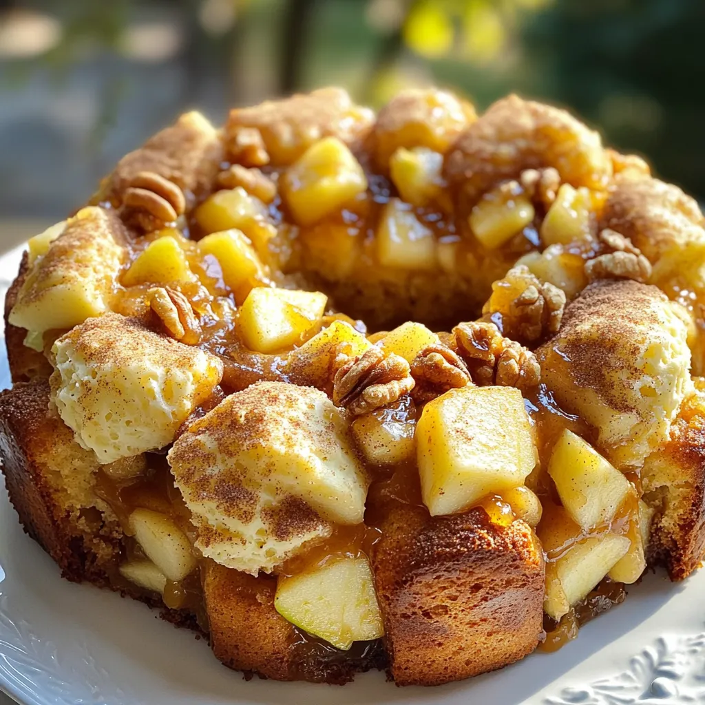 Für dieses leckere Apfelbutter-Monkey-Brot brauchen Sie folgende Zutaten: - 2 Dosen (je 450 g) gekühlter Biscuit-Teig - 240 ml Apfelbutter - 100 g brauner Zucker, gepackt - 3 Teelöffel gemahlener Zimt - 50 g Kristallzucker - 120 ml ungesalzene Butter, geschmolzen - 1 Tasse Äpfel, geschält und gewürfelt (vorzugsweise Granny Smith) - 120 g gehackte Walnüsse oder Pecannüsse (optional) - Eine Prise Salz Diese Zutaten sind einfach zu finden und machen das Rezept so gut. Der Biscuit-Teig sorgt für die fluffige Textur. Die Apfelbutter bringt den süßen, fruchtigen Geschmack. Zimt und Zucker geben den tollen Duft und die perfekte Süße. Sie können einige Zutaten nach Ihrem Geschmack ändern. Wenn Sie keine Walnüsse oder Pecannüsse haben, können Sie auch Mandeln oder keine Nüsse verwenden. Für eine andere Geschmacksnote können Sie auch Honig statt braunem Zucker nehmen. Wenn Sie auf Zucker verzichten möchten, versuchen Sie zuckerfreie Apfelbutter. Hier sind einige Nährwertinfos, um Ihnen einen Überblick zu geben: - Biscuit-Teig: Hauptquelle für Kohlenhydrate und Fett. - Apfelbutter: Liefert Ballaststoffe und Vitamine. - Zucker: Gibt Energie, aber in Maßen genießen. - Äpfel: Reich an Vitaminen und Antioxidantien. - Nüsse: Gute Quelle für Proteine und gesunde Fette. Diese Zutaten machen Ihr Monkey-Brot nicht nur lecker, sondern auch nahrhaft! Heize deinen Ofen auf 175°C vor. Fette eine Bundt-Pfanne mit Antihaftspray oder Butter ein. Dies hilft, dass das Monkey-Brot später nicht kleben bleibt. Nehme die Dosen mit dem Biscuit-Teig und öffne sie vorsichtig. Schneide jeden Biscuit in Viertel. Gib die Stücke in eine große Schüssel. In einer kleinen Schüssel vermische den braunen Zucker, Kristallzucker und Zimt. Stelle diese Mischung beiseite. In einer anderen Schüssel kombiniere die geschmolzene Butter und die Apfelbutter. Rühre gut um, bis alles gut vermischt ist. Gieße die Apfelbutter-Mischung über die Biscuit-Stücke. Wende die Stücke, damit sie gleichmäßig bedeckt sind. Füge die gewürfelten Äpfel und die Nüsse hinzu, falls du sie verwendest. Mische vorsichtig alles zusammen. Streue die Hälfte der Zucker-Zimt-Mischung über die Biscuit-Mischung und wende erneut. Schichte die Biscuit-Stücke in die gefettete Bundt-Pfanne. Streue zwischen den Schichten etwas von der Zucker-Mischung. Backe das Monkey-Brot für 30-35 Minuten, bis es goldbraun ist. Wenn das Brot fertig ist, nimm es aus dem Ofen und lasse es etwa 10 Minuten abkühlen. Stürze das Brot vorsichtig auf eine Servierplatte. Serviere es warm und ziehe die Stücke mit den Fingern auseinander. Genieß den klebrigen, apfeligen Genuss! Die Apfelbutter sollte glatt und cremig sein. Achte darauf, hochwertige Apfelbutter zu verwenden. Wenn du sie selbst machst, püriere die Äpfel gut, um Klumpen zu vermeiden. Die richtige Konsistenz hilft, das Monkey-Brot gleichmäßig zu benetzen. So wird jeder Bissen saftig und lecker. Um dein Monkey-Brot gut zur Geltung zu bringen, stelle es auf einen großen Teller. Lass es nach dem Backen etwas abkühlen. Wenn du es stürzt, achte darauf, dass die goldbraune Oberseite oben bleibt. Du kannst das Brot mit etwas Puderzucker bestäuben. Frische Äpfel oder Walnüsse auf dem Teller geben zusätzlich einen schönen Look. Du kannst das Monkey-Brot im Voraus vorbereiten. Bereite die Biscuit-Stücke und die Apfelbutter-Mischung am Vortag vor. Lege alles in die Form und decke sie ab. Stelle die Form in den Kühlschrank. Am nächsten Tag backe dein Brot einfach frisch. Es spart Zeit und du hast mehr Zeit zum Genießen! {{image_4}} Du kannst Apfelbutter-Monkey-Brot leicht anpassen. Probiere andere Früchte aus! Birnen oder Pfirsiche passen gut. Diese Früchte bringen neue Texturen und Aromen. Du kannst auch Beeren hinzufügen. Himbeeren und Blaubeeren sind frisch und süß. Achte darauf, die Früchte in kleine Stücke zu schneiden. So vermischen sie sich besser im Teig. Für eine vegane Version verwende pflanzliche Butter. Statt Apfelbutter kannst du auch Dattelpaste nutzen. Dattelpaste gibt einen tollen, süßen Geschmack. Nutze auch einen veganen Biscuit-Teig aus dem Kühlregal. Achte auf die Zutatenliste. So erhältst du ein leckeres, veganes Monkey-Brot. Du kannst dem Monkey-Brot weitere Gewürze hinzufügen. Wie wäre es mit Muskatnuss oder Ingwer? Diese Gewürze bringen Tiefe in den Geschmack. Auch Vanilleextrakt kann eine schöne Note hinzufügen. Wenn du Nüsse magst, probiere Mandeln oder Haselnüsse. Sie geben Crunch und Geschmack. Experimentiere und finde deine Lieblingskombinationen! Um dein Apfelbutter-Monkey-Brot frisch zu halten, bewahre es in einem luftdichten Behälter auf. Lass es vorher gut abkühlen. Du kannst es auch mit Frischhaltefolie abdecken. So bleibt es weich und lecker. Wenn du das Brot aufwärmen möchtest, mache es im Ofen. Heize den Ofen auf 150°C vor. Lege das Brot auf ein Backblech und decke es mit Aluminiumfolie ab. So wird es warm, aber nicht trocken. Du kannst auch die Mikrowelle nutzen. Erwärme es für 20-30 Sekunden. Im Kühlschrank bleibt das Monkey-Brot etwa 3-4 Tage frisch. Du kannst es auch einfrieren. Wickele es gut ein und lege es in einen Gefrierbeutel. Im Gefrierfach hält es bis zu 3 Monate. Wenn du es essen willst, lasse es über Nacht im Kühlschrank auftauen. Du kannst das Rezept leicht anpassen. Füge mehr Nüsse hinzu, wenn du magst. Du kannst auch andere Gewürze verwenden. Muskatnuss oder Vanille passen gut dazu. Wenn du es süßer magst, erhöhe die Menge an braunem Zucker. Für eine fruchtigere Note, füge mehr gewürfelte Äpfel hinzu. Experimentiere mit deiner Lieblingsfrucht. Das macht es spannend! Ja, du kannst frische Äpfel verwenden! Schneide sie klein und koche sie mit etwas Zucker und Zimt. So erhältst du eine ähnliche Konsistenz wie Apfelbutter. Achte darauf, dass die Äpfel weich sind. Das hilft beim Mischen mit dem Biscuit-Teig. Frische Äpfel geben einen tollen, fruchtigen Geschmack. Wenn du keinen Biscuit-Teig hast, probiere Blätterteig oder Pizzateig. Beide sind gute Alternativen. Blätterteig gibt dem Brot eine knusprige Textur. Pizzateig ist herzhaft und leicht zu finden. Du kannst auch ein einfaches Pfannkuchenrezept verwenden. So erhältst du eine süße, lockere Struktur. Apfelbutter-Monkey-Brot ist ein einfaches und leckeres Rezept. Ich habe die Hauptzutaten und ihre Nährwerte besprochen. Die Schritt-für-Schritt-Anleitung macht das Nachmachen leicht. Auch Tipps helfen dir, das Brot perfekt zu präsentieren. Du kannst verschiedene Variationen ausprobieren und durch einfache Tricks die Haltbarkeit verbessern. Denk daran, das Rezept nach deinem Geschmack anzupassen. Mit diesem Wissen kannst du dein Monkey-Brot ganz nach deinem Wunsch gestalten und genießen. Viel Spaß beim Backen!