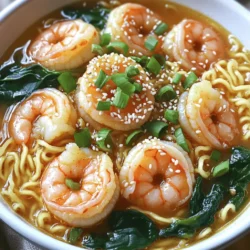 - 150 g Ramen-Nudeln - 200 g Garnelen, geschält und entdarmt - 3 Knoblauchzehen, fein gehackt - 1 Esslöffel Ingwer, fein gehackt - 1 Frühlingszwiebel, gehackt - 125 g Babyspinat Die Ramen-Nudeln sind das Herzstück dieses Gerichts. Sie bringen die Textur und den Biss, die wir lieben. Garnelen sind die Stars, die dem Gericht einen tollen Geschmack geben. Frischwaren wie Knoblauch und Ingwer sorgen für ein aromatisches Profil, das jeden Bissen aufregend macht. Frühlingszwiebeln und Babyspinat bringen Farbe und Frische ins Spiel. - 1-2 Teelöffel Chilipaste (nach Geschmack anpassen) - 1 Esslöffel Sojasauce - 1 Teelöffel Sesamöl Chilipaste gibt diesem Ramen den Kick, den wir wollen. Sie können die Menge anpassen, um die Schärfe zu steuern. Sojasauce bringt Umami, während Sesamöl einen nussigen Geschmack hinzufügt. Diese Zutaten sind wichtig, um das Gericht zu würzen und ihm Tiefe zu verleihen. - 500 ml Hühner- oder Gemüsebrühe - Salz und Pfeffer nach Geschmack Die Brühe ist die Basis, die alles zusammenhält. Sie bringt Flüssigkeit und Geschmack. Ich empfehle, eine gute Qualität Hühner- oder Gemüsebrühe zu verwenden. Salz und Pfeffer helfen, die Aromen zu balancieren. Diese einfachen Zutaten machen das Gericht noch besser. - Bringe einen Topf mit Wasser zum Kochen. - Achte darauf, die Ramen-Nudeln 3-4 Minuten zu kochen. - Erhitze das Sesamöl in einer großen Pfanne. - Füge den gehackten Knoblauch und den Ingwer hinzu. Brate sie eine Minute an, bis sie gut riechen. - Gib die Garnelen in die Pfanne. - Brate sie 2-3 Minuten, bis sie rosa sind. - Rühre die Chilipaste und die Sojasauce dazu. - Gieße die Hühner- oder Gemüsebrühe in die Pfanne. - Füge den Babyspinat hinzu und koche ihn 1-2 Minuten, bis er weich ist. - Gib die abgetropften Ramen-Nudeln in die Pfanne. - Mische alles gut, damit die Nudeln die Brühe aufnehmen. - Serviere das Gericht in Schalen, garniert mit Frühlingszwiebeln und Sesamsamen. - Richtiges Garzeitmanagement: Garnelen brauchen nur 2-3 Minuten in der Pfanne. Achte darauf, sie nicht zu lange zu kochen. Andernfalls werden sie zäh und trocken. - So vermeiden Sie zähe Garnelen: Wenn die Garnelen rosa und undurchsichtig sind, sind sie fertig. Nimm sie sofort vom Herd, um die perfekte Textur zu erhalten. - Variationen der Chilipaste: Du kannst die Schärfe anpassen. Verwende weniger Chilipaste für einen milderen Geschmack oder mehr für einen zusätzlichen Kick. - Alternative Gewürze und Aromen: Probiere Sriracha oder frische Chilis für extra Schärfe. Füge etwas Limettensaft hinzu, um die Aromen zu heben. - Vorbereitungsstrategien: Bereite alle Zutaten vor, bevor du mit dem Kochen beginnst. So sparst du Zeit und Stress. - Hilfreiche Küchengeräte: Ein scharfer Messer und eine große Pfanne sind wichtig. Nutze eine Küchenuhr, um die Garzeiten genau im Blick zu behalten. {{image_4}} Um eine vegetarische Version von diesem Gericht zu machen, können Sie die Garnelen durch Tofu ersetzen. Tofu nimmt die Aromen gut auf und sorgt für eine schöne Textur. Wählen Sie festen Tofu und schneiden Sie ihn in kleine Würfel. Braten Sie den Tofu an, bis er goldbraun ist. Verwenden Sie auch Gemüsebrühe anstelle von Hühnerbrühe. Dies verleiht dem Gericht einen reichen Geschmack, ohne tierische Produkte zu nutzen. Möchten Sie Ihr Ramen noch köstlicher gestalten? Fügen Sie ein weichgekochtes Ei hinzu. Das cremige Eigelb macht jede Schüssel noch reichhaltiger. Sie können auch verschiedene Gemüsesorten verwenden, wie z.B. Karotten, Brokkoli oder Zuckerschoten. Diese bringen Farbe und mehr Nährstoffe in das Gericht. Um asiatische Einflüsse in das Rezept einzuarbeiten, können Sie lokale Zutaten verwenden. Zum Beispiel können Sie Miso-Paste oder Manju-Nudeln für eine andere Geschmacksrichtung hinzufügen. Achten Sie darauf, frische Kräuter wie Koriander oder Thai-Basilikum zu nutzen. Diese kleinen Änderungen machen Ihr Ramen einzigartig und spannend. Lagern Sie die Ramen in einem luftdichten Behälter im Kühlschrank. So bleiben sie frisch. Die Reste sollten innerhalb von zwei Tagen gegessen werden. Nach dieser Zeit können die Aromen schwächer werden. Erhitzen Sie die Ramen in einer Pfanne oder Mikrowelle. Fügen Sie etwas Brühe oder Wasser hinzu. Dies hilft, die Konsistenz zu halten. Achten Sie darauf, die Garnelen nicht zu lange zu erhitzen, um Zähigkeit zu vermeiden. Garnelen können gefroren werden, aber die Textur kann sich ändern. Ramen-Nudeln frieren nicht gut ein. Gemüse wie Babyspinat eignet sich hervorragend zum Einfrieren. Für beste Ergebnisse, verwenden Sie luftdichte Beutel und entfernen Sie die Luft. Die gesamte Zubereitungszeit für Ramen beträgt etwa 20 Minuten. Die Vorbereitungszeit liegt bei 10 Minuten, während die Kochzeit 10 Minuten dauert. Das geht schnell und einfach. Ja, du kannst die Garnelen ersetzen. Hier sind einige tolle Alternativen: - Tofu: Ideal für eine vegetarische Option. - Hähnchenbrust: Zart und proteinreich. - Gemüse: Champignons oder Brokkoli sind lecker. Für Beilagen empfehle ich: - Frischer Salat: Erfrischend und knackig. - Edamame: Gesund und proteinreich. Für Getränke: - Grüner Tee: Passt gut und ist beruhigend. - Limonade: Eine spritzige Wahl. Um die Ramen schärfer zu machen, kannst du folgende Gewürze hinzufügen: - Mehr Chilipaste: Passt gut, nach Geschmack. - Rote Chiliflocken: Für zusätzliche Schärfe. - Sriracha: Ein beliebtes Chili-Sauce, die gut schmeckt. Experimentiere mit der Menge, um deinen perfekten Schärfegrad zu finden. Zusammenfassend haben wir die Hauptzutaten für Ramen durchgearbeitet, darunter Nudeln, Garnelen und frische Waren. Ich habe dir Schritt für Schritt gezeigt, wie du diese leckere Mahlzeit zubereitest. Tipps für perfekte Garnelen und Anpassungen der Schärfe helfen dir, deine Ramen-Variante zu perfektionieren. Denke auch an Variationen wie eine vegetarische Option. Ramen sind vielseitig und einfach zuzubereiten. Vertraue auf die oben genannten Methoden und du wirst großartige Ergebnisse erzielen. Viel Spaß beim Kochen und Genießen!