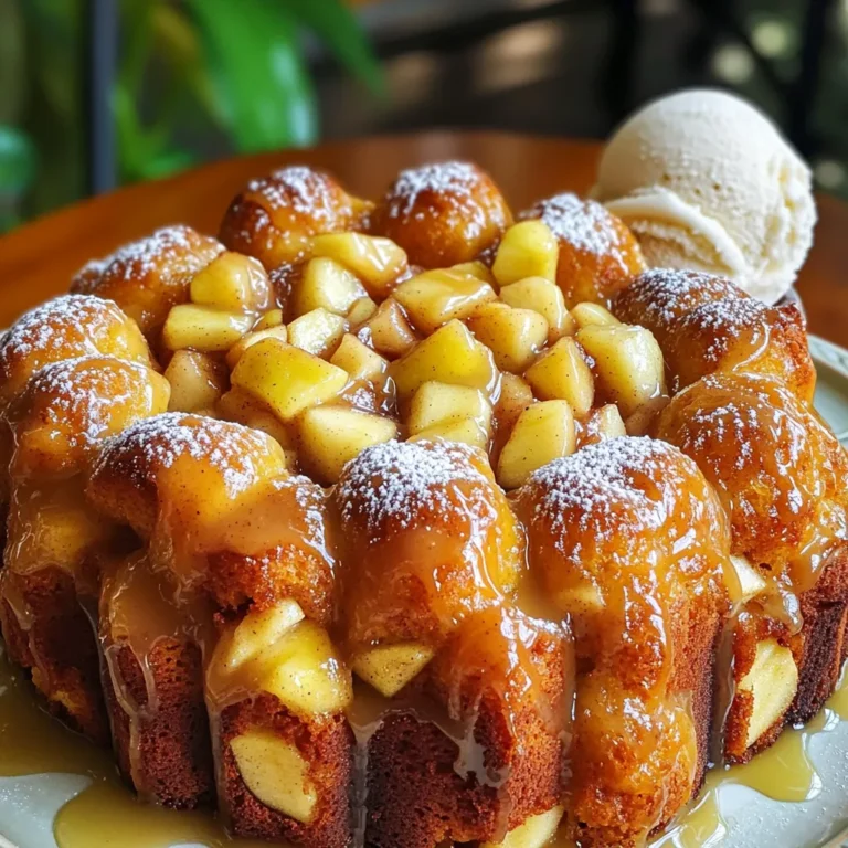 Für dieses leckere Apfel-Zimt-Monkey Bread brauchst du einige Hauptzutaten. Hier sind sie: - 3 Tassen Weizenmehl - 1/4 Tasse Kristallzucker - 1/4 Teelöffel Salz - 1 Päckchen (2 1/4 Teelöffel) Trockenhefe - 1/2 Tasse warme Milch (45°C) - 1/4 Tasse ungesalzene Butter, geschmolzen - 1 großes Ei - 3 mittelgroße Äpfel (z.B. Granny Smith oder Honeycrisp), geschält und gewürfelt - 1 Esslöffel Zimt - 1/2 Tasse brauner Zucker - 1/4 Tasse gehackte Walnüsse (optional) - 1/4 Tasse Puderzucker (für den Zuckerguss) - 1 Esslöffel Milch (für den Zuckerguss) Diese Zutaten bilden die Basis für dein Monkey Bread. Die Kombination aus Äpfeln und Zimt sorgt für einen tollen Geschmack. Wenn du nach Alternativen zu Zucker suchst, gibt es viele Optionen. Hier sind einige Ideen: - Honig: Ersetze Kristallzucker durch Honig. Es gibt einen süßen, blumigen Geschmack. - Ahornsirup: Verwende Ahornsirup anstelle von braunem Zucker. Er gibt einen reichhaltigen, karamellartigen Geschmack. - Kokosblütenzucker: Diese Option hat einen niedrigeren glykämischen Index. Er hat einen milden, karamelligen Geschmack. Diese Alternativen machen dein Monkey Bread gesünder und verleihen ihm einen neuen Geschmack. Die Wahl der richtigen Äpfel ist wichtig. Hier sind einige Tipps: - Wähle festere Sorten wie Granny Smith oder Honeycrisp. Diese halten gut beim Backen. - Achte auf frische Äpfel ohne Druckstellen. Frische Äpfel schmecken besser. - Mische verschiedene Sorten für mehr Geschmack. Eine Kombination aus süß und sauer ist ideal. Mit diesen Tipps findest du die besten Äpfel für dein Monkey Bread. Der richtige Apfel macht den Unterschied! Um den Hefeteig zu machen, beginnst du mit warmer Milch. Die Milch soll etwa 45°C haben. Dann vermischst du die Milch mit Trockenhefe und Kristallzucker in einer kleinen Schüssel. Lass die Mischung für 5 bis 10 Minuten stehen, bis sie schaumig wird. Das zeigt, dass die Hefe aktiv ist. In einer großen Schüssel vermischst du Weizenmehl und Salz. Mach eine Vertiefung in die Mitte. Füge die schaumige Hefemischung, geschmolzene Butter und ein Ei hinzu. Vermenge alles gut, bis ein glatter Teig entsteht. Jetzt knetest du den Teig auf einer bemehlten Arbeitsfläche. Knete ihn etwa 5 bis 7 Minuten lang, bis er glatt und elastisch ist. Danach legst du den Teig in eine gefettete Schüssel. Decke die Schüssel mit einem Küchentuch ab. Lass den Teig an einem warmen Ort für rund eine Stunde gehen. Der Teig sollte sich in dieser Zeit verdoppeln. Während der Teig aufgeht, kannst du die Äpfel vorbereiten. Nimm drei mittelgroße Äpfel, schäle sie und würfle sie. In einer separaten Schüssel vermischst du die gewürfelten Äpfel mit braunem Zucker, Zimt und optionalen Walnüssen. Diese Mischung ist wichtig für den Geschmack. Wenn der Teig fertig ist, kannst du ihn weiterverarbeiten und die Apfelmischung hinzufügen. Um ein perfektes Apfel-Zimt-Monkey Bread zu machen, gibt es einige Fehler, die Sie vermeiden sollten: - Hefemischung nicht aktivieren: Stellen Sie sicher, dass die Hefe schaumig wird. Warme Milch hilft dabei. - Teig nicht genug kneten: Kneten Sie den Teig gut, damit er elastisch wird. So wird das Brot fluffig. - Zu wenig Zeit zum Gehen: Lassen Sie den Teig genügend Zeit, um zu gehen. Er sollte sich verdoppeln. Ein paar einfache Tipps helfen Ihnen, das Monkey Bread perfekt zu machen: - Zutaten abmessen: Messen Sie alle Zutaten genau ab. Das sorgt für ein gleichmäßiges Ergebnis. - Ofentemperatur prüfen: Nutzen Sie ein Ofenthermometer. So stellen Sie sicher, dass der Ofen die richtige Temperatur hat. - Akzentuieren Sie den Zimt: Verwenden Sie frischen Zimt für mehr Geschmack. Das macht einen großen Unterschied. Wenn Sie wenig Zeit haben, können Sie das Monkey Bread im Voraus zubereiten: - Teig vorbereiten: Bereiten Sie den Teig und die Apfelmischung am Abend vorher vor. Lagern Sie beides im Kühlschrank. - Backzeit anpassen: Lassen Sie den Teig vor dem Backen auf Raumtemperatur kommen. Dies dauert etwa 30 Minuten. - Guss nicht vergessen: Bereiten Sie den Zuckerguss vor. So sparen Sie Zeit, wenn das Brot fertig ist. {{image_4}} Um eine nussfreie Version des Apfel-Zimt-Monkey Bread zu machen, lassen Sie die Walnüsse einfach weg. Die Textur bleibt weich und lecker. Sie können auch andere Zutaten hinzufügen, um den Geschmack zu verbessern. Zum Beispiel könnten Sie Rosinen oder getrocknete Cranberries verwenden. Diese Früchte bringen Süße und eine interessante Note. Äpfel sind klassisch, aber Sie können auch andere Früchte verwenden. Birnen passen gut dazu. Sie haben eine sanfte Süße und sind saftig. Auch Pfirsiche oder Kirschen können gut schmecken. Schneiden Sie die Früchte klein, damit sie beim Backen gut durchgaren. Achten Sie darauf, dass die Früchte reif, aber fest sind, damit sie ihre Form behalten. Für eine glutenfreie Variante können Sie glutenfreies Mehl verwenden. Achten Sie darauf, eine Mischung zu wählen, die gut bindet. Oft sind diese Mehle aus Reis, Mais oder Mandeln. Sie brauchen vielleicht etwas mehr Flüssigkeit, um den Teig richtig zu machen. Lassen Sie den Teig auch gut aufgehen. So wird das Monkey Bread schön fluffig und lecker. Legen Sie das Monkey Bread auf einen Teller. Decken Sie es mit einem sauberen Küchentuch ab. So bleibt es frisch. Bei Raumtemperatur hält es sich bis zu zwei Tage. Achten Sie darauf, dass es nicht direkt in die Sonne kommt. Wenn Sie es länger aufbewahren wollen, legen Sie es in den Kühlschrank. Wickeln Sie es in Frischhaltefolie oder legen Sie es in einen luftdichten Behälter. So bleibt es bis zu einer Woche gut. Zum Aufwärmen nutzen Sie den Ofen. Heizen Sie ihn auf 150°C vor. Backen Sie das Monkey Bread für etwa 10 Minuten. Es wird warm und weich. Monkey Bread kann im Kühlschrank bis zu einer Woche halten. Im Gefrierfach bleibt es bis zu drei Monate frisch. Teilen Sie es in Portionen auf, bevor Sie es einfrieren. Lassen Sie es dann im Kühlschrank auftauen. So bleibt der Geschmack erhalten. Monkey Bread bleibt frisch für etwa zwei bis drei Tage. Lagern Sie es in einer luftdichten Box. So bleibt der Teig weich und lecker. Wenn Sie die beste Qualität wollen, essen Sie es am besten frisch. Nach ein paar Tagen kann es etwas trocken werden. Erwärmen Sie alte Stücke kurz in der Mikrowelle, um sie wieder weich zu machen. Ja, Sie können den Teig über Nacht gehen lassen. Legen Sie ihn in den Kühlschrank, wenn er fertig ist. Dies verlangsamt die Hefe-Aktivität, aber der Teig wird trotzdem gut aufgehen. Am nächsten Tag nehmen Sie den Teig heraus und lassen ihn bei Raumtemperatur stehen, bis er warm ist. Das gibt Ihnen das beste Ergebnis. Monkey Bread ist perfekt warm aus dem Ofen. Sie können es mit Puderzucker bestäuben. Eine weitere tolle Idee ist, es mit Vanilleeis zu servieren. Der Kontrast von warm und kalt ist einfach himmlisch. Auch frische Sahne oder eine Zimt-Zucker-Mischung passen gut dazu. Lassen Sie Ihrer Kreativität freien Lauf! In diesem Blogbeitrag haben wir die wichtigsten Elemente für ein köstliches Apfel-Zimt-Monkey Bread erkundet. Wir haben die besten Zutaten, Tipps zum Backen, und verschiedene Variationen betrachtet. Auch die Lagerung und häufige Fragen wurden behandelt. Monkey Bread macht Spaß und bietet viele Möglichkeiten. Probier es aus und teile dein Ergebnis! Du wirst sehen, wie einfach und lecker es ist, deine Familie und Freunde zu überraschen.