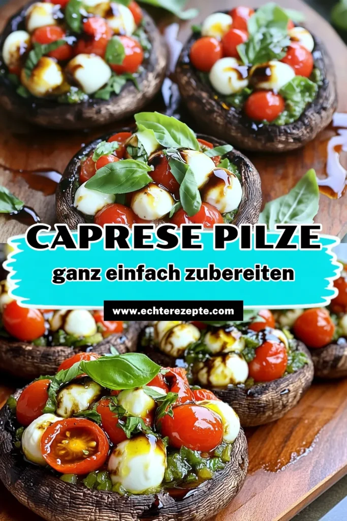 Entdecken Sie dieses köstliche Rezept für Caprese gefüllte Portobello-Pilze! Diese saftigen Pilze sind mit frischen Kirschtomaten, cremigem Mozzarella und aromatischem basilicum gefüllt und sind das perfekte Gericht für jedes Dinner. Ideal für eine schnelle Zubereitung in nur 35 Minuten! Klicken Sie durch, um die Schritt-für-Schritt-Anleitung zu erfahren und Ihre Gäste zu beeindrucken! #PortobelloPilze #Caprese #Vegetarisch #Rezeptidee