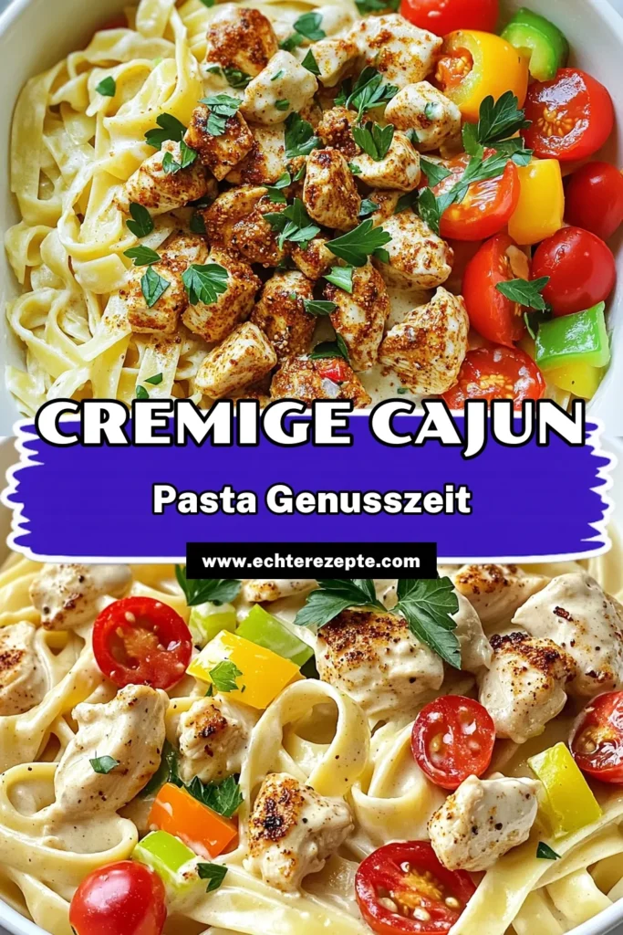 Entdecken Sie das Rezept für cremige Cajun-Hühnchen-Pasta, das in nur 30 Minuten zubereitet ist! Genießen Sie die perfekte Kombination aus würzigem Hühnchen, frischem Gemüse und einer köstlich cremigen Sauce. Dieses einfache Gericht ist ideal für ein schnelles Abendessen und wird Ihre Geschmacksknospen verwöhnen. Klicken Sie jetzt und bringen Sie diesen köstlichen Genuss auf den Tisch! #CajunHühnchen #PastaRezept #Kochideen #SchnelleRezepte