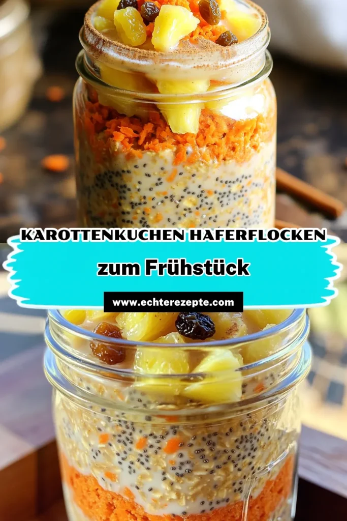Entdecke ein gesundes Frühstück mit diesen köstlichen Karottenkuchen Übernacht-Haferflocken! Dieses einfache Rezept kombiniert zarte Haferflocken, frische Karotten und würzige Aromen für einen perfekten Start in den Tag. Ideal für eine schnelle Zubereitung am Vorabend, bringt es vitalisierende Energie und Geschmack in deine Morgenroutine. Klicke jetzt, um das Rezept auszuprobieren! #Karottenkuchen #ÜbernachtHaferflocken #gesundeRezepte #Frühstücksideen