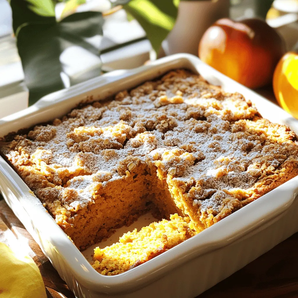 Für diesen leckeren Kuchen brauchst du einige wichtige Zutaten. Hier sind sie: - 1 Tasse Allzweckmehl - 1 Tasse Kürbispüree - 1/2 Tasse Kristallzucker - 1/2 Tasse brauner Zucker, fest gepackt - 1/2 Tasse ungesalzene Butter, weich - 2 große Eier - 1 Teelöffel Vanilleextrakt - 1 Teelöffel Backpulver - 1/2 Teelöffel Natron - 1 Teelöffel gemahlener Zimt - 1/2 Teelöffel gemahlene Muskatnuss - 1/4 Teelöffel Salz - 1 Tasse gebrühter Kaffee, abgekühlt Diese Zutaten geben dem Kuchen seine feuchte und aromatische Note. Das Kürbispüree sorgt für einen tollen Geschmack und eine schöne Farbe. Das Streusel-Topping ist das i-Tüpfelchen. Du brauchst: - 1/2 Tasse Allzweckmehl - 1/4 Tasse brauner Zucker, fest gepackt - 1/4 Tasse Haferflocken - 1/4 Tasse kalte ungesalzene Butter, gewürfelt - 1 Teelöffel gemahlener Zimt Die Streusel machen den Kuchen knusprig und süß. Die Mischung aus Butter und Zucker sorgt für eine leckere Kruste. Für einen extra Crunch kannst du Nüsse hinzufügen. Hier sind die besten Optionen: - 1/2 Tasse gehackte Walnüsse - 1/2 Tasse gehackte Pekannüsse Nüsse bringen eine tolle Textur. Sie fügen auch einen nussigen Geschmack hinzu, der gut zum Kürbis passt. Du kannst die Nüsse nach Belieben weglassen oder austauschen. Heize deinen Ofen auf 175°C vor. Fette eine quadratische Backform von 23 cm gut ein. Nutze dafür ein wenig Butter oder Öl. Diese Schritte sind wichtig, damit der Kuchen nicht kleben bleibt. Nimm eine große Schüssel. Schlage die weiche Butter und die beiden Zuckerarten zusammen. Mische sie gut, bis die Masse leicht und fluffig wird. Das dauert etwa drei bis vier Minuten. Füge dann die Eier nacheinander hinzu. Rühre gut um, nach jedem Ei. Jetzt kommt das Kürbispüree und der Vanilleextrakt dazu. Mische alles, bis es gut verbunden ist. In einer anderen Schüssel vermenge das Mehl, Backpulver, Natron, Zimt, Muskatnuss und Salz. Diese trockenen Zutaten kombinierst du schrittweise mit der Kürbismischung. Beginne mit dem Mehl und wechsle mit dem abgekühlten Kaffee. Rühre vorsichtig, bis alles gut vermischt ist. Wenn du Nüsse benutzen möchtest, hebe sie jetzt unter den Teig. In einer separaten Schüssel bereitest du das Streusel-Topping vor. Mische Mehl, braunen Zucker, Haferflocken und Zimt. Füge die kalte Butter in Würfeln hinzu. Mische alles mit den Fingern oder einem Teigmischer, bis du grobe Krümel hast. Streue die Streusel gleichmäßig über den Kuchenteig. Backe den Kuchen 30-35 Minuten lang. Mache den Zahnstocher-Test: Wenn er sauber herauskommt, ist der Kuchen fertig. Lass ihn mindestens 10 Minuten in der Form abkühlen, bevor du ihn servierst. Um einen tollen Teig zu erhalten, achte darauf, die Butter gut zu schlagen. Sie sollte weich sein, aber nicht geschmolzen. Mische den Zucker und die Butter, bis die Mischung leicht und fluffig wird. Das sorgt für die richtige Luftigkeit. Wenn du die trockenen Zutaten hinzufügst, rühre vorsichtig. Zu viel Rühren macht den Teig fest. Backe den Kuchen 30 bis 35 Minuten. Die genaue Zeit kann jedoch je nach Ofen variieren. Überprüfe den Kuchen nach 30 Minuten mit einem Zahnstocher. Stecke ihn in die Mitte. Wenn er sauber herauskommt, ist der Kuchen fertig. Lass den Kuchen etwas länger im Ofen, wenn er noch feucht ist. Um den Kuchen schön zu präsentieren, lasse ihn etwas abkühlen. Bestäube die Oberseite mit Puderzucker für einen hübschen Effekt. Du kannst auch frisches Obst auf dem Teller anrichten. Äpfel oder Birnen passen gut dazu. Serviere den Kuchen warm mit einer Tasse Kaffee. Das macht das Erlebnis noch gemütlicher. {{image_4}} Für eine glutenfreie Variante des Kürbis Kaffee Streuselkuchens kannst du einfach das Allzweckmehl ersetzen. Nutze eine glutenfreie Mehlmischung. Diese Mischungen sind oft gut geeignet, um die Textur zu erhalten. Achte darauf, eine Mischung mit Bindemitteln wie Xanthan oder Guarkernmehl zu wählen. So bleibt dein Kuchen schön saftig und fluffig. Wenn du eine vegane Version machen möchtest, ersetze die Eier durch pflanzliche Alternativen. Du kannst Leinsamen oder Chia-Samen verwenden. Mische einen Esslöffel Samen mit drei Esslöffeln Wasser und lasse es kurz quellen. Außerdem ersetze die Butter durch Kokosöl oder vegane Margarine. So bleibt der Kuchen lecker und ohne tierische Produkte. Es gibt viele Wege, den Geschmack deines Kuchens zu verändern. Füge Schokoladenstückchen hinzu, um eine süße Note zu geben. Du kannst auch andere Gewürze wie Ingwer oder Nelken ausprobieren. Diese Gewürze passen gut zum Kürbis und bringen neue Aromen. Eine Prise Piment oder Kakaopulver kann ebenfalls spannend sein. Sei kreativ und finde deine Lieblingskombination! Um deinen Kürbis Kaffee Streuselkuchen frisch zu halten, lagere ihn in einem luftdichten Behälter. Dies verhindert das Eindringen von Luft und Feuchtigkeit. Du kannst den Kuchen auch mit Frischhaltefolie abdecken. Stelle sicher, dass der Kuchen vollständig abgekühlt ist, bevor du ihn lagerst. So bleibt der Geschmack intensiv und die Textur bleibt angenehm saftig. Im Kühlschrank bleibt der Kuchen bis zu fünf Tage frisch. Nach vier Tagen solltest du prüfen, ob er noch gut aussieht und riecht. Wenn du ihn länger aufbewahren möchtest, ziehe das Einfrieren in Betracht. Achte darauf, ihn gut einzupacken, um Gefrierbrand zu vermeiden. Einfrieren ist eine tolle Option, wenn du den Kuchen länger aufbewahren möchtest. Schneide ihn in Portionen, bevor du ihn einfrierst. Wickel jede Portion in Frischhaltefolie und lege sie in einen Gefrierbeutel. So hast du immer ein Stück Kuchen zur Hand. Der eingefrorene Kuchen bleibt bis zu drei Monate haltbar. Um ihn aufzutauen, stelle ihn einfach über Nacht in den Kühlschrank. Um deinen Kuchen feuchter zu machen, nutze mehr Kürbispüree. Füge zusätzlich einen Esslöffel Joghurt oder Sauerrahm hinzu. Diese Zutaten helfen, die Feuchtigkeit zu halten. Achte darauf, den Kuchen nicht zu lange zu backen. Ein zu langer Backprozess kann den Kuchen trocken machen. Prüfe den Kuchen nach 30 Minuten. Wenn ein Zahnstocher sauber herauskommt, ist er fertig. Ja, du kannst frisches Kürbispüree verwenden. Koche dazu frische Kürbisse und püriere sie. Achte darauf, das Püree gut abzutropfen. Zu viel Wasser macht den Kuchen matschig. Frisches Püree gibt dem Kuchen einen tollen Geschmack. Es ist eine gesunde und leckere Wahl. Du kannst den Kaffee durch verschiedene Alternativen ersetzen. Verwende starken schwarzen Tee für ein ähnliches Aroma. Oder nimm heiße Schokolade für eine süßere Note. Wenn du keinen Koffein willst, nutze entkoffeinierten Kaffee. Diese Optionen passen gut zum Kürbis. Jeder wird den Geschmack lieben! Dieser Blogpost hat die wichtigsten Schritte für den Kürbis Kaffee Streuselkuchen erklärt. Wir haben die Zutaten und Optionen, die Zubereitung, Tipps für Erfolg und verschiedene Varianten betrachtet. Am Ende ist dieser Kuchen leicht zu machen und voll von Geschmack. Egal, ob du eine glutenfreie oder vegane Version willst, du kannst deinen perfekten Kuchen backen. Vergiss nicht, die Aufbewahrungstipps, um Frische und Geschmack zu sichern. Mit diesen Tipps wird dein Kuchen sicher ein Hit!