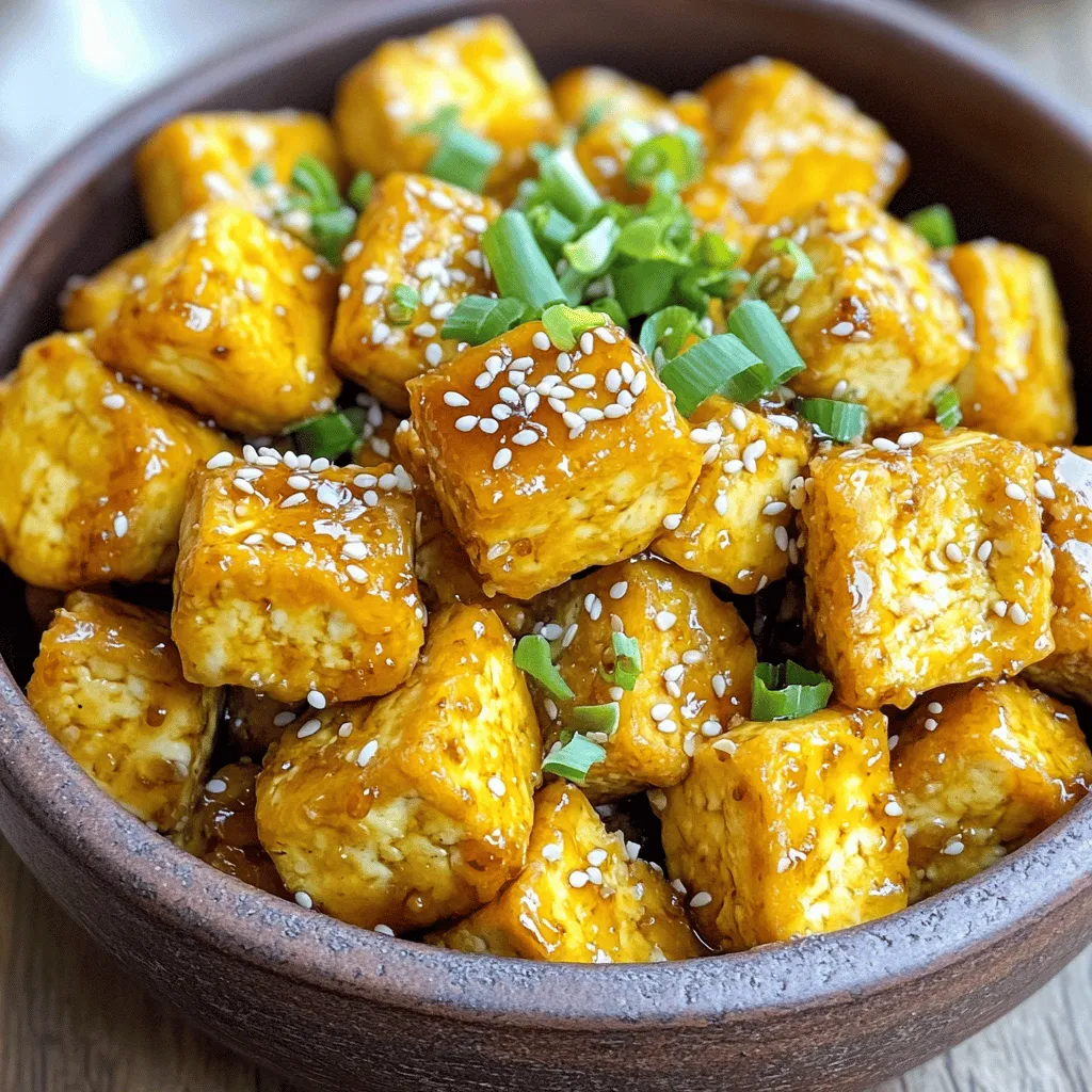 Für die Honig-Knoblauch-Tofu-Nuggets brauchst du: - 400 g fester Tofu, gepresst und gewürfelt - 60 ml Honig oder Ahornsirup - 45 ml Sojasauce - 2 Knoblauchzehen, fein gehackt - 1 Teelöffel Ingwer, gerieben - 2 ml Sesamöl - 30 g Speisestärke - 15 ml Olivenöl - Salz und Pfeffer nach Geschmack - Optionale Garnitur: Sesamsamen und gehackte Frühlingszwiebeln Diese Zutaten sind einfach zu finden. Der Tofu gibt dir die Basis, während der Honig und die Sojasauce den süßen und salzigen Geschmack bringen. Knoblauch und Ingwer fügen eine tolle Würze hinzu. Um die Nuggets zuzubereiten, brauchst du: - Einen Airfryer - Ein Schneidebrett - Ein scharfes Messer - Eine mittelgroße Schüssel - Einen Schneebesen - Einen Löffel oder eine Zange Der Airfryer ist das Herzstück. Er macht die Nuggets außen knusprig und innen zart. Die anderen Utensilien helfen dir, alles gut vorzubereiten. Falls du Honig oder Sojasauce nicht verwenden möchtest, gibt es gute Alternativen: - Nutze Ahornsirup statt Honig für eine vegane Option. - Verwende Tamari oder Kokosaminos anstelle von Sojasauce für eine glutenfreie Version. Diese Alternativen sorgen für einen ähnlichen Geschmack und helfen dir, das Rezept an deine Bedürfnisse anzupassen. Zuerst nehme ich den festen Tofu. Ich presse ihn unter einem Gewicht. Das hilft, die Feuchtigkeit zu entfernen. Nachdem ich den Tofu gepresst habe, schneide ich ihn in gleichmäßige Würfel. Die Würfel sollten etwa 2,5 cm groß sein. Ich stelle sie dann beiseite. Diese Vorbereitung ist wichtig, damit die Nuggets knusprig werden. Jetzt mache ich die Marinade. In einer mittelgroßen Schüssel vermische ich den Honig oder den Ahornsirup mit der Sojasauce. Ich füge die fein gehackten Knoblauchzehen und den geriebenen Ingwer hinzu. Dann kommt das Sesamöl dazu. Ich rühre alles gut mit einem Schneebesen um. Nach dem Mischen gebe ich die Tofuwürfel in die Schüssel. Ich wende die Würfel vorsichtig, damit sie gleichmäßig bedeckt sind. Jetzt lasse ich den Tofu mindestens 20 Minuten marinieren. Wenn ich Zeit habe, lasse ich ihn auch über Nacht im Kühlschrank. So wird der Geschmack intensiver. Nach dem Marinieren bestreue ich die Tofuwürfel mit Speisestärke. Ich wende sie vorsichtig, damit sie die Stärke gut aufnehmen. Das sorgt für eine knusprige Textur. Jetzt heize ich meinen Airfryer auf 190°C vor. Ich pinsle den Innenraum mit Olivenöl ein. Dann lege ich die panierten Nuggets in einer einzigen Schicht in den Korb. Es ist wichtig, sie nicht zu überfüllen. Ich brate die Nuggets für 12-15 Minuten. Zur Hälfte der Garzeit schüttle ich den Korb. Das sorgt für eine gleichmäßige Bräunung. Wenn die Nuggets goldbraun und knusprig sind, nehme ich sie heraus und lasse sie kurz ruhen. Optional kann ich sie mit zusätzlicher Sauce und Garnitur servieren. Um die perfekte Konsistenz zu erreichen, ist das Pressen des Tofus wichtig. Du musst den Tofu vor dem Würfeln gut pressen. Das entfernt die Feuchtigkeit. Je fester der Tofu, desto besser werden die Nuggets. Achte darauf, gleichmäßige Würfel zu schneiden. So garen sie gleichmäßig im Airfryer. Die Speisestärke sorgt für die knusprige Textur. Sie hilft auch, die Marinade zu binden. Die Marinierzeit ist entscheidend für den Geschmack. Lass den Tofu mindestens 20 Minuten marinieren. So nimmt er die Aromen gut auf. Wenn du Zeit hast, mariniere ihn über Nacht. Das gibt ihm einen noch intensiveren Honig-Knoblauch-Geschmack. Die Mischung aus Honig, Sojasauce, Knoblauch und Ingwer ist der Schlüssel zu einem tollen Geschmack. Ein häufiger Fehler ist, den Tofu nicht genug zu pressen. Dadurch bleibt zu viel Wasser im Tofu. Das führt zu matschigen Nuggets. Ein weiterer Fehler ist, die Nuggets im Airfryer zu überladen. Achte darauf, sie in einer einzelnen Schicht zu platzieren. So werden sie gleichmäßig knusprig. Zu wenig Speisestärke kann auch ein Problem sein. Stelle sicher, dass jeder Würfel gut bedeckt ist, um die beste Textur zu erzielen. {{image_4}} Wenn du eine vegane Option suchst, ersetze den Honig mit Ahornsirup oder Agavendicksaft. Diese süßen Alternativen bieten einen ähnlichen Geschmack. Achte darauf, eine hochwertige Sorte zu wählen. Du wirst den Unterschied nicht merken! Um mehr Geschmack zu erzielen, füge Gewürze wie Paprika, Kreuzkümmel oder sogar Chili hinzu. Diese geben den Nuggets eine interessante Note. Experimentiere mit frischen Kräutern wie Koriander oder Basilikum. So entwickelst du deine eigene Variante und machst das Gericht noch spannender! Serviere die Tofu-Nuggets mit Beilagennudeln, wie Reisnudeln oder Udon. Diese passen perfekt zu den süßen und herzhaften Aromen. Du kannst auch gedünstetes Gemüse, wie Brokkoli oder Zucchini, dazu geben. Diese Optionen machen das Gericht ausgewogen und lecker! Wenn du einige Tofu-Nuggets übrig hast, lagere sie in einem luftdichten Behälter. Stelle sicher, dass sie vollständig abgekühlt sind, bevor du sie einpackst. So bleiben sie frisch und lecker. Du kannst sie bis zu drei Tage im Kühlschrank aufbewahren. Achte darauf, dass sie nicht zusammenkleben. Lege ein Blatt Küchenpapier zwischen die Nuggets, um Feuchtigkeit aufzusaugen. Um die Nuggets wieder warm zu machen, nutze deinen Airfryer. Stelle ihn auf 180°C (350°F) und erhitze die Nuggets für etwa 5-7 Minuten. Dadurch werden sie knusprig und lecker. Du kannst auch eine Pfanne benutzen. Erhitze etwas Öl in der Pfanne und brate die Nuggets für 3-4 Minuten pro Seite. So schmecken sie fast wie frisch zubereitet. Wenn du die Nuggets länger aufbewahren möchtest, friere sie ein. Lege sie zuerst auf ein Backblech, damit sie nicht zusammenkleben. Nach ein paar Stunden kannst du sie in einen gefrierfesten Behälter oder einen Ziploc-Beutel umfüllen. So bleiben sie bis zu drei Monate frisch. Wenn du sie genießen möchtest, tau sie über Nacht im Kühlschrank auf und wärme sie dann wie oben beschrieben auf. Die Zubereitung der Tofu-Nuggets dauert etwa 30 Minuten. Dazu kommt die Marinierzeit von mindestens 20 Minuten. Wenn du Zeit hast, lass den Tofu über Nacht marinieren. So wird der Geschmack noch besser. Ja, du kannst die Nuggets auch im Ofen zubereiten. Heize deinen Ofen auf 200°C vor. Lege die Nuggets auf ein Backblech mit Backpapier. Backe sie für 20 bis 25 Minuten. Wende sie einmal, damit sie gleichmäßig braun werden. Ja, das Rezept kann glutenfrei sein. Verwende glutenfreie Sojasauce oder Tamari anstelle von normaler Sojasauce. Achte auch darauf, dass alle anderen Zutaten glutenfrei sind. So kannst du die Nuggets ohne Bedenken genießen. Die Honig-Knoblauch-Tofu-Nuggets sind einfach zuzubereiten. Wir haben die Hauptzutaten, Zubehör, und Alternativen besprochen. Die Schritt-für-Schritt-Anleitung hilft dir, perfekt marinierte Nuggets zu machen. Tipps und Tricks zeigen dir, wie du die perfekte Konsistenz erreichst und Fehler vermeidest. Variationen und Lagerungshinweise erweitern deine Möglichkeiten. Experimentiere mit den Optionen und genieße deine gesunden Snacks. Jede Zubereitung bringt Freude und neue Aromen auf deinen Tisch. Hast du Spaß beim Kochen und Entdecken!