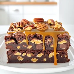- 1 Tasse ungesalzene Butter (2 Sticks) - 1 ½ Tassen Zucker - 1 Tasse brauner Zucker, fest verpackt - 4 große Eier - 1 Teelöffel Vanilleextrakt Die Hauptzutaten sind wichtig für den Geschmack und die Textur der Brownies. Ungesalzene Butter sorgt für einen reichhaltigen Geschmack. Der Zucker und der braune Zucker geben den Brownies die nötige Süße und Feuchtigkeit. Die Eier helfen, die Brownies zusammenzuhalten und machen sie luftig. Der Vanilleextrakt bringt das Aroma zur Geltung. - 1 ¼ Tassen Weizenmehl - ½ Tasse ungesüßtes Kakaopulver - 1 Teelöffel Backpulver - ½ Teelöffel Salz Die trockenen Zutaten sind entscheidend für die Struktur der Brownies. Das Weizenmehl gibt Halt, während das Kakaopulver den schokoladigen Geschmack verstärkt. Backpulver hilft, die Brownies aufgehen zu lassen. Eine Prise Salz hebt die Aromen hervor und balanciert die Süße. - 1 Tasse Zartbitterschokoladenstückchen - 1 Tasse Pekannüsse, gehackt (plus extra zum Garnieren) - 1 Tasse Karamellsauce (fertig gekauft oder selbstgemacht) Das Topping ist das Sahnehäubchen auf den Brownies. Zartbitterschokoladenstückchen sorgen für einen tollen Schokoladengeschmack. Gehackte Pekannüsse geben Crunch und einen nussigen Geschmack. Karamellsauce macht die Brownies besonders lecker und klebrig. Sie können auch etwas Karamellsauce nach dem Backen darüber träufeln, um den Wow-Faktor zu erhöhen. Heize deinen Ofen auf 175°C vor. Fette eine 23x33 cm große Backform gut ein. Lege sie mit Backpapier aus. Lass etwas Papier über die Kanten hängen. So kannst du die Brownies später leicht herausnehmen. Nimm einen mittelgroßen Topf. Schmelze die Butter bei niedriger Hitze. Wenn die Butter geschmolzen ist, nimm den Topf vom Herd. Füge den Zucker und den braunen Zucker hinzu. Rühre die Mischung gut um, bis sie glatt ist. Lass die Mischung etwas abkühlen. Schlage dann die Eier einzeln ein. Achte darauf, dass jedes Ei gut eingearbeitet ist. Füge auch den Vanilleextrakt hinzu und rühre erneut. In einer separaten Schüssel siebe das Mehl, das Kakaopulver, das Backpulver und das Salz. Füge die trockenen Zutaten nach und nach zur feuchten Mischung hinzu. Rühre vorsichtig, bis alles gerade so gemischt ist. Jetzt kommen die Schokoladenstückchen und die gehackten Pekannüsse dazu. Mische sie vorsichtig unter den Teig. Behalte ein paar Pekannüsse für das Topping zurück. Gieße die Hälfte des Teigs in die vorbereitete Backform. Verteile ihn gleichmäßig. Beträufle den Teig mit der Hälfte der Karamellsauce. Gib dann den restlichen Teig darüber und streiche ihn glatt. Träufle die restliche Karamellsauce über den Teig. Bestreue alles mit den reservierten Pekannüssen. Backe die Brownies für 25-30 Minuten. Mache den Zahnstocher-Test: Er sollte mit feuchten Krümeln herauskommen. Nach dem Backen lasse die Brownies 15 Minuten in der Form abkühlen. Hebe sie dann mit dem Papier heraus und lasse sie auf einem Kuchengitter vollständig abkühlen. Schneide die Brownies in Quadrate und serviere sie. Wenn du magst, träufle noch etwas Karamellsauce darüber. Um den perfekten Brownie zu machen, achte auf die Konsistenz des Teigs. Der Teig sollte glatt und leicht klebrig sein. Wenn er zu trocken aussieht, füge einen Esslöffel Wasser hinzu. Die Backzeit ist ebenfalls wichtig. Backe die Brownies bei 175°C für 25 bis 30 Minuten. Überprüfe mit einem Zahnstocher die Mitte. Er sollte mit feuchten Krümeln herauskommen, nicht mit nassem Teig. Eine Karamellsauce ist einfach zu machen. Du brauchst nur Zucker und Wasser. 1. Gib 1 Tasse Zucker und 1/4 Tasse Wasser in einen kleinen Topf. 2. Erhitze die Mischung bei mittlerer Hitze. Rühre nicht um, bis der Zucker schmilzt. 3. Lass es kochen, bis es eine goldene Farbe hat. 4. Nimm den Topf vom Herd und füge 1/2 Tasse Sahne hinzu. Sei vorsichtig, es spritzt! Rühre die Mischung gut um. Lass die Sauce abkühlen, bevor du sie in die Brownies gibst. Um trockene Brownies zu vermeiden, achte darauf, nicht zu lange zu backen. Wenn du den Zahnstocher verwendest, teste rechtzeitig. Vermeide auch, die Brownies direkt aus dem Ofen zu schneiden. Lass sie 15 Minuten in der Form abkühlen. So bleiben sie saftig und weich. Ein weiterer Fehler ist das Übermischen des Teigs. Mische nur, bis alles vermengt ist. So bleiben die Brownies schön zart. {{image_4}} Sie können die Turtle Brownies ganz einfach anpassen. Fügen Sie verschiedene Nüsse hinzu. Mandeln oder Walnüsse passen gut. Auch andere Schokoladenvarianten sind möglich. Probieren Sie weiße Schokolade oder Milchschokolade. Diese Kombinationen bringen neue Geschmäcker. Wenn Sie glutenfrei backen wollen, verwenden Sie glutenfreies Mehl. Achten Sie darauf, dass die Mischung gut ist. Manchmal ist eine Mischung aus Reismehl und Tapiokamehl ideal. Das Ergebnis bleibt lecker und saftig. So kann jeder die Brownies genießen. Für eine Low-Carb Version können Sie Zucker reduzieren. Nutzen Sie Süßstoffe wie Erythrit oder Stevia. Diese verleihen Süße, ohne viele Kohlenhydrate hinzuzufügen. Achten Sie darauf, den Geschmack zu testen. So bleibt das Dessert köstlich und schmackhaft. Brownies sind lecker und bleiben frisch, wenn man sie richtig lagert. Du kannst sie bei Raumtemperatur aufbewahren. Lege sie in einen luftdichten Behälter. Das hilft, die Feuchtigkeit zu halten. Wenn es warm ist, bewahre sie besser im Kühlschrank auf. So bleiben sie länger gut. Die Haltbarkeit von Brownies hängt von der Lagerung ab. Bei Raumtemperatur halten sie sich etwa 3 bis 4 Tage. Im Kühlschrank bleiben sie bis zu einer Woche frisch. Achte darauf, dass sie gut verpackt sind. So bleibt der Geschmack erhalten und sie trocknen nicht aus. Das Einfrieren von Brownies ist einfach. Schneide die Brownies in Stücke. Wickele jedes Stück in Frischhaltefolie. Lege sie dann in einen Gefrierbeutel. So bleiben sie bis zu 3 Monate haltbar. Zum Auftauen nimm die Brownies einfach aus dem Gefrierschrank. Lass sie bei Raumtemperatur stehen. Nach ein paar Stunden sind sie bereit zum Genießen! Turtle Brownies halten sich gut, wenn Sie sie richtig lagern. Bewahren Sie sie in einem luftdichten Behälter auf. So bleiben sie frisch. Bei Raumtemperatur sind sie bis zu einer Woche haltbar. Im Kühlschrank halten sie sich bis zu zwei Wochen. Achten Sie darauf, die Brownies nicht zu lange dem Licht auszusetzen, da dies den Geschmack beeinträchtigen kann. Ja, die Brownies können vegan sein. Ersetzen Sie die Eier durch Apfelmus oder Leinsamen. Nutzen Sie pflanzliche Butter anstelle von normaler Butter. Verwenden Sie vegane Schokoladenstückchen und Karamellsauce. So bleibt der Geschmack erhalten, und alle können genießen. Wenn die Brownies nicht durch sind, backen Sie sie länger. Überprüfen Sie alle fünf Minuten. Stecken Sie einen Zahnstocher in die Mitte. Wenn er mit feuchten Krümeln herauskommt, sind sie fast fertig. Achten Sie darauf, die Temperatur nicht zu hoch zu wählen. Dies kann die Oberfläche verbrennen, während das Innere roh bleibt. Dekorieren Sie die Brownies mit Schokoladensauce oder Karamellsauce. Streuen Sie gehackte Nüsse darüber für mehr Textur. Frische Früchte sind auch eine schöne Ergänzung. Sie können auch Puderzucker darüber sieben, um sie hübscher zu machen. Ja, Sie können andere Nüsse verwenden. Walnüsse oder Mandeln sind gute Alternativen. Diese Nüsse bringen neue Geschmäcker und Texturen. Experimentieren Sie mit verschiedenen Nüssen, um Ihre perfekte Kombination zu finden. Turtle Brownies vereinen Butter, Zucker, Eier und viele weitere leckere Zutaten. Mit den richtigen Tipps und Tricks erzielst du perfekte Brownies, die nie trocken werden. Experimentiere mit Toppings oder einer glutenfreien Variante, um das Rezept zu verändern. Lagere die Brownies richtig, um ihre Frische zu bewahren. Diese süße Leckerei ist einfach zuzubereiten und lässt sich wunderbar teilen. Viel Spaß beim Backen und Genießen!