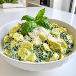 Um diese leckere Pasta zuzubereiten, brauchst du folgende Zutaten: - 340 g Pasta (Penne oder Fettuccine) - 240 g frischer Spinat, grob gehackt - 240 g Dosen-Artischockenherzen, abgetropft und grob gehackt - 240 g Frischkäse, weich angerührt - 100 g geriebener Parmesan - 240 ml Gemüsebrühe - 2 Knoblauchzehen, fein gehackt - 1 Teelöffel Zwiebelpulver - 1 Teelöffel Knoblauchpulver - Salz und Pfeffer nach Geschmack - 2 Esslöffel Olivenöl - Frische Basilikumblätter als Garnierung Frische Artischocken haben einen tollen Geschmack. Sie sind aber oft schwer zu finden und benötigen mehr Zeit zur Zubereitung. Dosen-Artischocken sind praktisch. Sie sind bereits gekocht und schmecken immer gut. Wenn du frische Artischocken verwendest, achte darauf, sie gut zu putzen und zu kochen. Das kann jedoch etwas aufwendig sein. Wenn du eine leichtere Variante möchtest, kannst du griechischen Joghurt anstelle von Frischkäse verwenden. Das gibt dir eine cremige Textur. Veganer Käse ist eine gute Wahl, wenn du auf Milchprodukte verzichten möchtest. Du kannst auch Nährhefe verwenden, um einen käsigen Geschmack zu bekommen. Bringe in einem großen Topf gesalzenes Wasser zum Kochen. Füge 340 g Pasta hinzu. Koche sie nach den Anweisungen auf der Verpackung. Ziel ist al dente, also bissfest. Wenn die Pasta fertig ist, gieße sie ab und stelle sie beiseite. Erhitze im gleichen Topf 2 Esslöffel Olivenöl bei mittlerer Hitze. Gib 2 fein gehackte Knoblauchzehen dazu. Brate sie 1 Minute lang an, bis sie duften. Füge dann 240 g grob gehackten Spinat hinzu. Brate ihn 2-3 Minuten, bis er zusammenfällt. Gib 240 g abgetropfte und grob gehackte Dosen-Artischockenherzen in den Topf. Rühre alles gut um. Reduziere die Hitze und füge 240 g weichen Frischkäse und 240 ml Gemüsebrühe hinzu. Streue 1 Teelöffel Zwiebelpulver und 1 Teelöffel Knoblauchpulver hinein. Rühre weiter, bis der Frischkäse schmilzt und die Mischung cremig wird. Gib die gekochte Pasta in den Topf mit der Soße. Mische alles gut durch, sodass die Pasta gleichmäßig beschichtet ist. Falls die Soße zu dick ist, füge etwas mehr Gemüsebrühe hinzu. So erreichst du die gewünschte Konsistenz. Rühre 100 g geriebenen Parmesan unter die Soße. Würze mit Salz und Pfeffer nach Geschmack. Richte die Pasta auf Tellern an und garniere sie mit frischen Basilikumblättern. So erhält das Gericht einen schönen Farbklecks und zusätzlichen Geschmack. Um die Soße perfekt cremig zu machen, achte auf die Menge der Gemüsebrühe. Beginne mit 240 ml und füge mehr hinzu, wenn die Soße zu dick ist. Rühre ständig, während der Frischkäse schmilzt. So vermeidest du Klumpen und erhältst eine glatte, samtige Textur. Wenn du die Soße länger köcheln lässt, wird sie dicker. Achte darauf, die Hitze zu reduzieren, damit nichts anbrennt. Um die Pasta gesünder zu machen, verwende Vollkorn-Pasta oder Linsen-Pasta. Diese Alternativen haben mehr Ballaststoffe. Du kannst auch die Menge an Frischkäse reduzieren. Probiere griechischen Joghurt statt Frischkäse für eine leichtere Soße. Füge mehr frisches Gemüse wie Zucchini oder Paprika hinzu. So erhöhst du den Nährstoffgehalt deines Gerichts. Ein großer Topf ist wichtig, um die Pasta zu kochen. Ein Holzlöffel hilft beim Rühren, ohne die Töpfe zu zerkratzen. Ein scharfes Messer ist nützlich zum Hacken der Zutaten. Eine Küchenschaufel hilft beim Mischen der Pasta mit der Soße. Wenn du einen Messbecher hast, wird das Abmessen der Brühe sehr einfach. {{image_4}} Für alle, die glutenfrei essen, gibt es viele Optionen. Du kannst glutenfreie Pasta aus Reis oder Linsen verwenden. Diese Alternativen sind einfach zu finden und machen das Gericht lecker. Achte darauf, die Kochzeiten zu überprüfen, da sie von der normalen Pasta abweichen können. Um mehr Protein hinzuzufügen, probiere Hühnchen oder Tofu. Hühnchen kann in kleine Stücke geschnitten und in der Pfanne angebraten werden, bevor du den Spinat hinzufügst. Tofu kann ebenfalls gewürfelt und in der Pfanne gebraten werden. Beides passt gut zur cremigen Soße und macht das Gericht sättigender. Du kannst auch andere Gemüse hinzufügen, um mehr Geschmack und Nährstoffe zu bekommen. Zucchini passt sehr gut. Einfach in dünne Scheiben schneiden und mit dem Spinat anbraten. Brokkoli ist eine andere perfekte Ergänzung. Koche ihn kurz in heißem Wasser, bevor du ihn zur Pasta gibst. So bleibt die Farbe schön und der Geschmack frisch. Um die cremige Spinat-Artischocken-Pasta frisch zu halten, lagere sie in einem luftdichten Behälter. Stelle sicher, dass die Pasta abgekühlt ist, bevor du sie hineinlegst. Im Kühlschrank bleibt sie bis zu drei Tage gut. Wenn du sie aufwärmst, füge etwas Gemüsebrühe hinzu, um die Konsistenz zu verbessern. Falls du mehr Pasta zubereitet hast, kannst du Reste einfrieren. Teile die Pasta in Portionen und lege sie in gefriergeeignete Beutel. Entferne die Luft aus den Beuteln, um Gefrierbrand zu vermeiden. Die Pasta kann bis zu drei Monate eingefroren werden. Zum Aufwärmen, taue sie zuerst im Kühlschrank auf. Wenn du die Pasta wieder aufwärmst, füge etwas Olivenöl oder Gemüsebrühe hinzu. Rühre die Pasta gut durch, damit die Soße gleichmäßig verteilt wird. Erhitze sie langsam in einer Pfanne oder in der Mikrowelle. So bleibt die Pasta cremig und lecker. Ja, du kannst gefrorenen Spinat verwenden. Achte darauf, ihn gut abzutropfen. Gefrorener Spinat hat oft mehr Wasser. Das kann die Soße beeinflussen. Wenn du den gefrorenen Spinat hinzufügst, lasse ihn zuerst etwas auftauen. So vermeidest du zu viel Flüssigkeit in der Soße. Um die Pasta vegan zu machen, ersetze die folgenden Zutaten: - Nutze veganen Frischkäse oder Cashewcreme statt Frischkäse. - Verwende einen veganen Parmesan. - Achte darauf, dass die Brühe kein Fleisch enthält. Mit diesen einfachen Änderungen bleibt dein Gericht lecker und vegan. Um die Pasta glutenfrei zu machen, wähle glutenfreie Pasta. Viele Marken bieten Penne oder Fettuccine an. Achte beim Kauf auf das Glutenfrei-Symbol. Die restlichen Zutaten sind in der Regel glutenfrei, doch prüfe die Etiketten. So kannst du sicher sein, dass dein Gericht glutenfrei ist. In diesem Blogbeitrag haben wir alles zu einem tollen Pasta-Gericht betrachtet. Wir begannen mit den Zutaten, verglichen frische und Dosen-Artischocken und schauten uns Alternativen zu Sahne und Parmesan an. Dann folgten die Schritte, um die Pasta perfekt zuzubereiten. Unsere Tipps helfen dabei, die Soße richtig einzustellen und das Gericht gesund zu halten. Weiterhin gaben wir Variationen für jeden Geschmack und nützliche Lagertipps. Kochen macht Spaß und ist einfach! Probiere die Ideen aus und verbessere das Rezept nach deinem Geschmack.