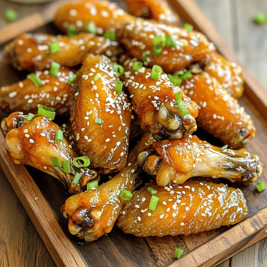 - 900 g Hähnchenflügel - 60 ml Honig - 60 ml Sojasauce oder Kokosaminos - 4 gehackte Knoblauchzehen - 1 Esslöffel frischer Ingwer, gerieben - 1 Esslöffel Apfelessig - 1 Teelöffel Sesamöl - 1/2 Teelöffel schwarzer Pfeffer - 1/4 Teelöffel rote Chiliflocken (optional) - Sesam und frische Frühlingszwiebeln zur Garnierung Ich liebe es, mit diesen Zutaten zu arbeiten. Die Hähnchenflügel sind die Hauptattraktion. Sie sind zart und nehmen den Geschmack der Marinade gut auf. Honig gibt den Flügeln eine süße Note, die perfekt mit der Sojasauce harmoniert. Der Knoblauch und der Ingwer bringen einen tollen Geschmack. Sie machen das Gericht aromatisch und frisch. Apfelessig gibt einen kleinen Säurekick, der alles ausgleicht. Sesamöl und schwarzer Pfeffer fügen einen tiefen Geschmack hinzu. Wenn du es schärfer magst, sind die roten Chiliflocken eine tolle Ergänzung. Die Garnitur mit Sesam und frischen Frühlingszwiebeln macht die Flügel nicht nur schön, sondern gibt auch einen tollen Crunch. So werden deine Hähnchenflügel einfach köstlich! Zuerst nehme ich eine große Schüssel. Dann füge ich alle Zutaten hinzu: - 60 ml Honig - 60 ml Sojasauce oder Kokosaminos - 4 gehackte Knoblauchzehen - 1 Esslöffel geriebener Ingwer - 1 Esslöffel Apfelessig - 1 Teelöffel Sesamöl - 1/2 Teelöffel schwarzer Pfeffer - 1/4 Teelöffel rote Chiliflocken (optional) Ich vermenge alles gut. So entsteht eine leckere Marinade. Jetzt nehme ich die Hähnchenflügel. Ich lege sie in die Marinade und stelle sicher, dass sie gut bedeckt sind. Dann decke ich die Schüssel ab. Ich lasse die Flügel mindestens 30 Minuten im Kühlschrank marinieren. Wenn ich mehr Geschmack möchte, lasse ich sie bis zu 2 Stunden marinieren. Ich bereite meine Heißluftfritteuse vor, indem ich sie auf 195 °C (380 °F) vorheize. Dies dauert etwa 5 Minuten. Während sie sich aufheizt, sprühe ich den Korb leicht mit Kochspray oder gebe etwas Öl hinzu. Nun nehme ich die marinierten Flügel aus der Schüssel. Ich lasse die überschüssige Marinade abtropfen. Dann lege ich die Flügel in einer einzelnen Schicht in den Korb der Heißluftfritteuse. Ich gare sie für 25-30 Minuten und wende sie einmal während des Garens. So werden sie gleichmäßig gar und bräunen perfekt. Nach dem Garen schaue ich mir die Flügel genau an. Wenn sie goldbraun sind, sind sie fast fertig. Ich kann sie für extra Knusprigkeit noch 5 Minuten länger garen. Während die Flügel garen, mache ich die Sauce. Ich nehme die restliche Marinade und erwärme sie in einem kleinen Topf. Bei mittlerer Hitze lasse ich sie 5-7 Minuten köcheln, bis sie leicht eindickt. Nach dem Garen werfe ich die Flügel in die dickere Sauce oder träufle sie darüber. Die beste Zeit für das Marinieren ist mindestens 30 Minuten. So nimmt das Fleisch den Geschmack gut auf. Für intensiveren Geschmack empfehle ich, die Flügel bis zu 2 Stunden zu marinieren. Das gibt ein noch besseres Aroma. Wenn du Zeit hast, lass die Flügel über Nacht marinieren. So wird der Geschmack besonders reichhaltig. Für noch knusprigere Flügel gibt es ein paar Tricks. Erstens, trockne die Flügel vor dem Marinieren gut ab. Feuchtigkeit macht die Haut weich. Zweitens, benutze ein Kochspray oder etwas Öl in der Heißluftfritteuse. Das hilft, die Haut schön knusprig zu machen. Drittes, wende die Flügel während des Garens. So werden sie gleichmäßig braun. Wenn du extra Knusprigkeit willst, gare sie am Ende 5 Minuten länger. Die idealen Beilagen zu den Flügeln sind frische Gemüsesticks oder ein knackiger Salat. Diese sorgen für einen frischen Kontrast. Dips wie Ranch-Dressing oder Blauschimmelkäse passen auch gut dazu. Sie bieten eine cremige Note, die die Süße der Flügel ergänzt. {{image_4}} Für eine leckere Abwechslung kannst du andere Süßungsmittel verwenden. Probiere Agavendicksaft oder Ahornsirup. Diese Optionen geben deinen Flügel einen neuen Geschmack. Sie sind süß, aber haben auch eigene Aromen. Achte darauf, die Menge anzupassen. Ein bisschen weniger könnte nötig sein, da sie oft süßer sind als Honig. Wenn du es schärfer magst, füge mehr rote Chiliflocken hinzu. Du kannst auch frische Chilis verwenden. Schneide sie klein und mische sie in die Marinade. Eine andere Option ist, scharfe Soße hinzuzufügen. Das gibt einen tollen Kick. Denke daran, die Schärfe langsam zu steigern. So bleibt der Geschmack ausgewogen und lecker. Für eine glutenfreie Version nutze Kokosaminos anstelle von Sojasauce. Diese sind eine tolle Option und schmecken gut. Achte darauf, dass alle anderen Zutaten glutenfrei sind. So kannst du sicher sein, dass deine Flügel für alle geeignet sind. Glutenfreie Ernährung muss nicht langweilig sein! Wie lange sind die Flügel haltbar? Die Flügel sind im Kühlschrank etwa 3 bis 4 Tage haltbar. Bewahre sie in einem luftdichten Behälter auf. So bleiben sie frisch und lecker. Stelle sicher, dass sie gut abgekühlt sind, bevor du sie lagerst. So verhinderst du das Wachstum von Bakterien. Wie friere ich die Flügel richtig ein? 1. Lass die Flügel zuerst vollständig abkühlen. 2. Lege die Flügel in eine einzelne Schicht auf ein Backblech. 3. Friere sie für etwa 1 bis 2 Stunden ein. 4. Nimm sie aus dem Gefrierfach und packe sie in einen Gefrierbeutel. 5. Entferne die Luft aus dem Beutel und schließe ihn gut. 6. Beschrifte den Beutel mit dem Datum. So bleiben die Flügel bis zu 3 Monate frisch. Wie erwärme ich die Flügel am besten? Die besten Methoden sind: - Im Ofen: Heize den Ofen auf 180 °C vor. Lege die Flügel auf ein Backblech. Erwärme sie für 10-15 Minuten, bis sie heiß sind. - In der Heißluftfritteuse: Stelle die Heißluftfritteuse auf 160 °C ein. Gare die Flügel für etwa 8-10 Minuten. So werden sie wieder knusprig. - In der Mikrowelle: Diese Methode ist schnell. Lege die Flügel auf einen mikrowellengeeigneten Teller. Decke sie leicht ab. Erwärme sie in 30-Sekunden-Intervallen, bis sie warm sind. Vermeide das Erwärmen in der Pfanne, da sie weich werden können. Die beste Marinierzeit für Hähnchenflügel ist mindestens 30 Minuten. Für noch mehr Geschmack empfehle ich, sie bis zu 2 Stunden marinieren. So zieht die Marinade gut ein. Wenn du weniger Zeit hast, sind 30 Minuten auch okay. Die gesamte Zubereitungszeit beträgt etwa 40 Minuten. Davon sind 10 Minuten für die Vorbereitung. Die restlichen 30 Minuten sind fürs Garen in der Heißluftfritteuse. Diese schnelle Methode spart Zeit und sorgt für knusprige Flügel. Ja, du kannst auch andere Teile des Hähnchens verwenden. Drumsticks und Brustfilets sind gute Alternativen. Beachte, dass die Garzeiten unterschiedlich sind. Drumsticks brauchen etwa 30-35 Minuten, während Brustfilets schneller garen, etwa 20-25 Minuten. Ja, die Marinade ist auch toll für das Grillen. Du kannst die Hähnchenflügel vor dem Grillen marinieren. Das gibt ihnen einen köstlichen Geschmack. Achte darauf, die Flügel regelmäßig zu wenden, damit sie gleichmäßig garen. Umperfekt zu grillen, sind Hähnchenflügel eine gute Wahl. Wir haben die besten Zutaten und Schritte besprochen. Entscheiden Sie sich für die richtige Marinierzeit für den besten Geschmack. Variationen, Tipps und Lagerung sind ebenfalls wichtig. Knusprige Flügel in der Heißluftfritteuse sind köstlich und einfach. Experimentieren Sie mit Geschmack und Textur, um Ihre perfekten Flügel zu finden. Genießen Sie das Kochen und Schlemmen!