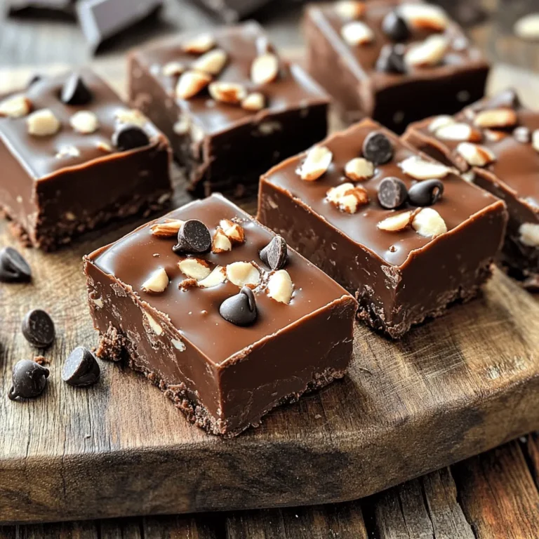 Für die Schokoladen-Mandel-Proteinfudge-Riegel brauchst du diese leckeren Zutaten: - 1 Tasse Mandelbutter - 1/2 Tasse Honig oder Ahornsirup - 1/4 Tasse ungesüßtes Kakaopulver - 1/4 Tasse Vanille-Proteinpulver - 1/2 Teelöffel Vanilleextrakt - 1/4 Teelöffel Meersalz - 1/3 Tasse gehackte Mandeln (plus extra zum Garnieren) - 1/4 Tasse Zartbitterschokoladensplitter (optional zum Garnieren) Diese Zutaten geben den Riegeln ihren tollen Geschmack und die richtige Konsistenz. Die Mandelbutter sorgt für eine cremige Textur. Der Honig oder Ahornsirup bringt Süße, während das Kakaopulver für eine schokoladige Note sorgt. Wenn du keine bestimmte Zutat hast, gibt es viele Alternativen: - Mandelbutter: Du kannst Erdnussbutter oder Cashewbutter nutzen. - Honig oder Ahornsirup: Verwende Agavendicksaft oder Kokosblütenzucker. - Kakaopulver: Carobpulver ist eine gute Schokoladen-Alternative. - Vanille-Proteinpulver: Nutze ein anderes Proteinpulver, das dir gefällt. - Gehackte Mandeln: Walnüsse oder Haselnüsse sind auch lecker. Mit diesen Alternativen kannst du die Riegel nach deinem Geschmack anpassen. Diese Riegel sind nicht nur lecker, sondern auch nahrhaft. Sie enthalten: - Protein: Das Proteinpulver sorgt für den Eiweißgehalt. So bleibst du lange satt. - Fette: Die Mandelbutter liefert gesunde Fette, die wichtig für dein Wohlbefinden sind. - Ballaststoffe: Die Mandeln und das Kakaopulver fördern die Verdauung. Ein Riegel hat ungefähr 150 Kalorien. Perfekt für einen kleinen Snack! Um die Schokoladen-Mandel-Proteinfudge-Riegel zuzubereiten, folge diesen einfachen Schritten: 1. Nimm einen mittelgroßen Topf und stelle ihn auf niedrige Hitze. 2. Gib 1 Tasse Mandelbutter und 1/2 Tasse Honig oder Ahornsirup hinein. 3. Rühre die Mischung konstant um, bis sie geschmolzen und gut vermischt ist. 4. Nimm den Topf vom Herd und füge 1/4 Tasse ungesüßtes Kakaopulver, 1/4 Tasse Vanille-Proteinpulver, 1/2 Teelöffel Vanilleextrakt und 1/4 Teelöffel Meersalz hinzu. 5. Rühre alles gut um, bis die Mischung glatt und cremig ist. 6. Hebe 1/3 Tasse gehackte Mandeln vorsichtig unter die Mischung. 7. Lege eine 20x20 cm große Backform mit Backpapier aus. Lass das Papier etwas überstehen. 8. Gieße die Fudge-Mischung in die Backform und drücke sie fest. 9. Wenn du möchtest, streue 1/4 Tasse Zartbitterschokoladensplitter und mehr gehackte Mandeln obenauf. 10. Drücke die Schokoladensplitter leicht in die Mischung. 11. Stelle die Form für mindestens 2 Stunden in den Kühlschrank, bis die Fudge fest ist. 12. Hebe die Fudge mit dem überstehenden Backpapier aus der Form. 13. Schneide sie in Riegel und genieße! Die Konsistenz der Fudge-Mischung ist wichtig. Achte darauf, dass die Mischung nicht zu trocken oder zu flüssig ist. Wenn sie zu trocken ist, füge etwas mehr Honig oder Mandelbutter hinzu. Wenn sie zu flüssig ist, kannst du mehr Proteinpulver oder Kakaopulver hinzufügen. Eine glatte und cremige Mischung ist ideal für die Riegel. Um die Riegel gut zu schneiden, lass die Mischung vollständig abkühlen und fest werden. Wenn du die Riegel schneidest, benutze ein scharfes Messer. Ein heißes Messer schneidet besser durch die Fudge. Du kannst das Messer auch mit etwas Öl einfetten, um ein Kleben zu vermeiden. Schneide die Riegel gleichmäßig, damit sie gleich groß sind. So sehen sie schön aus und sind einfach zu teilen. Ein großer Fehler ist, die Mandelbutter zu lange zu erhitzen. Achte darauf, sie nur leicht zu schmelzen. Wenn die Mischung zu heiß wird, kann das die Textur ruinieren. Ein weiterer Fehler ist, nicht genug zu rühren. Rühre die Zutaten gut, damit alles gleichmäßig verteilt ist. Wenn die Mischung klumpig bleibt, werden die Riegel ungleichmäßig. Um die Riegel perfekt zu machen, drücke die Mischung fest in die Backform. Das sorgt für eine feste Textur. Lass die Riegel nach dem Kühlen ausreichend Zeit im Kühlschrank. Mindestens zwei Stunden sind wichtig, damit sie richtig fest werden. Wenn du die Riegel schneidest, benutze ein scharfes Messer. Das hilft, saubere Kanten zu bekommen. Du brauchst nur ein paar einfache Geräte. Ein mittelgroßer Topf ist wichtig für das Schmelzen. Ein Holzlöffel hilft dir, die Mischung gut zu rühren. Außerdem ist eine 20x20 cm Backform nötig. Lege sie mit Backpapier aus, um das Entnehmen zu erleichtern. Ein scharfes Messer ist ideal zum Schneiden. Ein luftdichter Behälter sorgt dafür, dass die Riegel frisch bleiben. {{image_4}} Du kannst die Schokoladen-Mandel-Proteinfudge-Riegel nach deinem Geschmack anpassen. Hier sind einige Ideen: - Trockenfrüchte: Füge getrocknete Cranberries oder Aprikosen für Süße hinzu. - Nüsse: Verwende Walnüsse oder Pecannüsse für einen neuen Crunch. - Gewürze: Eine Prise Zimt oder Muskatnuss kann den Geschmack intensivieren. Diese Zutaten verändern den Geschmack und die Textur. Probiere, was dir am besten gefällt! Wenn du gesündere Optionen suchst, gibt es einige einfache Änderungen: - Honigalternativen: Nutze Agavendicksaft oder Kokosblütenzucker anstelle von Honig. - Proteinpulver: Wähle ein pflanzliches Proteinpulver, um den Proteinanteil zu erhöhen. - Kakaopulver: Verwende rohes Kakaopulver für mehr Antioxidantien. Diese Alternativen helfen dir, die Riegel noch nahrhafter zu machen. Für vegane und glutenfreie Riegel gibt es tolle Optionen: - Ersatz für Honig: Nutze Ahornsirup oder Dattelsirup statt Honig. - Glutenfreies Proteinpulver: Achte darauf, dass dein Proteinpulver glutenfrei ist. - Glutenfreie Haferflocken: Du kannst die Riegel auch mit glutenfreien Haferflocken anreichern. Mit diesen Tipps kannst du die Riegel an verschiedene Ernährungsweisen anpassen. Sie bleiben trotzdem lecker und sättigend! Um die Schokoladen-Mandel-Proteinfudge-Riegel frisch zu halten, lagere sie im Kühlschrank. Ein luftdichter Behälter hilft, Feuchtigkeit und Gerüche fernzuhalten. Achte darauf, die Riegel in Stücke zu schneiden, bevor du sie lagerst. Das macht das Entnehmen einfacher. Du kannst auch Backpapier zwischen die Riegel legen, um ein Zusammenkleben zu vermeiden. Die Riegel halten sich im Kühlschrank etwa eine Woche. Wenn du sie länger aufbewahren möchtest, kannst du sie einfrieren. Bei richtiger Lagerung bleiben sie bis zu drei Monate frisch. Stelle sicher, dass du sie in einem gefrierfesten Behälter oder in Frischhaltefolie einwickelst. Achte auf Veränderungen in Farbe oder Geruch. Wenn die Riegel einen seltsamen Geruch haben oder die Farbe sich verändert hat, sind sie nicht mehr gut. Auch eine klebrige oder schmierigere Textur kann ein Zeichen für Verderbtheit sein. Wenn du dir unsicher bist, ist es besser, sie wegzuwerfen. Jeder Riegel hat etwa 5-7 Gramm Protein. Das kommt hauptsächlich vom Vanille-Proteinpulver. Diese Riegel sind ein toller Snack nach dem Training. Sie helfen, Muskeln zu reparieren und zu wachsen. Protein ist wichtig für unsere Gesundheit. Ja, du kannst viele Variationen ausprobieren. Füge zum Beispiel verschiedene Nüsse hinzu. Walnüsse oder Cashews sind gute Optionen. Du kannst auch Trockenfrüchte wie Cranberries oder Rosinen einmischen. Möchtest du mehr Schokolade? Verwende Schokoladenstückchen oder Kakao. Lass deiner Kreativität freien Lauf! Die Zutaten sind leicht zu finden. Mandelbutter, Honig und Kakaopulver erhältst du in jedem Supermarkt. Besuche die Bio-Abteilung für hochwertiges Proteinpulver. Gehackte Mandeln und Zartbitterschokoladensplitter sind ebenfalls dort. Online-Shops bieten oft gute Angebote. So kannst du dir alles bequem nach Hause bestellen. Die Zubereitung von Schokoladen-Mandel-Proteinfudge-Riegel ist einfach. Wir haben die Hauptzutaten, ihre Alternativen und die Nährstoffe besprochen. Die Schritt-für-Schritt-Anleitung hilft dir beim Mischen, Schneiden und Verfeinern. Wir haben häufige Fehler erwähnt und Tipps gegeben, um die Riegel zu perfektionieren. Variationen addieren neuen Geschmack, während Lagerungshinweise die Frische sichern. Denke immer an die Haltbarkeit und erkenne Verderb. Mit diesen Informationen kannst du gesunde und leckere Riegel selbst machen. Viel Spaß beim Ausprobieren und Genießen!