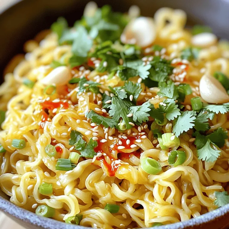 - 200g Eiernudeln - 3 Esslöffel Pflanzenöl - 4 Knoblauchzehen, dünn geschnitten - 2 Esslöffel Chiliflocken (nach Schärfe anpassen) - 1 Esslöffel Sojasauce - 1 Esslöffel Sesamöl - 1 Teelöffel Zucker - 1 Esslöffel Reisessig - 2 Frühlingszwiebeln, fein gehackt - Salz, nach Geschmack Die Eiernudeln sind die Basis für dieses Gericht. Sie sind weich und nehmen die Aromen gut auf. Das Pflanzenöl ist wichtig für das Anbraten des Knoblauchs. Der Knoblauch gibt dem Gericht seinen besonderen Geschmack. Chiliflocken sorgen für die richtige Schärfe. Die Sojasauce und das Sesamöl fügen Tiefe hinzu. Zucker und Reisessig balancieren die Aromen perfekt. - Pflanzenöl - Sojasauce - Sesamöl - Chiliflocken - Zucker - Reisessig - Salz Die Auswahl der Öle und Gewürze ist entscheidend. Das Pflanzenöl hat einen hohen Rauchpunkt. So bleibt der Knoblauch beim Braten goldbraun. Sojasauce bringt Umami, während Sesamöl Nussigkeit hinzufügt. Chiliflocken sind der Star für die Schärfe. Zucker mildert die Schärfe und Reisessig bringt Säure. Eine Prise Salz rundet die Aromen ab. - Frischer Koriander Koriander ist eine tolle Garnitur. Er bringt Frische und Farbe. Du kannst auch andere Kräuter wie Basilikum oder Minze probieren. Diese Kräuter bieten unterschiedliche Geschmäcker und Texturen. So kannst du das Gericht nach deinem Geschmack anpassen. Wenn du die Kräuter ganz frisch verwendest, hebt das den Geschmack. Um die Eiernudeln perfekt zu kochen, bringe einen großen Topf mit Wasser zum Kochen. Füge eine Prise Salz hinzu, um den Geschmack zu verbessern. Koche die Nudeln für etwa 5-7 Minuten, bis sie weich sind. Achte darauf, die Zeit auf der Verpackung zu überprüfen. Nach dem Kochen gieße die Nudeln ab, aber bewahre etwas Nudelwasser auf. Dieses Wasser hilft, die Sauce später zu verdünnen. Jetzt kommt der aufregende Teil: das Chili-Öl! Nimm einen kleinen Topf und erhitze 3 Esslöffel Pflanzenöl bei mittlerer Hitze. Füge die dünn geschnittenen Knoblauchzehen hinzu. Brate sie an, bis sie goldbraun sind, was etwa 2-3 Minuten dauert. Pass auf, dass der Knoblauch nicht verbrennt, sonst wird er bitter. Wenn der Knoblauch die perfekte Farbe hat, nimm den Topf vom Herd. Rühre sofort 2 Esslöffel Chiliflocken hinein. Lass das Öl für 5 Minuten ziehen und genieße den herrlichen Duft. In einer großen Schüssel vermischst du die gekochten Nudeln, 1 Esslöffel Sojasauce, 1 Esslöffel Sesamöl, 1 Teelöffel Zucker, 1 Esslöffel Reisessig und eine Prise Salz. Mische alles vorsichtig, damit die Nudeln gleichmäßig bedeckt sind. Gieße das Knoblauch-Chili-Öl über die warmen Nudeln und mische alles gründlich. Wenn die Sauce zu dick ist, füge etwas von dem reservierten Nudelwasser hinzu. Für den letzten Schliff streue die fein gehackten Frühlingszwiebeln über die Nudeln. Mische erneut, um die Aromen zu vereinen. Passen die Geschmäcker? Füge nach Bedarf mehr Salz oder Chili hinzu. Dein Gericht ist jetzt bereit. Serviere die Nudeln in tiefen Schüsseln und garniere sie mit frischem Koriander. Guten Appetit! Die Eiernudeln brauchen etwa 5 bis 7 Minuten, um perfekt zu kochen. Kochen Sie sie in sprudelndem Wasser. Rühren Sie die Nudeln gelegentlich um, damit sie nicht zusammenkleben. Probieren Sie die Nudeln kurz vor Ablauf der Kochzeit. Sie sollten weich, aber noch bissfest sein. So bleiben sie in der Mischung knackig. Um verbrannten Knoblauch zu vermeiden, achten Sie auf die Hitze. Erhitzen Sie das Pflanzenöl auf mittlerer Stufe. Fügen Sie den Knoblauch hinzu, wenn das Öl heiß ist. Rühren Sie ständig, während der Knoblauch brät. Nach 2 bis 3 Minuten sollte er goldbraun sein. Nehmen Sie den Topf sofort vom Herd, wenn er die richtige Farbe hat. Die Schärfe hängt von den Chiliflocken ab. Beginnen Sie mit 1 Esslöffel. Wenn Sie es schärfer mögen, fügen Sie mehr hinzu. Denken Sie daran, dass die Schärfe beim Kochen intensiver wird. Probieren Sie die Mischung, bevor Sie mehr Chili hinzufügen. So finden Sie die perfekte Balance für Ihren Geschmack. {{image_4}} Wenn Sie nach einer vegetarischen oder veganen Variante suchen, können Sie die Eiernudeln einfach durch Reisnudeln oder Glasnudeln ersetzen. Diese Nudeln sind leicht und nehmen den Geschmack gut auf. Sie können auch Tofu anstelle von tierischen Produkten verwenden. Gebratener Tofu gibt eine gute Textur und Protein. Für zusätzlichen Geschmack fügen Sie gewürzte Gemüse wie Paprika oder Zucchini hinzu. Diese sorgen für Farbe und Nährstoffe. Um Ihre Min Knoblauch-Chili-Öl-Nudeln proteinreicher zu machen, gibt es viele Optionen. Sie können gebratenes Hähnchen oder Garnelen hinzufügen. Diese bringen einen leckeren Geschmack. Auch Edamame oder Kichererbsen sind gute Alternativen. Sie fügen Textur und Substanz hinzu. Sie sind einfach zu integrieren. Mischen Sie sie einfach mit den Nudeln und der Sauce. Die Wahl der Nudeln kann das Gericht verändern. Probieren Sie Udon-Nudeln oder Soba-Nudeln für einen anderen Geschmack. Jede Nudel hat eine eigene Textur. Das macht das Essen spannender. Sie können auch Vollkornnudeln verwenden, um das Gericht gesünder zu machen. Achten Sie darauf, die Kochzeiten an die jeweilige Nudelsorte anzupassen. So bleiben die Nudeln perfekt al dente. Wenn du Nudeln übrig hast, lass sie zuerst auf Raumtemperatur abkühlen. Dann lege sie in einen luftdichten Behälter. Du kannst die Nudeln bis zu drei Tage im Kühlschrank aufbewahren. Achte darauf, dass sie gut verpackt sind, um zu verhindern, dass sie austrocknen. Das Chili-Öl kannst du ebenfalls aufbewahren. Lass es zuerst abkühlen und fülle es in ein sauberes Glas. Verschließe das Glas gut. Das Öl hält sich im Kühlschrank bis zu zwei Wochen. Achte darauf, es in einem dunklen Glas oder an einem dunklen Ort zu lagern, um die Farbe und den Geschmack zu bewahren. Um die Nudeln wieder zu erwärmen, gebe sie in einen Topf mit etwas Wasser. Erhitze das Wasser langsam, bis die Nudeln warm sind. Du kannst auch etwas frisches Chili-Öl hinzufügen, um den Geschmack aufzufrischen. Rühre die Nudeln gut um, damit sie gleichmäßig heiß werden. Vermeide hohe Temperaturen, um ein Anbrennen zu verhindern. Um die Nudeln glutenfrei zu machen, wähle glutenfreie Eiernudeln. Viele Marken bieten diese Option an. Du kannst auch Reisnudeln oder Buchweizennudeln verwenden. Achte darauf, die Kochzeit anzupassen. Diese Nudeln benötigen oft weniger Zeit. So bekommst du eine tolle glutenfreie Variante. Wenn du keinen Reisessig hast, probiere Apfelessig oder weißen Essig. Beide bringen eine ähnliche Säure mit. Du kannst auch Limettensaft verwenden. Der Saft verleiht den Nudeln einen frischen Geschmack. Experimentiere mit der Menge, bis dir die Mischung gefällt. Die Nudeln halten sich gut für etwa 3 Tage im Kühlschrank. Bewahre sie in einem luftdichten Behälter auf. Wenn du sie wieder aufwärmst, füge etwas Wasser hinzu. Das hilft, die Nudeln feucht zu halten. Achte darauf, die Reste gut zu überprüfen, bevor du sie isst. In diesem Artikel haben wir gelernt, wie man Min Knoblauch-Chili-Öl-Nudeln zubereitet. Wir haben die wichtigen Zutaten, die Schritt-für-Schritt-Anleitung und wertvolle Tipps besprochen. Es gibt viele Möglichkeiten zur Variation, sodass jeder etwas findet, das ihm schmeckt. Vergessen Sie nicht, die Reste gut zu lagern und beim Wiedererwärmen achtsam zu sein. Probieren Sie verschiedene Optionen und passen Sie das Rezept an Ihren Geschmack an. Kochfreude und Experimentierlust machen das Essen noch besser.