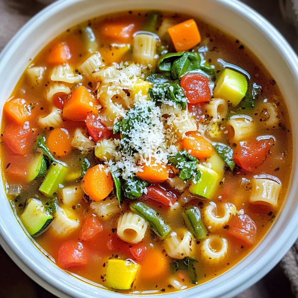 Die Hauptzutaten für die Slow Cooker Gemüse-Minestrone sind einfach und frisch. Hier ist, was Sie brauchen: - 2 Tassen Gemüsebrühe - 1 Dose (14 oz) gewürfelte Tomaten mit Saft - 1 mittelgroße Zwiebel, gewürfelt - 2 Knoblauchzehen, fein gehackt - 2 mittelgroße Karotten, in kleine Stücke geschnitten - 2 Selleriestangen, in kleine Stücke geschnitten - 1 Zucchini, gewürfelt - 1 Tasse grüne Bohnen, in Stücke geschnitten - 1 Tasse Kidneybohnen, abgetropft und gespült - 1 Tasse kleine Pasta (wie Ditalini oder Ellbogen-Makkaroni) - 1 Tasse frischer Spinat, grob gehackt Diese Zutaten machen die Minestrone bunt und nahrhaft. Es ist wichtig, frisches Gemüse zu wählen. Das verbessert den Geschmack und die Konsistenz der Suppe. Die Gewürze und Öle sind wichtig für den Geschmack. Hier sind die, die Sie benötigen: - 1 Teelöffel getrockneter Oregano - 1 Teelöffel getrocknetes Basilikum - Salz und Pfeffer nach Geschmack - 2 Esslöffel Olivenöl Diese Gewürze bringen die Aromen zusammen. Olivenöl gibt der Minestrone ein reichhaltiges Gefühl. Passen Sie die Menge der Gewürze nach Ihrem Geschmack an. Frische Zutaten machen die Minestrone noch besser. Hier sind einige Vorschläge: - Frische Kräuter wie Petersilie oder Thymian - Paprika für mehr Farbe und Geschmack - Brokkoli oder Blumenkohl für mehr Textur Experimentieren Sie mit verschiedenen Gemüsen. Das macht Ihr Gericht einzigartig. Denken Sie daran, die Zutaten in kleine Stücke zu schneiden, damit sie gleichmäßig garen. Zuerst bereiten wir die Zutaten vor. Sie brauchen frisches Gemüse und einige Dosen. Hier sind die Schritte: - Schneiden Sie die Zwiebel in kleine Würfel. - Hacken Sie die Knoblauchzehen fein. - Schneiden Sie die Karotten und den Sellerie in kleine Stücke. - Würfeln Sie die Zucchini. - Schneiden Sie die grünen Bohnen in kleine Stücke. - Spülen Sie die Kidneybohnen gut ab. - Heben Sie den Spinat bereit, um ihn später hinzuzufügen. Diese Schritte sind schnell und einfach. So sind Sie bereit, die Minestrone zuzubereiten. Jetzt kommt der spannende Teil. Sie geben alles in den Slow Cooker. Hier ist, was Sie tun: 1. Geben Sie die Gemüsebrühe und die gewürfelten Tomaten mit Saft in den Slow Cooker. 2. Fügen Sie die vorbereiteten Zwiebeln, Knoblauch, Karotten und Sellerie hinzu. 3. Geben Sie die Zucchini, grünen Bohnen und Kidneybohnen dazu. 4. Streuen Sie Oregano und Basilikum darüber. Würzen Sie mit Salz und Pfeffer. 5. Träufeln Sie das Olivenöl über die Mischung und rühren Sie alles gut um. Schließen Sie den Deckel. Stellen Sie den Slow Cooker auf niedrige Hitze für 6-8 Stunden oder hohe Hitze für 3-4 Stunden ein. Das Warten lohnt sich! Eine halbe Stunde vor dem Servieren fügen Sie die kleine Pasta hinzu. Rühren Sie gut um. Wenn Sie sehen, dass die Pasta gar ist, fügen Sie den frischen Spinat hinzu. Lassen Sie ihn etwa 5 Minuten zusammenfallen. Probieren Sie die Minestrone und passen Sie die Gewürze nach Ihrem Geschmack an. Servieren Sie die Minestrone in tiefen Schalen. Ein wenig geriebener Parmesan und ein Spritzer Olivenöl oben drauf machen es perfekt. Vergessen Sie das rustikale Brot nicht! Es passt hervorragend zu diesem herzhaften Gericht. Einige Fehler können den Genuss der Minestrone mindern. Achte darauf, die Brühe nicht zu salzig zu machen. Zu viel Salz kann den Geschmack der frischen Zutaten überdecken. Verwende auch frisches Gemüse. Altes Gemüse kann die Textur und den Geschmack negativ beeinflussen. Lass die Pasta nicht zu lange kochen. Sie sollte al dente bleiben, damit sie nicht matschig wird. Wenn du die Kräuter zu früh hinzufügst, können sie ihren Geschmack verlieren. Gib sie daher erst in den letzten Stunden dazu. Die Gewürze sind entscheidend für das Aroma der Minestrone. Du kannst Oregano und Basilikum nach deinem Geschmack anpassen. Probiere auch andere Kräuter aus, wie Thymian oder Rosmarin. Das macht das Gericht interessanter. Wenn du es scharf magst, füge etwas rote Paprika oder Pfeffer hinzu. Schmecke die Suppe immer ab, bevor du sie servierst. So findest du die perfekte Balance und Intensität. Die Konsistenz ist wichtig für das Gesamtgefühl beim Essen. Du möchtest eine dicke, aber nicht breiige Suppe. Wenn die Minestrone zu dick wird, füge einfach mehr Brühe hinzu. Das hält die Suppe leicht und angenehm. Achte darauf, dass die Gemüse gut garen, aber nicht zerfallen. Das gibt der Minestrone eine schöne Textur. Wenn du frischen Spinat hinzufügst, lass ihn nur kurz mitgaren. So bleibt er schön grün und knackig. {{image_4}} Die Slow Cooker Gemüse-Minestrone ist von Natur aus vegetarisch. Sie können sie leicht vegan machen. Verwenden Sie einfach Gemüsebrühe ohne tierische Produkte. Statt Parmesan können Sie Hefeflocken nutzen. Diese geben einen herzhaften Geschmack und sind perfekt für Veganer. Um die Minestrone proteinreicher zu machen, fügen Sie Bohnen hinzu. Kidneybohnen sind eine gute Wahl, aber auch Kichererbsen sind lecker. Sie können auch Tofu oder Tempeh verwenden. Schneiden Sie sie klein und geben Sie sie in den Slow Cooker. So wird Ihr Gericht nahrhafter und sättigender. Nutzen Sie saisonales Gemüse, um den Geschmack zu verbessern. Im Frühling sind Erbsen und Spargel frisch. Im Sommer können Sie Paprika oder Auberginen hinzufügen. Im Herbst sind Kürbis und Süßkartoffeln perfekt. Im Winter sind Wurzelgemüse wie Rüben oder Pastinaken großartig. Experimentieren Sie mit verschiedenen Gemüsesorten für neue Geschmäcker. Um die Minestrone richtig einzufrieren, lassen Sie sie zuerst abkühlen. Nutzen Sie luftdichte Behälter oder spezielle Gefrierbeutel. Füllen Sie die Behälter nicht ganz voll, da die Suppe beim Einfrieren Platz braucht. Sie können die Minestrone bis zu drei Monate im Gefrierschrank lagern. Achten Sie darauf, das Datum auf dem Behälter zu notieren. So wissen Sie, wann sie zubereitet wurde. Wenn Sie übrig gebliebene Minestrone haben, lagern Sie diese im Kühlschrank. Nutzen Sie einen luftdichten Behälter, um die Frische zu erhalten. Die Minestrone bleibt etwa drei bis fünf Tage frisch. Vor dem Servieren einfach aufwärmen. Wenn die Suppe zu dick ist, fügen Sie etwas Brühe hinzu, um die gewünschte Konsistenz zu erreichen. Die Haltbarkeit von Resten hängt von der Lagerung ab. Im Kühlschrank sollten Sie die Minestrone innerhalb von fünf Tagen essen. Reste sind perfekt für schnelle Mahlzeiten. Sie können sie in kleinen Portionen aufwärmen oder in neue Gerichte integrieren. Fügen Sie frisches Gemüse oder etwas Protein hinzu, um die Reste aufzupeppen. So bleibt Ihr Essen spannend und lecker! Geöffnete Brühe hält sich gut im Kühlschrank. Du kannst sie bis zu fünf Tage verwenden. Achte darauf, die Brühe in einem luftdichten Behälter zu lagern. Wenn du die Brühe nicht innerhalb von fünf Tagen nutzt, friere sie ein. So bleibt sie bis zu drei Monate frisch. Ja, du kannst die Minestrone im Voraus zubereiten. Sie schmeckt sogar besser, wenn sie einige Stunden oder über Nacht steht. Koche sie einfach gemäß dem Rezept und lasse sie abkühlen. Dann stelle sie in den Kühlschrank. Du kannst sie bis zu drei Tage aufbewahren. Erwärme sie vor dem Servieren gut. Zu einer herzhaften Minestrone passen viele Beilagen. Ein Stück rustikales Brot ist eine tolle Wahl. Du kannst auch einen frischen Salat dazu servieren. Ein wenig geriebener Parmesan obenauf macht die Suppe noch besser. Wenn du etwas Crunch möchtest, probiere geröstete Croutons. Minestrone ist ein vielseitiges Gericht. Wir haben die Hauptzutaten, Gewürze und frische Zutaten besprochen. Die Schritt-für-Schritt-Anleitung macht das Kochen einfach. Tipps helfen dir, Fehler zu vermeiden und die perfekte Konsistenz zu erreichen. Du kannst Variationen ausprobieren, um Geschmack und Nährstoffe zu erhöhen. Achte auf die Lagerung für lange Haltbarkeit. Mit diesen Tipps gelingt dir eine köstliche Minestrone immer wieder. Genieße dein Kochen!