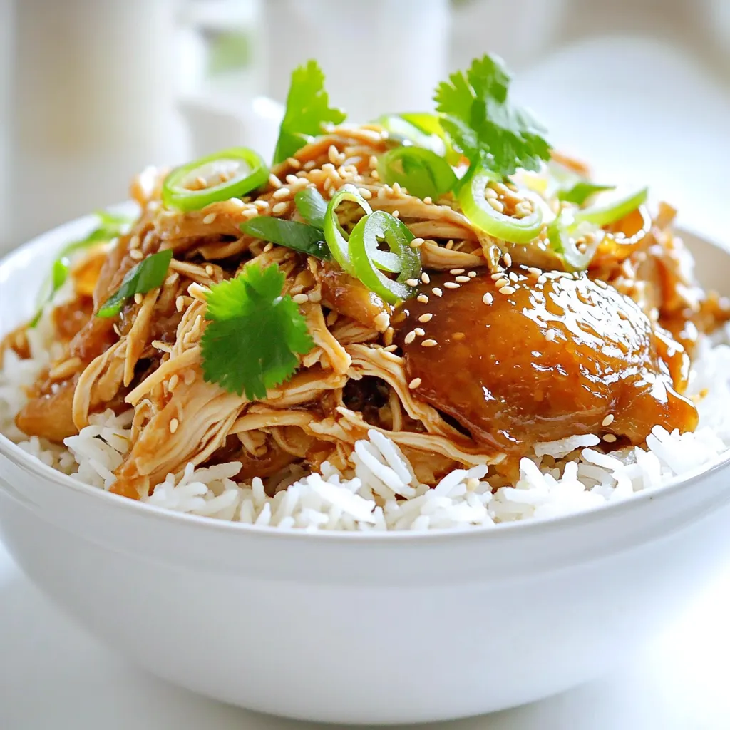 - 4 Hühneroberschenkel ohne Haut und Knochen - 60 ml Honig - 60 ml Sojasauce (niedriger Natriumgehalt empfohlen) - 4 Knoblauchzehen, fein gehackt - 1 Esslöffel frischer Ingwer, gerieben - 1 Esslöffel Apfelwein-Essig - 1 Teelöffel Sesamöl - 240 ml Hühnerbrühe - 1/2 Teelöffel schwarzer Pfeffer Um ein köstliches Slow Cooker Honig-Knoblauch-Hühnchen zu machen, benötigst du frische, einfache Zutaten. Beginne mit den Hauptzutaten. Die Hühneroberschenkel bieten zartes Fleisch und viel Geschmack. Honig bringt Süße, während die Sojasauce dem Gericht Tiefe gibt. Achte darauf, eine Sojasauce mit niedrigem Natriumgehalt zu wählen. Das hilft, den Salzgehalt zu reduzieren. Die aromatischen Zusätze sind der Schlüssel. Der Knoblauch gibt ein starkes Aroma. Frischer Ingwer fügt eine würzige Note hinzu. Apfelwein-Essig sorgt für eine leichte Säure. Diese drei Zutaten ergänzen den Honig und die Sojasauce perfekt. Die flüssigen Zutaten und Gewürze runden das Gericht ab. Sesamöl bringt ein nussiges Aroma. Hühnerbrühe sorgt für Feuchtigkeit und Geschmack. Schwarzer Pfeffer fügt einen leichten Biss hinzu. Diese Kombination macht das Gericht besonders und lecker. Bereite alles sorgfältig vor, um das beste Ergebnis zu erzielen. - Mische in einer Schüssel 60 ml Honig und 60 ml Sojasauce. - Füge 4 fein gehackte Knoblauchzehen und 1 Esslöffel frisch geriebenen Ingwer hinzu. - Gieße 1 Esslöffel Apfelwein-Essig und 1 Teelöffel Sesamöl dazu. - Ergänze 240 ml Hühnerbrühe und 1/2 Teelöffel schwarzen Pfeffer. - Rühre alles gut um, bis die Sauce gleichmäßig ist. - Lege die 4 Hühneroberschenkel ohne Haut und Knochen in den Slow Cooker. - Gieße die vorbereitete Honig-Knoblauch-Sauce gleichmäßig über das Hühnchen. - Achte darauf, dass das Fleisch gut überzogen ist. - Stelle den Slow Cooker auf niedrige Stufe und gare das Hühnchen 6-7 Stunden. - Alternativ kannst du die hohe Stufe wählen und das Gericht 3-4 Stunden garen. - Nimm die Hühnchenteile vorsichtig heraus und lege sie auf ein Schneidebrett. - Zerkleinere das Fleisch mit zwei Gabeln und stelle es beiseite. - Mische 2 Esslöffel Maisstärke mit 2 Esslöffeln Wasser in einer kleinen Schüssel. - Gieße die Mischung in den Slow Cooker und rühre gut um. - Stelle den Slow Cooker auf hohe Stufe, um die Sauce 15-20 Minuten einzudicken. - Gib das zerkleinerte Hühnchen zurück in den Slow Cooker und wärme es für 5 Minuten auf. - Temperaturkontrolle: Stelle deinen Slow Cooker auf die richtige Temperatur. Bei niedriger Stufe braucht das Hühnchen 6-7 Stunden. Bei hoher Stufe sind 3-4 Stunden genug. Achte darauf, dass das Hühnchen ganz durchgegart ist. Die Innentemperatur sollte 74 Grad Celsius erreichen. - Auf die Konsistenz achten: Das Hühnchen sollte zart und saftig sein. Wenn du es herausnimmst, sollte es leicht auseinanderfallen. Achte darauf, dass die Sauce nicht zu dünn oder zu dick wird. - Süße und Würze optimieren: Du kannst die Süße des Honigs nach Geschmack anpassen. Wenn du es süßer magst, füge mehr Honig hinzu. Für mehr Würze kannst du die Sojasauce erhöhen oder etwas Chili hinzufügen. - Extra Geschmack durch Kräuter: Frische Kräuter wie Koriander oder Petersilie bringen einen neuen Geschmack. Füge sie kurz vor dem Servieren hinzu, um den besten Effekt zu erzielen. - Beilagen-Ideen: Serviere das Hühnchen über gekochtem Reis oder gedämpftem Gemüse. Auch ein frischer Salat passt gut dazu. - Anrichten für Gäste: Garniere das Gericht mit geschnittenen Frühlingszwiebeln und Sesamsamen. Das sieht toll aus und gibt einen extra Crunch. {{image_4}} - Fügen Sie geschnittene Karotten hinzu. Sie geben Süße und Farbe. - Brokkoli ist eine tolle Ergänzung. Er bleibt knackig und gesund. - Erbsen sorgen für eine frische Note. Sie sind schnell gar. - Wenn Sie vegan sind, probieren Sie Tofu. Er saugt die Sauce gut auf. - Verwenden Sie scharfe Sojasauce. So erhält das Gericht mehr Hitze. - Fügen Sie frische Chili hinzu. Schneiden Sie sie fein für mehr Schärfe. - Eine Prise Cayennepfeffer ist auch lecker. Er bringt eine angenehme Schärfe. - Hähnchenbrust ist mager und zart. Sie kocht schnell und bleibt saftig. - Putenfleisch ist eine gute Alternative. Es hat einen ähnlichen Geschmack. - Sie können auch Schweinefleisch verwenden. Achten Sie auf die Garzeit. - Bewahre das Hühnchen in einem luftdichten Behälter auf. - Stelle sicher, dass der Behälter gut verschlossen ist, um den Geschmack zu bewahren. - Du kannst das Hühnchen bis zu 3 Tage im Kühlschrank lagern. - Achte darauf, das Gericht innerhalb von 3 Tagen zu essen. - Überprüfe immer auf Veränderungen in Geruch oder Aussehen. - Lass das Hühnchen zuerst abkühlen, bevor du es einfrierst. - Fülle das Hühnchen in einen gefrierfesten Beutel oder Behälter. - Entferne so viel Luft wie möglich, um Gefrierbrand zu vermeiden. - Erwärme das gefrorene Hühnchen am besten im Kühlschrank, bevor du es erhitzt. - Du kannst das Hühnchen auch direkt in der Mikrowelle oder auf dem Herd aufwärmen. - Achte darauf, dass das Hühnchen bis auf 75 Grad Celsius erhitzt wird, um sicherzustellen, dass es sicher ist. - Nutze die Reste für Wraps oder Sandwiches. - Du kannst die Reste auch in einer Suppe oder einem Eintopf verwenden. - Mische das Hühnchen mit Gemüse und Reis für einen schnellen Wok. - Verwende die Reste für eine Pizza mit Honig-Knoblauch-Hühnchen. - Bereite eine Honig-Knoblauch-Hühnchen-Salat-Bowl zu. - Mache ein einfaches Omelett mit Hühnchen und Gemüse. Honig-Knoblauch-Hühnchen kann im Kühlschrank bis zu 4 Tage halten. Lagere es in einem luftdichten Behälter. So bleibt der Geschmack frisch. Wenn du es länger aufbewahren möchtest, friere es ein. Im Gefrierfach bleibt es etwa 3 Monate gut. Achte darauf, es gut zu verpacken, um Frostbrand zu vermeiden. Ja, du kannst die Sauce leicht anpassen. Wenn du es süßer magst, füge mehr Honig hinzu. Für einen salzigeren Geschmack nimm etwas mehr Sojasauce. Experimentiere mit Gewürzen wie Chili oder Paprika, um mehr Würze zu erreichen. Du kannst auch frische Kräuter wie Koriander oder Petersilie hinzufügen, um frische Aromen zu bekommen. Das Rezept kann glutenfrei sein, wenn du glutenfreie Sojasauce verwendest. Achte beim Kauf darauf, dass sie als glutenfrei gekennzeichnet ist. Viele Marken bieten diese Option an. Du kannst auch Tamari verwenden, das ist eine glutenfreie Sojasaucenvariante. Um das Hühnchen saftiger zu machen, wähle Hühneroberschenkel statt Brust. Sie haben mehr Fett und bleiben zart. Achte darauf, das Fleisch nicht zu lange zu kochen. Überprüfe die Innentemperatur - sie sollte 75 Grad Celsius erreichen. Das hilft, das Fleisch saftig zu halten. Eine Marinade vor dem Kochen kann ebenfalls helfen. Zusammenfassend haben wir eine leckere und einfache Methode zum Kochen von Honig-Knoblauch-Hühnchen im Slow Cooker besprochen. Du hast die Hauptzutaten, die Zubereitungsschritte und wertvolle Tipps kennengelernt. Mit verschiedenen Varianten und Lagerinformationen kannst du das Gericht nach deinem Geschmack anpassen. Probiere die Vorschläge aus und kreiere köstliche Mahlzeiten für dich und deine Gäste. Guten Appetit!