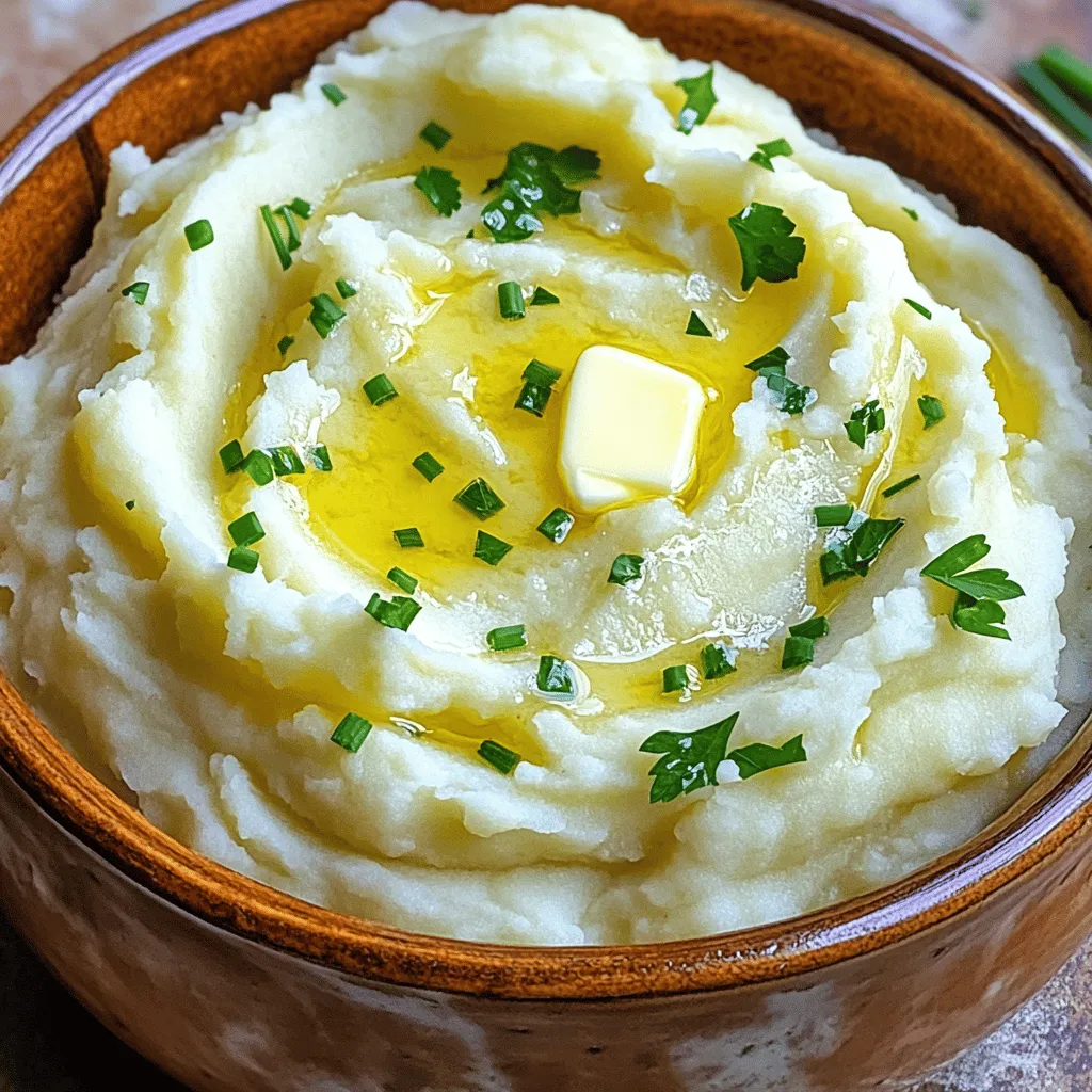 - 900 g Yukon Gold Kartoffeln - 4 Knoblauchzehen - 115 g ungesalzene Butter - 120 ml Schlagsahne - 60 ml frische Petersilie - 60 ml frische Schnittlauch - Salz und Pfeffer nach Geschmack Die Hauptzutaten für diesen Kartoffelbrei sind einfach, aber köstlich. Yukon Gold Kartoffeln sind perfekt. Sie haben eine cremige Textur und einen süßen Geschmack. Knoblauch verleiht Tiefe und Aroma. Ungesalzene Butter sorgt für einen reichen, buttrigen Geschmack. Die weiteren Zutaten sind ebenso wichtig. Schlagsahne macht das Püree schön cremig. Frische Petersilie und Schnittlauch bringen Farbe und Frische. Salz und Pfeffer sind notwendig, um den Geschmack zu verstärken. Wenn Sie diese Zutaten kombinieren, entsteht ein wunderbares Gericht. Es ist perfekt als Beilage oder Hauptgericht. Achten Sie darauf, gute Qualität zu wählen. Frische Kräuter und gute Kartoffeln machen einen großen Unterschied. Zuerst nimmst du die gewürfelten Yukon Gold Kartoffeln. Lege sie in einen großen Topf. Bedecke die Kartoffeln mit Wasser. Setze den Topf auf den Herd und bringe das Wasser zum Kochen. Wenn das Wasser kocht, reduziere die Hitze. Lass die Kartoffeln 15-20 Minuten simmern, bis sie zart sind. Du kannst die Zartheit mit einer Gabel testen. Während die Kartoffeln kochen, nimm eine kleine Pfanne. Schmelze 30 g Butter bei mittlerer Hitze. Wenn die Butter geschmolzen ist, füge die fein gehackten Knoblauchzehen hinzu. Brate den Knoblauch für 2-3 Minuten an. Er sollte aromatisch sein, aber nicht braun werden. Wenn er fertig ist, nimm die Pfanne vom Herd und stelle sie beiseite. Sobald die Kartoffeln fertig sind, lass sie gut abtropfen. Gib sie zurück in den Topf. Nimm einen Kartoffelstampfer oder eine Presse und püriere die Kartoffeln. Mache sie so glatt, wie du möchtest. Füge dann die restliche Butter, den sautierten Knoblauch, die erwärmte Sahne, die Petersilie und den Schnittlauch hinzu. Würze das Püree mit Salz und Pfeffer. Mische alles gut, bis eine cremige Textur entsteht. Probier das Kartoffelpüree und passe die Würze nach deinem Geschmack an. Wenn es gut schmeckt, fülle es in eine Servierschüssel. Du kannst das Püree mit frischen Kräutern garnieren. Dies gibt dem Gericht Farbe und Frische. Serviere es warm und genieße! - Kochen Sie die Kartoffeln nicht zu lange. Wenn sie zu weich sind, wird das Püree wässrig. Kochen Sie sie nur 15-20 Minuten. Testen Sie mit einer Gabel, ob sie zart sind. - Achten Sie auf die Temperatur der Sahne. Sie sollte warm sein, nicht kalt. Warme Sahne hilft, das Püree cremig zu machen. - Fügen Sie weitere Kräuter oder Gewürze hinzu, um den Geschmack zu verändern. Rosmarin oder Thymian passen gut. Experimentieren Sie mit frischen oder getrockneten Kräutern. - Verwenden Sie alternative Fette, um den Geschmack zu variieren. Statt Butter können Sie Olivenöl oder Kokosfett verwenden. Diese Fette bringen eine neue Dimension in das Gericht. {{image_4}} Verwendung von roten Kartoffeln Rote Kartoffeln sind eine tolle Wahl für diesen Brei. Sie haben eine feine Haut und einen süßeren Geschmack. Das Püree wird dadurch lecker und cremig. Rote Kartoffeln haben auch mehr Nährstoffe. Einfach die gleichen Schritte wie im Rezept befolgen. Süßkartoffeln als Alternative Süßkartoffeln geben dem Brei eine ganz neue Note. Sie sind süßer und haben eine schöne orange Farbe. Diese Variation macht das Gericht besonders. Um Süßkartoffeln zu verwenden, kochen Sie sie einfach wie die Yukon Gold Kartoffeln. Pürieren Sie sie gleich, und Sie haben einen neuen Favoriten. Zugabe von Käse oder Sahne Eine köstliche Option ist, etwas Käse hinzuzufügen. Cheddar oder Parmesan sind ideal. Der Käse schmilzt und macht das Püree noch cremiger. Sie können auch mehr Sahne verwenden. Dadurch wird der Brei reichhaltiger und noch schmackhafter. Verwendung von geröstetem Knoblauch Gerösteter Knoblauch hat einen süßen, sanften Geschmack. Um ihn zu machen, einfach die Knoblauchzehen in Folie wickeln und im Ofen rösten. Fügen Sie diesen Knoblauch zum Püree hinzu. Der Geschmack ist intensiv und sehr lecker. Es bringt eine neue Tiefe in Ihr Kartoffelpüree. Um die Reste von Knoblauch Kräuter Kartoffelbrei zu lagern, verwenden Sie einen luftdichten Behälter. Stellen Sie sicher, dass der Behälter gut schließt. So bleibt der Kartoffelbrei frisch und lecker. Lagern Sie ihn im Kühlschrank. Dort hält er sich etwa drei bis fünf Tage. Die beste Methode zum Wiedererwärmen ist das sanfte Erhitzen in einem Topf. Fügen Sie ein wenig Milch oder Sahne hinzu, um die Cremigkeit zu bewahren. Rühren Sie oft, damit das Püree nicht anbrennt. Für längere Haltbarkeit können Sie den Kartoffelbrei auch einfrieren. Füllen Sie ihn in einen gefrierfesten Behälter. So bleibt er bis zu zwei Monate frisch. Zum Auftauen stellen Sie den Behälter einfach über Nacht in den Kühlschrank. Um die Konsistenz zu ändern, denken Sie an die Menge der Sahne und Butter. Für ein cremigeres Püree fügen Sie mehr Sahne hinzu. Sie können auch etwas Milch verwenden. Wenn Sie es fester mögen, reduzieren Sie die Flüssigkeit. Ein weiterer Trick ist, die Kartoffeln nicht zu lange zu pürieren. So bleibt die Textur besser. Ja, Sie können dieses Rezept leicht anpassen. Verwenden Sie vegane Butter anstelle von normaler Butter. Für die Sahne wählen Sie eine Pflanzencreme oder Kokoscreme. Diese Optionen geben dem Püree einen tollen Geschmack, ohne tierische Produkte zu nutzen. Die Zubereitung dauert insgesamt etwa 35 Minuten. Die Vorbereitungszeit beträgt 15 Minuten. Das Kochen der Kartoffeln dauert 15-20 Minuten. Wenn Sie alles zusammenfügen, sind es nur wenige Minuten mehr. Dieser Kartoffelbrei passt gut zu vielen Gerichten. Servieren Sie ihn zu gegrilltem Fleisch oder Fisch. Auch zu Gemüsegerichten macht er eine gute Figur. Eine frische Salatbeilage rundet das Essen ab. Um köstlichen Knoblauch Kräuter Kartoffelbrei zu machen, braucht man nur wenige Zutaten. Die Hauptzutaten sind Yukon Gold Kartoffeln, Knoblauch und Butter. Der Prozess umfasst einfaches Kochen, Pürieren und Würzen. Denken Sie daran, frische Kräuter hinzuzufügen für mehr Geschmack. Es gibt viele Variationen, die Sie ausprobieren können, wie die Verwendung von Süßkartoffeln oder zusätzlichen Gewürzen. Lagern Sie Reste gut, damit sie frisch bleiben. Nutzen Sie meine Tipps, um das perfekte Püree zu erhalten und kreativ zu werden!