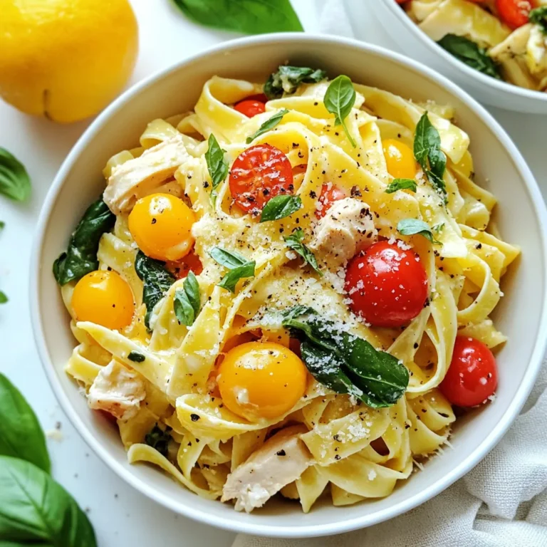 Für die cremige Ricotta-Hühnchen-Pasta benötigen Sie folgende Hauptzutaten: - 225 g Pasta nach Wahl (Fettuccine oder Penne eignen sich gut) - 450 g Hähnchenbrust, gewürfelt - 1 Tasse Ricotta-Käse - 1 Tasse Kirschtomaten, halbiert - 2 Tassen frischer Spinat - 2 Knoblauchzehen, fein gehackt Diese Zutaten sind einfach zu finden und machen das Gericht schnell. Die Wahl der Pasta ist flexibel. Ich bevorzuge Fettuccine, weil sie die Sauce gut halten. Für den Geschmack verwenden wir: - 2 Esslöffel Olivenöl - 1 Teelöffel italienische Gewürzmischung - Salz und Pfeffer nach Geschmack Olivenöl gibt dem Gericht eine schöne Note. Die italienische Gewürzmischung bringt Aromen von Oregano und Basilikum. Das schmeckt wirklich gut! Um das Gericht zu verfeinern, können Sie Folgendes hinzufügen: - Geriebener Parmesan zum Servieren - Frische Basilikumblätter zur Garnitur Parmesan gibt eine salzige Tiefe, während frisches Basilikum das Gericht lebendig macht. Das macht die Pasta noch köstlicher! {{ingredient_image_2}} Zuerst koche die Pasta in einem großen Topf mit sprudelndem, gesalzenem Wasser. Folge den Anweisungen auf der Verpackung, bis die Pasta al dente ist. Es ist wichtig, 120 ml Nudelwasser aufzuheben, bevor du die Pasta abgießt. Das Wasser hilft später, die Sauce cremiger zu machen. Erhitze 2 Esslöffel Olivenöl in einer großen Pfanne bei mittlerer Hitze. Füge die gewürfelten Hähnchenbruststücke hinzu. Würze das Hähnchen mit Salz, Pfeffer und 1 Teelöffel italienischer Gewürzmischung. Brate es für etwa 6-8 Minuten, bis das Hähnchen goldbraun und durchgegart ist. Sobald das Hähnchen fertig ist, gib die fein gehackten Knoblauchzehen in die Pfanne. Brate den Knoblauch für etwa 1 Minute, bis er duftet. Dann füge die halbierten Kirschtomaten hinzu. Koche alles für 3-4 Minuten, bis die Tomaten weich werden. Jetzt ist es Zeit, den frischen Spinat einzuarbeiten. Rühre ihn in die Pfanne und koche, bis er verwelkt. Das gibt der Pasta eine frische Note und schöne Farbe. Reduziere die Hitze und gib 1 Tasse Ricotta-Käse in die Pfanne. Füge nach und nach das aufbewahrte Nudelwasser hinzu. Rühre alles gut um, bis die Sauce die gewünschte cremige Konsistenz hat. Jetzt kommt die abgetropfte Pasta dazu. Gib sie in die Pfanne und vermenge alles gut. Schmecke die Mischung ab und füge bei Bedarf mehr Salz oder Pfeffer hinzu. Verteile die Pasta auf Schalen. Streue geriebenen Parmesan darüber und garniere mit frischen Basilikumblättern. So sieht die Pasta nicht nur toll aus, sie schmeckt auch großartig! Um die perfekte Konsistenz deiner Ricotta-Hühnchen-Pasta zu erreichen, achte auf die Menge des Nudelwassers. Die Stärke im Wasser macht die Sauce cremiger. Füge das Wasser langsam hinzu. So kannst du die Konsistenz besser kontrollieren. Wenn die Sauce zu dick ist, gib mehr Nudelwasser dazu. Ist sie zu dünn, lass sie einfach etwas köcheln. Die Gewürze geben der Pasta viel Geschmack. Neben der italienischen Gewürzmischung kannst du auch frische Kräuter verwenden. Basilikum, Oregano oder Thymian sind tolle Optionen. Auch ein Hauch von Zitronensaft bringt Frische. Experimentiere mit verschiedenen Gewürzen, um deinen eigenen Stil zu finden. Fettuccine oder Penne sind die besten Pastas für dieses Rezept. Diese Formen halten die Sauce gut. Du kannst auch andere Sorten wie Farfalle oder Rigatoni nutzen. Achte darauf, die Pasta al dente zu kochen. So bleibt die Pasta bissfest und nimmt die Sauce gut auf. Pro Tipps Wahl der Pasta: Verwenden Sie Pasta, die gut Sauce aufnimmt, wie Fettuccine oder Penne, um das cremige Ricotta-Aroma optimal zur Geltung zu bringen. Hähnchen marinieren: Marinieren Sie das Hähnchen vor dem Braten für zusätzliche Aromen. Eine einfache Mischung aus Olivenöl, Salz, Pfeffer und italienischen Kräutern reicht aus. Frische Kräuter hinzufügen: Fügen Sie frische Kräuter wie Basilikum oder Oregano kurz vor dem Servieren hinzu, um die Aromen zu intensivieren und einen frischen Geschmack zu erzielen. Resteverwertung: Diese Pasta lässt sich hervorragend aufbewahren und kann am nächsten Tag mit etwas zusätzlicher Ricotta und Nudelwasser wieder aufgefrischt werden. {{image_4}} Wenn du auf Fleisch verzichten willst, gibt es tolle Optionen. Du kannst das Hähnchen durch gebratene Pilze ersetzen. Champignons oder Austernpilze bringen einen herzhaften Geschmack. Auch Zucchini oder Auberginen sind gute Alternativen. Sie geben der Pasta eine schöne Textur und Fülle. Gemüse macht deine Pasta noch besser. Versuche, Brokkoli oder Erbsen hinzuzufügen. Diese Gemüse sind schnell gar und sorgen für Farbe. Du kannst auch Paprika oder Karotten verwenden. Sie bringen Süße und Knusprigkeit in das Gericht. Frischer Spinat ist schon im Rezept, aber du kannst auch Rucola für einen würzigen Kick nehmen. Ricotta ist cremig, aber du kannst auch andere Käsesorten nutzen. Frischkäse sorgt für eine ähnliche Textur. Wenn du etwas würziger magst, probiere Ziegenkäse. Parmesan ist auch eine gute Wahl, aber mit etwas mehr Salz. Mozzarella gibt der Pasta eine schöne, zähe Konsistenz. Experimentiere mit verschiedenen Käsesorten, um deinen eigenen Geschmack zu finden. Wenn du Reste hast, lege sie in einen luftdichten Behälter. So bleiben die Aromen frisch. Du kannst die Pasta auch in kleinere Portionen aufteilen. Das macht das Aufwärmen einfacher. Um die Pasta aufzuwärmen, benutze eine Pfanne oder die Mikrowelle. Füge etwas Wasser oder Brühe hinzu. So bleibt die Pasta cremig. Erhitze sie langsam, damit sie nicht austrocknet. Rühre oft um, bis sie heiß ist. Die Ricotta-Hühnchen-Pasta hält sich im Kühlschrank bis zu drei Tage. Stelle sicher, dass der Behälter gut verschlossen ist. Wenn du sie länger aufbewahren willst, friere die Pasta ein. So bleibt sie bis zu drei Monate frisch. Die Zubereitung dieser cremigen Ricotta-Hühnchen-Pasta dauert insgesamt etwa 25 Minuten. Dies umfasst das Kochen der Pasta und das Anbraten des Hähnchens. Die schnelle Zubereitungszeit macht es perfekt für ein schnelles Abendessen. Ja, du kannst die Ricotta-Hühnchen-Pasta im Voraus zubereiten. Koche die Pasta und das Hähnchen und mische sie mit der Sauce. Achte darauf, die Pasta nicht zu lange zu kochen, damit sie nicht matschig wird. Du kannst die Pasta bis zu zwei Tage im Kühlschrank aufbewahren. Zu dieser Pasta passen viele Beilagen gut. Hier sind einige Optionen: - Ein frischer gemischter Salat - Knoblauchbrot - Gedünstetes Gemüse wie Brokkoli oder Zucchini - Ein einfaches Pesto als Dip Das Rezept ist nicht glutenfrei, da es Pasta enthält. Du kannst jedoch glutenfreie Pasta verwenden, um es anzupassen. Viele Marken bieten leckere glutenfreie Optionen an, die gut funktionieren. Zusammenfassend haben wir die Hauptzutaten für Pasta und deren Zubereitung besprochen. Du hast gelernt, wie man Pasta kocht, Hähnchen anbrät und eine cremige Sauce zubereitet. Mit unseren Tipps kannst du die perfekte Konsistenz erreichen und Variationen ausprobieren. Vergiss nicht, wie du Reste lagern und aufwärmen kannst. Dieses Rezept bietet dir viel Freiheit, um es nach deinem Geschmack anzupassen. Probiere es aus und genieße deine köstliche Mahlzeit!