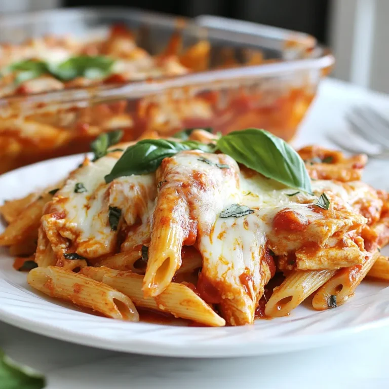 - 2 Hähnchenbrustfilets ohne Knochen und Haut - 225 g Penne-Nudeln - 480 ml Marinara-Sauce Die Hauptzutaten sind einfach und leicht zu finden. Hähnchenbrustfilets geben viel Geschmack. Sie sind auch mager und gesund. Penne-Nudeln sind perfekt für dieses Gericht. Sie nehmen die Sauce gut auf. Marinara-Sauce bringt eine tolle Würze ins Essen. Sie ist fruchtig und aromatisch. - 100 g Mozzarella-Käse, gerieben - 50 g Parmesan-Käse, gerieben - 100 g Semmelbrösel (am besten italienisch gewürzt) Käse macht Chicken Parmesan Pasta besonders lecker. Mozzarella sorgt für eine schöne Schmelzschicht. Parmesan gibt einen salzigen, nussigen Geschmack. Semmelbrösel sind wichtig für die Panade. Sie machen das Hähnchen knusprig und goldbraun. - Salz und Pfeffer nach Geschmack - 2 Esslöffel Olivenöl - Frische Basilikumblätter zur Garnitur Gewürze sind der Schlüssel zu jedem Gericht. Salz und Pfeffer bringen den Geschmack zur Geltung. Olivenöl hilft beim Braten und verleiht Aroma. Frische Basilikumblätter sind das i-Tüpfelchen. Sie geben Farbe und Frische zum Gericht. {{ingredient_image_2}} Heize den Ofen auf 200°C vor. Würze die Hähnchenbrustfilets großzügig mit Salz und Pfeffer. Nimm das Mehl, das verquirlte Ei und die Semmelbrösel. Wälze jedes Filet zuerst im Mehl. Tauche es dann ins Ei und anschließend in die Semmelbrösel. Drücke die Brösel gut ins Hähnchen. So wird die Panade gleichmäßig. Erhitze das Olivenöl in einer großen, ofenfesten Pfanne bei mittlerer Hitze. Wenn das Öl heiß ist, lege die panierten Hähnchenbrustfilets hinein. Brate das Hähnchen etwa 5-7 Minuten pro Seite. Achte darauf, dass es goldbraun wird. Nimm die Pfanne dann vom Herd und lege das Hähnchen zur Seite. Bring in einem großen Topf gesalzenes Wasser zum Kochen. Füge die Penne-Nudeln hinzu. Koche die Nudeln nach den Anweisungen auf der Verpackung al dente. Gieße sie ab, aber behalte etwa 120 ml des Nudelwassers. Gib die Marinara-Sauce und das Nudelwasser zurück in den Topf. Erhitze die Mischung bei niedriger Hitze. Füge die gekochten Penne hinzu und rühre gut um. Schneide die gebratenen Hähnchenbrustfilets in Scheiben. Lege diese auf die Pasta im Topf. Bestreue die Hähnchenstücke mit dem geriebenen Mozzarella und dem Parmesan. Jetzt ist es Zeit, die Pfanne in den Ofen zu stellen. Backe alles für 15-20 Minuten, bis der Käse sprudelnd und goldbraun ist. Nimm die Pfanne aus dem Ofen und lasse das Gericht einige Minuten abkühlen. Garniere es vor dem Servieren mit frischen Basilikumblättern. So sieht das Gericht nicht nur gut aus, sondern schmeckt auch frisch und lecker. Um die Hähnchenbrust perfekt zu panieren, achte auf das richtige Wenden. Beginne mit dem Mehl, tauche dann in das Ei und schließlich in die Semmelbrösel. Drücke die Brösel gut an, damit sie haften. Dies gibt dir eine knusprige Kruste. Du kannst auch frische Kräuter wie Oregano oder Petersilie in die Semmelbrösel mischen. Das bringt frischen Geschmack in dein Gericht. Koche die Penne-Nudeln immer al dente. Das bedeutet, sie sollten weich, aber mit einem leichten Biss sein. Achte darauf, das Wasser vorher gut zu salzen. Verwende etwas vom Nudelwasser, wenn du die Sauce zubereitest. Dieses Wasser macht die Sauce cremiger. Es hilft, alles gut zu verbinden. Für den Käse kannst du verschiedene Sorten verwenden. Wenn du keinen Mozzarella magst, probiere Gouda oder Provolone. Parmesan ist klassisch, aber Pecorino bringt einen tollen Geschmack. Du kannst auch mit Käsevariationen experimentieren. Ein Mix aus verschiedenen Käsesorten macht das Gericht noch interessanter und geschmackvoller. Pro Tipps Hähnchen marinieren: Für zusätzlichen Geschmack können Sie die Hähnchenbrustfilets vor dem Panieren einige Stunden in einer Marinade aus Olivenöl, Zitronensaft, Knoblauch und Kräutern einlegen. Pasta al dente kochen: Achten Sie darauf, die Pasta nur al dente zu kochen, da sie beim Backen weiterhin garen und die perfekte Textur behalten soll. Variationen der Käsesorten: Experimentieren Sie mit verschiedenen Käsesorten wie Gouda oder Provolone, um neue Geschmackskombinationen zu entdecken. Reste kreativ nutzen: Die Reste können in einer Auflaufform geschichtet werden, um ein schnelles Mittagessen für den nächsten Tag zu kreieren. Einfach aufwärmen und genießen! {{image_4}} Wenn Sie eine vegetarische Variante der Chicken Parmesan Pasta möchten, können Sie das Hähnchen leicht ersetzen. Auberginen oder Zucchini sind großartige Alternativen. Schneiden Sie sie in Scheiben und panieren Sie sie wie das Hähnchen. Braten Sie die Scheiben goldbraun. Tofu ist eine weitere tolle Option. Verwenden Sie festen Tofu, schneiden Sie ihn in Stücke und panieren Sie ihn. So erhalten Sie einen leckeren, proteinreichen Ersatz. Für eine gesündere Version können Sie Vollkornnudeln anstelle von Penne verwenden. Vollkornnudeln bieten mehr Ballaststoffe und Nährstoffe. Außerdem können Sie den Käse reduzieren. Verwenden Sie weniger Mozzarella und Parmesan, um die Kalorien zu senken. Gesunde Öle, wie Avocadoöl, sind auch eine gute Wahl anstelle von Olivenöl. Diese kleinen Änderungen machen einen großen Unterschied. Um Ihrer Pasta einen neuen Geschmack zu verleihen, probieren Sie internationale Variationen. Fügen Sie asiatische Einflüsse hinzu, indem Sie etwas Sojasauce oder frisch geriebenen Ingwer in die Marinara-Sauce geben. Das bringt einen einzigartigen Kick. Für eine mexikanische Version können Sie Salsa und Jalapeños verwenden. Diese Zutaten geben Ihrer Pasta eine würzige Note, die Sie lieben werden. Lass die Chicken Parmesan Pasta zuerst abkühlen. Das hilft, die Feuchtigkeit zu reduzieren. Danach kannst du sie in luftdichten Behältern aufbewahren. Diese Behälter halten die Pasta frisch und verhindern, dass sie austrocknet. Lagere die Pasta im Kühlschrank. Sie bleibt so bis zu drei Tage genießbar. Du kannst die Pasta auch im Gefrierschrank lagern. So bleibt sie bis zu drei Monate haltbar. Achte darauf, die Pasta gut abzudecken, damit sie nicht friert. Um die Chicken Parmesan Pasta aufzuwärmen, gibt es zwei gute Methoden. Du kannst sie im Ofen oder in der Mikrowelle erwärmen. Für den Ofen heize ihn auf 180°C vor. Lege die Pasta in eine ofenfeste Form und decke sie mit Alufolie ab. So bleibt die Pasta saftig. Backe sie etwa 15 bis 20 Minuten lang, bis sie heiß ist. In der Mikrowelle stelle die Pasta in eine mikrowellengeeignete Schüssel. Erwärme die Pasta in kurzen Intervallen von zwei Minuten. Rühre zwischendurch um, damit sie gleichmäßig warm wird. Achte darauf, dass die Pasta immer gut durchgeheizt ist. Dies schützt vor Bakterien und sorgt für einen guten Geschmack. Die Zubereitung dauert etwa 50 Minuten. Sie benötigen 15 Minuten für die Vorbereitung und 35 Minuten zum Kochen. Ja, Sie können die Pasta im Voraus zubereiten. Kochen Sie die Nudeln und bereiten Sie die Sauce vor. Lagern Sie beides getrennt im Kühlschrank. Vor dem Servieren einfach alles zusammenführen und aufwärmen. Gute Beilagen sind ein frischer Salat oder geröstetes Gemüse. Auch Knoblauchbrot passt gut dazu. Diese Optionen ergänzen das Gericht perfekt und bringen mehr Geschmack. Ja, eine einfache Marinara-Sauce ist schnell gemacht. Braten Sie Zwiebeln und Knoblauch in Olivenöl an. Fügen Sie gehackte Tomaten und Gewürze hinzu. Lassen Sie die Sauce köcheln und genießen Sie den frischen Geschmack. Sie können veganen Käse verwenden oder andere Käsesorten ausprobieren. Feta oder Gouda bieten gute Alternativen. Sie bringen neue Geschmäcker in Ihr Gericht. Diese Anleitung erklärt, wie man ein leckeres Chicken Parmesan Pasta-Gericht macht. Wir haben die Hauptzutaten, wichtigen Tipps und kreative Variationen durchgenommen. Du kannst deine eigenen Ideen und Vorlieben nutzen, um dieses Gericht anzupassen. Denke daran, frische Zutaten und die richtigen Methoden zu wählen. So gelingt dir ein schmackhaftes Essen. Lass den Geschmack deinen Gästen gefallen und genieße die Zubereitung. Bon Appétit!