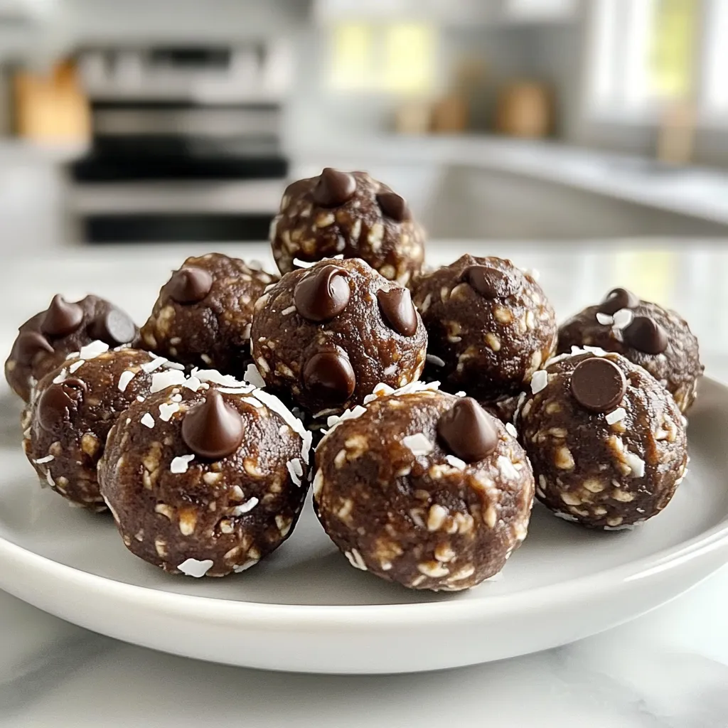 Um diese leckeren Energie-Bällchen zu machen, brauchst du einige einfache Zutaten: - 1 Tasse Haferflocken - 1/2 Tasse Mandelbutter (oder Erdnussbutter) - 1/4 Tasse Honig oder Ahornsirup - 2 Esslöffel ungesüßtes Kakaopulver - 1 Esslöffel fein gemahlenen Espresso oder Instantkaffee - 1/4 Tasse Mini-Dunkle-Schokoladenstückchen - 1/4 Teelöffel Salz - 1/2 Teelöffel Vanilleextrakt - 1/4 Tasse geraspelter Kokosnuss (optional) Diese Zutaten bringen viel Geschmack und Energie in die Bällchen. Du kannst die Bällchen mit weiteren Zutaten anreichern. Füge Chiasamen oder Leinsamen hinzu. Diese enthalten gesunde Fette und Ballaststoffe. Du kannst auch Trockenfrüchte wie Datteln oder Cranberries verwenden. Diese geben eine süße Note und mehr Nährstoffe. Wenn du keine Mandelbutter hast, benutze Erdnussbutter. Sie hat einen ähnlichen Geschmack und Textur. Du kannst auch Honig durch Agavendicksaft ersetzen, wenn du eine vegane Option suchst. Sei kreativ und passe die Zutaten nach deinem Geschmack an. {{ingredient_image_2}} Um die Schokoladen-Espresso-Energie-Bällchen zuzubereiten, starten Sie mit einer großen Rührschüssel. Geben Sie 1 Tasse Haferflocken, 1/2 Tasse Mandelbutter und 1/4 Tasse Honig oder Ahornsirup hinein. Fügen Sie 2 Esslöffel ungesüßtes Kakaopulver und 1 Esslöffel fein gemahlenen Espresso oder Instantkaffee hinzu. Rühren Sie alles gut um, bis die Mischung gleichmäßig ist. Es ist wichtig, dass alle Zutaten gut vermischt sind. Jetzt kommt das Salz und der Vanilleextrakt dazu. Rühren Sie weiter, bis alles gut vermischt ist. Wenn Sie möchten, können Sie auch 1/4 Tasse geraspelte Kokosnuss hinzufügen. Klappen Sie die Kokosnuss vorsichtig unter, damit sie gleichmäßig verteilt ist. Sobald die Mischung homogen ist, decken Sie die Schüssel mit Frischhaltefolie ab. Stellen Sie die Schüssel für etwa 30 Minuten in den Kühlschrank. Dies hilft, die Mischung zu festigen, was das Formen der Bällchen erleichtert. Nach 30 Minuten nehmen Sie die Mischung heraus. Verwenden Sie Ihre Hände, um kleine Bällchen mit einem Durchmesser von etwa 2,5 cm zu formen. Alternativ können Sie einen Keksteigportionierer verwenden, um die Größe gleichmäßig zu halten. Legen Sie die geformten Bällchen auf ein mit Backpapier ausgelegtes Backblech oder einen Teller. Für einen besonderen Kick können Sie einige Bällchen in geraspelter Kokosnuss oder zusätzlichem Kakaopulver wälzen. Legen Sie die Bällchen erneut für etwa 15 Minuten in den Kühlschrank. Dies hilft, die Form zu festigen und die Aromen zu intensivieren. Bewahren Sie die fertigen Energie-Bällchen in einem luftdichten Behälter im Kühlschrank auf. Sie bleiben so für bis zu einer Woche frisch. Wenn Sie sie länger aufbewahren möchten, frieren Sie sie einfach ein. So haben Sie jederzeit einen köstlichen Snack zur Hand. Um die besten Schokoladen-Espresso-Energie-Bällchen zu machen, achte auf die Zutaten. Verwende frische Haferflocken und hochwertige Mandelbutter. Diese Basis gibt den Bällchen Textur und Geschmack. Kakaopulver sorgt für die schokoladige Note, während der Espresso einen tollen Kick gibt. Mische alles gut in einer Schüssel, bis keine Klumpen mehr da sind. Die Kühlung ist wichtig für die Festigkeit der Mischung. Nachdem du alles gut vermischt hast, decke die Schüssel ab. Stelle sie für 30 Minuten in den Kühlschrank. Dies macht das Formen der Bällchen einfacher. Wenn die Mischung zu weich bleibt, kühle sie länger. So halten die Bällchen ihre Form besser. Um die Bällchen ansprechender zu machen, wälze sie in geraspelter Kokosnuss oder Kakaopulver. Diese kleinen Details machen einen großen Unterschied! Sie sehen nicht nur gut aus, sondern geben auch extra Geschmack. Du kannst auch Nüsse oder andere Toppings nutzen. Experimentiere mit verschiedenen Optionen für deinen eigenen Stil! Pro Tipps Verwendung von Nussbutter: Experimentieren Sie mit verschiedenen Nussbuttersorten wie Cashew- oder Haselnussbutter für unterschiedliche Geschmäcker und Texturen. Kühlzeit nicht überspringen: Die Kühlung der Mischung ist entscheidend, um die Bällchen leicht formen zu können. Nehmen Sie sich die Zeit dafür! Variationen hinzufügen: Fügen Sie getrocknete Früchte, wie Cranberries oder Aprikosen, hinzu, um zusätzliche Süße und Nährstoffe zu erhalten. Langfristige Lagerung: Für längere Haltbarkeit können Sie die Bällchen einzeln in Frischhaltefolie einwickeln und einfrieren, sodass Sie immer einen schnellen Snack zur Hand haben. {{image_4}} Du kannst die Schokoladen-Espresso-Energie-Bällchen ganz einfach anpassen. Nutze verschiedene Nussbutter wie Erdnussbutter oder Cashewbutter. Jedes bringt seinen eigenen Geschmack mit. Du kannst auch Trockenfrüchte wie Cranberries oder Aprikosen hinzufügen. Das macht die Bällchen süßer und fruchtiger. Experimentiere mit verschiedenen Kombinationen, um deinen perfekten Snack zu finden. Diese Energie-Bällchen sind leicht anpassbar. Um sie glutenfrei zu machen, achte darauf, glutenfreie Haferflocken zu verwenden. Veganer können Honig durch Ahornsirup ersetzen. Außerdem kannst du eine pflanzliche Nussbutter wählen. So bleiben die Bällchen für alle geeignet. Diese Anpassungen machen die Bällchen nicht nur lecker, sondern auch für viele Ernährungstypen passend. Um die Nährstoffe zu erhöhen, füge Chiasamen zu deiner Mischung hinzu. Diese kleinen Samen sind reich an Ballaststoffen und Omega-3-Fettsäuren. Du kannst auch Leinsamen oder Hanfsamen verwenden. Diese Zutaten geben den Bällchen einen nussigen Geschmack und machen sie gesünder. Denke daran, die Menge leicht zu erhöhen, um den Nährstoffgehalt zu steigern. Bewahren Sie die Schokoladen-Espresso-Energie-Bällchen in einem luftdichten Behälter auf. Der Kühlschrank ist der beste Ort dafür. Diese Bällchen bleiben frisch für bis zu einer Woche. Die kühle Umgebung hilft, die Aromen zu bewahren. Zudem wird die Textur angenehm fest. Wenn Sie die Bällchen länger aufbewahren möchten, frieren Sie sie ein. Legen Sie die Energie-Bällchen auf ein Backblech. Lassen Sie sie anfrieren, bevor Sie sie in einen luftdichten Beutel geben. So kleben sie nicht zusammen. Im Gefrierschrank bleiben sie bis zu drei Monate frisch. Lassen Sie die Bällchen vor dem Genuss einfach im Kühlschrank auftauen. Überprüfen Sie regelmäßig das Haltbarkeitsdatum. Essen Sie die Bällchen, bevor sie schlecht werden. Sie können die Bällchen auch vor Ablauf des Haltbarkeitsdatums in neue Rezepte einarbeiten. Zum Beispiel in Joghurt oder als Snack bei Sport. So vermeiden Sie Lebensmittelverschwendung und genießen die volle Frische. Ja, du kannst andere Süßstoffe nutzen. Verwende zum Beispiel Agavensirup oder Stevia. Diese Süßstoffe bieten einen anderen Geschmack und sind oft kalorienärmer. Achte darauf, die Menge anzupassen, da sie unterschiedlich süß sind. Zögere nicht, mit verschiedenen Süßungsmitteln zu experimentieren. So findest du die perfekte Balance für deinen Gaumen. Die Energie-Bällchen halten sich gut im Kühlschrank. Bewahre sie in einem luftdichten Behälter auf. Sie bleiben bis zu einer Woche frisch. Für längere Haltbarkeit kannst du sie auch einfrieren. So hast du immer einen gesunden Snack zur Hand. Einfach vor dem Essen etwas auftauen lassen – und schon kannst du genießen! Ja, diese Bällchen sind proteinreich. Mandelbutter oder Erdnussbutter sind tolle Proteinquellen. Haferflocken tragen ebenfalls zur Proteinzufuhr bei. Wenn du mehr Protein möchtest, füge Proteinpulver hinzu. So wird dein Snack noch nahrhafter und sättigender. Diese kleinen Bällchen sind perfekt für einen Energieschub! Schokoladen-Espresso-Energie-Bällchen sind einfach und lecker. Diese Bällchen nutzen gesunde Zutaten und einfache Schritte. Denken Sie an die Tipps für perfekte Bällchen. Sie können die Bällchen nach Ihrem Geschmack variieren und leicht anpassen. Verwahren Sie sie richtig, um ihre Frische zu erhalten. Diese snacks sind nahrhaft und schnell gemacht. Probieren Sie sie aus, um Ihre Energie zu steigern!