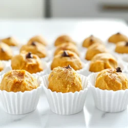 Für die No Bake Kürbis Keks-Teig Bällchen brauchst du einige einfache Zutaten. Hier ist die Liste: - 1 Tasse Mandelmehl - 1 Tasse Kürbispüree aus der Dose - 1/4 Tasse Ahornsirup - 1/4 Tasse Nussbutter (Mandel- oder Erdnussbutter) - 1 Teelöffel Vanilleextrakt - 1 Teelöffel Kürbiskuchengewürz - 1/4 Teelöffel Salz - 1/2 Tasse Schokoladenstückchen oder gehackte Nüsse (optional) Diese Zutaten machen die Bällchen besonders lecker. Das Mandelmehl gibt ihnen einen tollen Geschmack und die Nussbutter sorgt für eine schöne Cremigkeit. Du kannst das Rezept leicht anpassen. Wenn du magst, füge Schokoladenstückchen oder gehackte Nüsse hinzu. Diese Zutaten machen die Bällchen noch interessanter. Für einen anderen Geschmack kannst du auch verschiedene Gewürze verwenden. Zimt oder Muskatnuss sind großartige Alternativen. Wenn du es süßer magst, füge mehr Ahornsirup hinzu. Achte darauf, hochwertige Zutaten zu wählen. Frisches Kürbispüree schmeckt oft besser als das aus der Dose. Wenn du Nussbutter wählst, nimm eine ohne Zuckerzusatz. Das verbessert den Geschmack. Kaufe auch gutes Mandelmehl. Es sollte fein gemahlen sein, damit die Bällchen schön werden. Wenn du die Bällchen vegan machen willst, verwende pflanzlichen Sirup. Mit diesen Tipps wählst du die besten Zutaten für deine Kürbis Keks-Teig Bällchen. Stelle sicher, dass du alles bereit hast, bevor du anfängst. Dann wird das Kochen einfacher und schneller. Beginne mit einer großen Schüssel. Mische 1 Tasse Mandelmehl, 1 Tasse Kürbispüree, 1/4 Tasse Ahornsirup, 1/4 Tasse Nussbutter, 1 Teelöffel Vanilleextrakt, 1 Teelöffel Kürbiskuchengewürz und 1/4 Teelöffel Salz. Rühre alles gut um, bis ein glatter Teig entsteht. Wenn du magst, füge 1/2 Tasse Schokoladenstückchen oder gehackte Nüsse hinzu. Mische diese vorsichtig unter den Teig. Jetzt kommt der spaßige Teil! Nimm kleine Portionen des Teigs mit deinen Händen. Forme die Portionen zu gleichmäßigen Bällchen, die etwa 2,5 cm groß sind. Achte darauf, dass die Bällchen nicht zu groß oder zu klein sind, damit sie gleichmäßig fest werden. Legen die Bällchen auf ein mit Backpapier belegtes Backblech. Achte darauf, dass sie genug Platz zwischen sich haben. Stelle das Backblech für mindestens 30 Minuten in den Kühlschrank. Dies hilft den Bällchen, fest zu werden. Nach der Kühlzeit sind deine No Bake Kürbis Keks-Teig Bällchen bereit zum Naschen. Bewahre den Rest in einem luftdichten Behälter im Kühlschrank auf. Ein häufiges Problem ist, den Teig zu trocken zu machen. Achte darauf, das richtige Verhältnis von Mandelmehl zu Kürbispüree zu nutzen. Wenn der Teig zu fest ist, füge etwas mehr Kürbispüree hinzu. Ein weiterer Fehler ist, die Bällchen zu groß zu formen. Halte sie etwa 2,5 cm groß für die beste Textur. Du kannst das Rezept leicht anpassen. Möchtest du es schokoladiger? Füge mehr Schokoladenstückchen hinzu. Für einen nussigen Geschmack, probiere verschiedene Nussbutter. Du kannst auch etwas Zimt oder Muskat hinzufügen, um die Aromen zu variieren. Experimentiere mit Trockenfrüchten wie Rosinen oder Cranberries für eine süßere Note. Für die perfekte Präsentation, serviere die Bällchen in Mini-Muffinförmchen. Das sieht nicht nur gut aus, sondern macht das Essen auch einfacher. Streue etwas zusätzliches Kürbiskuchengewürz darüber für einen tollen Akzent. Du kannst die Bällchen auch mit einem spritzigen Dip aus griechischem Joghurt servieren, um das Geschmacksprofil zu erweitern. {{image_4}} Du kannst diese Bällchen vegan machen. Ersetze die Nussbutter durch Sonnenblumenkernbutter. Diese Option ist nussfrei und lecker. Achte darauf, dass der Ahornsirup rein ist. So bleibt das Rezept vegan und köstlich. Um glutenfreie Bällchen zu machen, benutze immer Mandelmehl. Es hat keinen Weizen. Du kannst auch Kokosmehl verwenden, aber verwende weniger, etwa drei Viertel Tasse. Kombiniere es mit mehr Kürbispüree, damit der Teig nicht trocken wird. Füge deiner Mischung neue Aromen hinzu. Zum Beispiel, probiere Zimt oder Muskatnuss. Diese Gewürze passen gut zu Kürbis. Du kannst auch Trockenfrüchte wie Cranberries hinzufügen. Sie bringen Süße und Textur. Schokoladenstückchen sind immer eine gute Wahl. Die No Bake Kürbis Keks-Teig Bällchen bleiben frisch, wenn du sie richtig lagerst. Lege sie in einen luftdichten Behälter. Dieser Schritt schützt die Bällchen vor Luft und Feuchtigkeit. Stelle den Behälter in den Kühlschrank. So bleiben die Bällchen bis zu einer Woche genießbar. Um die Haltbarkeit zu verlängern, friere die Bällchen ein. Lege sie einfach auf ein Backblech und friere sie für ein paar Stunden. Danach packe die gefrorenen Bällchen in einen luftdichten Behälter oder einen Gefrierbeutel. So halten sie bis zu drei Monate. Bei Bedarf kannst du sie einfach im Kühlschrank auftauen. Achte auf einige Zeichen, die auf eine schlechte Lagerung hinweisen. Wenn die Bällchen einen seltsamen Geruch haben, ist es Zeit, sie wegzuwerfen. Auch eine veränderte Farbe oder eine trockene, bröckelige Textur sind Warnzeichen. Bei diesen Anzeichen solltest du die Bällchen nicht mehr essen. Die No Bake Kürbis Keks-Teig Bällchen halten sich gut im Kühlschrank. Sie bleiben frisch für etwa eine Woche. Lagern Sie sie in einem luftdichten Behälter. Achten Sie darauf, dass die Bällchen nicht mit anderen starken Gerüchen in Kontakt kommen. So bleibt ihr köstlicher Geschmack erhalten. Ja, Sie können andere Nussbutter verwenden. Erdnussbutter ist eine tolle Wahl. Sie gibt den Bällchen einen anderen Geschmack. Cashew- oder Sonnenblumenbutter sind ebenfalls gute Alternativen. Achten Sie darauf, dass die Konsistenz ähnlich ist. So bleibt die Textur der Bällchen gleich. Um das Rezept glutenfrei zu machen, verwenden Sie einfach Mandelmehl. Es ist von Natur aus glutenfrei. Achten Sie darauf, dass alle anderen Zutaten auch glutenfrei sind. Verwenden Sie glutenfreie Schokoladenstückchen, wenn Sie diese hinzufügen. So genießen Sie die Bällchen ohne Sorgen! Zusammenfassend haben wir die besten Zutaten für Kürbis Keks-Teig Bällchen und deren Zubereitung besprochen. Auch Tipps zur Lagerung und häufige Fehler wurden behandelt. Vergiss nicht, deine Bällchen kreativ zu variieren und richtig zu lagern, um die Frische zu erhalten. Mit diesen einfachen Schritten kannst du leckere und gesunde Snacks zubereiten. Viel Spaß beim Ausprobieren und Genießen deiner Kürbis-Kreationen!