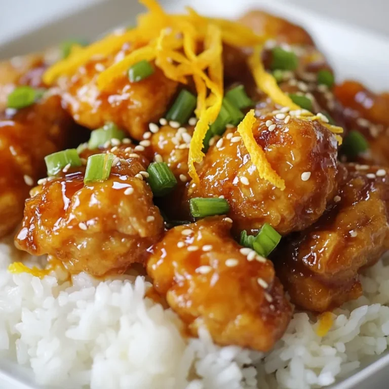 Für das Copycat Panda Express Orange Chicken brauchst du folgende Hauptzutaten: - 450 g Hähnchenschenkel, ohne Haut und Knochen - 120 ml Speisestärke - 120 g Mehl - 1 Teelöffel Backpulver - 1 großes Ei, verquirlt - 60 ml Wasser - Salz und Pfeffer nach Geschmack - 60 ml Pflanzenöl zum Frittieren Diese Zutaten machen das Hähnchen knusprig und lecker. Die Kombination aus Hähnchen und der knusprigen Panade ist wichtig für den Geschmack. Für die Orangensauce benötigst du: - 120 ml frisch gepresster Orangensaft - 1 Esslöffel Sojasauce - 50 g Kristallzucker - 1 Esslöffel Reisessig - 1 Teelöffel frisch geriebener Ingwer - 1 Knoblauchzehe, fein gehackt - 1 Teelöffel Sesamöl - 1 Teelöffel Speisestärke, gemischt mit 2 Teelöffeln Wasser - Abrieb einer Orange Die Orangensauce gibt dem Hähnchen seinen süßen und würzigen Geschmack. Frisch gepresster Orangensaft ist der Schlüssel zu einem tollen Aroma. Achte beim Einkaufen auf die Qualität der Zutaten. Hier sind einige Tipps: - Wähle frische Hähnchenschenkel für den besten Geschmack. - Nutze reife Orangen für den Saft und den Abrieb. - Kaufe hochwertigen Reisessig für mehr Tiefe in der Sauce. - Achte darauf, dass der Ingwer frisch ist. Das bringt mehr Aroma. Diese Tipps helfen dir, ein besseres Ergebnis zu erzielen. Wenn du frische Zutaten hast, wird dein Gericht noch schmackhafter. {{ingredient_image_2}} Zuerst bereite das Hähnchen vor. Nimm eine große Schüssel. Vermische darin 120 ml Speisestärke, 120 g Mehl, 1 Teelöffel Backpulver, Salz und Pfeffer. In einer zweiten Schüssel verquirlst du ein großes Ei mit 60 ml Wasser. Tauche die Hähnchenstücke zuerst in die Eimischung. Dann wende sie in der Mehlmischung. Stelle die panierten Stücke beiseite. Jetzt kommt der spannende Teil: das Frittieren. Erhitze 60 ml Pflanzenöl in einer großen Pfanne oder einem tiefen Topf. Das Öl sollte mittlerer bis hoher Hitze haben. Wenn das Öl heiß ist, füge die panierten Hähnchenstücke portionsweise hinzu. Frittiere sie, bis sie goldbraun sind. Das dauert etwa 5-6 Minuten. Lege sie nach dem Frittieren auf Küchenpapier, um das überschüssige Öl abtropfen zu lassen. Während das Hähnchen frittiert, kannst du die Orangensauce machen. Nimm einen kleinen Topf und vermische 120 ml frisch gepressten Orangensaft, 1 Esslöffel Sojasauce, 50 g Kristallzucker, 1 Esslöffel Reisessig, 1 Teelöffel frisch geriebenen Ingwer, 1 fein gehackte Knoblauchzehe, 1 Teelöffel Sesamöl und den Abrieb einer Orange. Koche die Mischung bei mittlerer Hitze, bis der Zucker sich auflöst. Um die Sauce zu verdicken, rühre die Speisestärke mit 2 Teelöffeln Wasser ein. Koche die Sauce 2-3 Minuten weiter, bis sie dick wird. Nimm sie vom Herd. Jetzt vermenge das frittierte Hähnchen mit der Orangensauce in einer großen Schüssel. Stelle sicher, dass alle Stücke gut bedeckt sind. Serviere das Hähnchen auf einer Platte und garniere es nach Wunsch mit zusätzlichem Orangenzest. Um das Hähnchen perfekt zu frittieren, achte auf die Öltemperatur. Heißes Öl hilft, das Hähnchen knusprig zu machen. Erhitze das Pflanzenöl auf etwa 180 Grad Celsius. Wenn du etwas Teig ins Öl gibst und es sofort hochschnellt, ist das Öl bereit. Frittiere das Hähnchen in kleinen Portionen. So bleibt es gleichmäßig goldbraun und wird nicht matschig. Lass das Hähnchen nach dem Frittieren auf Küchenpapier abtropfen, um überschüssiges Öl zu entfernen. Die Sauce ist der Star dieses Gerichts. Um die perfekte Konsistenz zu erreichen, lass die Sauce sanft köcheln. Wenn der Zucker sich auflöst, rühre die Speisestärke-Wasser-Mischung ein. Diese Mischung macht die Sauce dick und glänzend. Koche die Sauce nur kurz weiter, damit sie nicht zu dick wird. Sie sollte die Hähnchenstücke gut umhüllen. Variiere die Gewürze in der Sauce für mehr Geschmack. Füge etwas Chili hinzu, wenn du es schärfer magst. Du kannst auch ein wenig Honig statt Zucker verwenden, für eine süßere Note. Frische Kräuter wie Koriander können ebenfalls tolle Aromen hinzufügen. Experimentiere, um deine eigene Version zu finden. Pro Tipps Hähnchen marinieren: Lass die Hähnchenstücke vor dem Panieren für mindestens 30 Minuten in einer Mischung aus Sojasauce und Orangensaft marinieren, um den Geschmack zu intensivieren. Öltemperatur überprüfen: Stelle sicher, dass das Öl heiß genug ist, bevor du das Hähnchen hinzufügst. Ein Stück Hähnchen sollte beim Eintauchen zischend reagieren. Sauce nach Geschmack anpassen: Du kannst die Süße der Sauce variieren, indem du mehr oder weniger Zucker hinzufügst – probiere es aus! Serviervorschläge: Serviere das Gericht mit frischem Gemüse oder einem Salat für eine ausgewogene Mahlzeit und einen schönen Farbkontrast. {{image_4}} Du kannst deinem Gericht mehr Farbe und Nährstoffe geben. Gemüse wie Brokkoli, Paprika oder Karotten schmecken toll. Brate das Gemüse leicht an, bevor du es mit dem Hähnchen vermischst. Das bringt mehr Geschmack und Textur. Es ist eine einfache Möglichkeit, das Gericht gesünder zu machen. Falls du glutenfrei essen möchtest, ersetze das Mehl. Nutze Mandelmehl oder Reismehl für die Panade. Achte darauf, auch glutenfreie Sojasauce zu verwenden. Diese kleinen Änderungen machen das Gericht für alle geeignet. So kannst du die leckere Orangensauce genießen, ohne auf Gluten zu stoßen. Wenn du es scharf magst, füge etwas Chili hinzu. Ein Teelöffel rote Pfefferflocken gibt dem Gericht die nötige Schärfe. Du kannst auch frischen Chili oder scharfe Sojasauce verwenden. Das verleiht dem Gericht mehr Tiefe und einen besonderen Kick. Experimentiere, um deinen perfekten Geschmack zu finden. Wenn du Reste von deinem Orange Chicken hast, bewahre sie in einem luftdichten Behälter auf. Lass das Hähnchen zuerst auf Raumtemperatur abkühlen. Leg die Reste dann in den Kühlschrank. So bleibt der Geschmack frisch und das Hähnchen saftig. Vermeide es, die Reste länger als zwei Stunden bei Raumtemperatur stehen zu lassen. Um das Hähnchen wieder aufzuwärmen, nutze eine Pfanne oder die Mikrowelle. Bei der Pfanne erhitze etwas Öl und gebe das Hähnchen hinein. Brate es kurz, bis es heiß ist. In der Mikrowelle lege das Hähnchen auf einen Teller und decke es mit einem feuchten Küchenpapier ab. Erhitze es in Intervallen von 30 Sekunden, bis es warm ist. So bleibt die Panade knusprig. Im Kühlschrank hält sich das Orange Chicken etwa drei Tage. Achte darauf, dass der Behälter gut verschlossen ist. Wenn du das Hähnchen länger aufbewahren möchtest, friere es ein. So bleibt es bis zu drei Monate frisch. Beim Auftauen lege es über Nacht in den Kühlschrank. Das sorgt für besten Geschmack und Textur. Um das Hähnchen knusprig zu machen, benutze ich eine Mischung aus Speisestärke und Mehl. Diese Mischung sorgt für eine tolle Textur. Frittiere das Hähnchen in heißem Öl. Achte darauf, dass das Öl die richtige Temperatur hat. Wenn es zu kalt ist, wird das Hähnchen nicht knusprig. Frittiere die Stücke in kleinen Portionen. So garen sie gleichmäßig und werden schön goldbraun. Ja, du kannst die Sauce im Voraus zubereiten. Koche sie und lasse sie abkühlen. Dann bewahre sie in einem Glasbehälter im Kühlschrank auf. So bleibt sie frisch für einige Tage. Wenn du bereit bist, das Hähnchen zu servieren, erwärme die Sauce in einem kleinen Topf. Rühre dabei gut um, damit sie gleichmäßig warm wird. Zu diesem Gericht passen viele Beilagen gut. Gedämpfter Reis ist eine der besten Optionen. Er nimmt die Sauce gut auf. Auch gebratenes Gemüse ergänzt das Gericht toll. Du kannst Brokkoli, Paprika oder Karotten verwenden. Ein frischer Salat bringt eine schöne Note. Probiere auch gebratene Nudeln für mehr Abwechslung. Diese Version ist gesünder als das Original von Panda Express. Ich verwende frische Zutaten und weniger Zucker. Du kannst die Sauce auch mit weniger Zucker zubereiten. Verwende zusätzlich mehr Gemüse, um die Nährstoffe zu erhöhen. Achte darauf, die Portionsgröße zu kontrollieren. So bleibt das Gericht lecker und trotzdem gesund. Ja, du kannst gefrorenes Hähnchen verwenden. Achte darauf, es zuerst vollständig aufzutauen. Weiche das Hähnchen in kaltem Wasser ein oder lasse es über Nacht im Kühlschrank auftauen. So bleibt es saftig. Frittiere es wie gewohnt, nachdem es aufgetaut ist. So erhältst du das gleiche köstliche Ergebnis. Das Gericht bietet viele köstliche Möglichkeiten. Wir haben die Hauptzutaten und die perfekte orangene Sauce besprochen. Schritt für Schritt kannst du das Hähnchen frittieren und alles zusammenfügen. Denk daran, verschiedene Gewürze auszuprobieren oder Gemüse hinzuzufügen. Mit den richtigen Lagerungstipps bleiben deine Reste frisch. Vertraue darauf, dass du jetzt das beste Ergebnis erzielst. Viel Spaß beim Kochen und Genießen!
