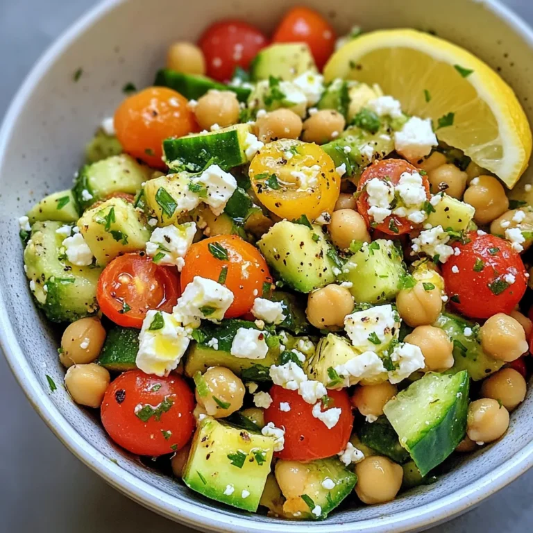 Für diesen frischen Salat braucht ihr einige einfache, aber leckere Zutaten: - 1 Dose (425 g) Kichererbsen, abgetropft und abgespült - 1 große Avocado, gewürfelt - 1 Tasse Kirschtomaten, halbiert - 1 Gurke, gewürfelt - 1 kleine rote Zwiebel, fein gehackt - 1 Tasse Feta-Käse, zerbröckelt - 1/4 Tasse frische Petersilie, gehackt Diese Zutaten bringen Farbe und Geschmack in euren Salat. Die Kichererbsen geben uns Protein und die Avocado bringt gesunde Fette. Ihr könnt auch andere frische Zutaten hinzufügen, um den Salat anzupassen. Hier sind einige Vorschläge: - Paprika für einen knackigen Biss - Radieschen für einen scharfen Geschmack - Oliven für einen salzigen Touch Probiert verschiedene Kombinationen aus. So findet ihr eure perfekte Mischung. Das Dressing ist einfach, aber wichtig. Es bringt die Aromen zusammen. Ihr benötigt: - 2 Esslöffel Olivenöl - 2 Esslöffel Zitronensaft - Salz und Pfeffer nach Geschmack Mischt alles gut in einer kleinen Schüssel. Gießt das Dressing über den Salat und hebt alles vorsichtig um. So bleibt die Avocado ganz und der Salat sieht toll aus. Passt das Dressing nach eurem Geschmack an. Vielleicht mögt ihr es etwas saurer oder salziger. {{ingredient_image_2}} Zuerst stelle alle Zutaten bereit. Du brauchst eine große Schüssel. Öffne die Dose Kichererbsen. Spüle sie gut ab, damit sie frisch schmecken. Schneide die Avocado in Würfel. Halbiere die Kirschtomaten und würfle die Gurke. Hacke die rote Zwiebel fein. Zerbröckle den Feta-Käse in kleine Stücke. Zum Schluss hacke die Petersilie grob. Gib die Kichererbsen in die große Schüssel. Füge die gewürfelte Avocado hinzu. Jetzt kommen die Kirschtomaten, Gurke und die rote Zwiebel dazu. Streue den zerbröckelten Feta-Käse über die Mischung. Zum Schluss mische die gehackte Petersilie unter die anderen Zutaten. Achte darauf, alles sanft zu vermengen, damit die Avocado nicht zerdrückt wird. Nimm eine kleine Schüssel. Füge das Olivenöl und den Zitronensaft hinzu. Salze und pfeffere die Mischung. Rühre alles gut um, bis es eine homogene Mischung ergibt. Gieße das Dressing über den Salat. Mische alles vorsichtig, damit das Dressing gleichmäßig verteilt ist. Probiere den Salat und passe den Geschmack an. Du kannst mehr Salz, Pfeffer oder Zitronensaft hinzufügen. Um den Kichererbsen-Feta-Avocado-Salat perfekt zu machen, achte auf die Zutaten. Wähle frische Avocados, die leicht weich sind. Sie geben dem Salat einen tollen, cremigen Geschmack. Kirschtomaten sollten reif und saftig sein. Das gibt dem Salat mehr Farbe und Süße. Versuche, die Kichererbsen gut abzuspülen, um die Dose zu reinigen. Dies hilft, den Salat frisch zu halten. Ein häufiger Fehler ist, die Avocado zu früh zu schneiden. Sie wird schnell braun. Warte, bis du den Salat servierst. Ein weiterer Fehler ist, zu viel Dressing zu verwenden. Das kann den Salat matschig machen. Beginne mit weniger Dressing und füge mehr hinzu, wenn nötig. Vergiss nicht, den Salat nach dem Mischen zu kosten. So kannst du die Gewürze anpassen. Um den Salat frisch zu halten, bewahre ihn in einem luftdichten Behälter im Kühlschrank auf. So bleibt er für etwa zwei Tage gut. Wenn du Reste hast, füge etwas frische Avocado und Zitronensaft hinzu. Das hilft, die Farbe und den Geschmack zu erhalten. Wenn du den Salat länger aufbewahren möchtest, lagere die Zutaten getrennt und mische sie erst kurz vor dem Servieren. Pro Tipps Frische Zutaten: Verwende möglichst frische und reife Zutaten für den besten Geschmack, insbesondere bei der Avocado und den Tomaten. Variationen: Füge zusätzliche Zutaten wie Paprika, Oliven oder sogar Quinoa hinzu, um den Salat nach deinem Geschmack zu variieren. Dressing anpassen: Experimentiere mit dem Dressing, indem du Kräuter wie Basilikum oder Minze hinzufügst, um eine neue Geschmacksdimension zu schaffen. Vorbereitung: Bereite den Salat im Voraus vor, aber füge das Dressing erst kurz vor dem Servieren hinzu, um die Frische zu bewahren. {{image_4}} Möchtest du deinen Kichererbsen-Feta-Avocado-Salat aufpeppen? Es gibt viele leckere Optionen. Du kannst Oliven hinzufügen. Sie bringen einen salzigen Geschmack. Auch Paprika in Würfeln passt gut. Sie sorgen für mehr Farbe. Ein paar Radieschen geben einen knackigen Biss. Wenn du es scharf magst, füge Jalapeños hinzu. Auch etwas Mais kann den Salat süßer machen. Wenn du vegan essen möchtest, ersetze den Feta-Käse. Nutze stattdessen zerdrückte Avocado oder veganen Feta. Beides gibt einen tollen Geschmack. Du kannst auch Nüsse oder Samen hinzufügen. Mandeln oder Kürbiskerne bringen einen tollen Crunch. Nutze das, was die Saison bietet. Im Sommer sind frische Erdbeeren oder Pfirsiche lecker. Sie bringen eine süße Note. Im Herbst kannst du geröstete Kürbiswürfel verwenden. Sie geben Wärme und Fülle. Selbst im Winter, Rote Bete kann einen schönen Farbklecks geben. Achte darauf, dass die Zutaten frisch sind. So schmeckt jeder Bissen besser. Um den Kichererbsen-Feta-Avocado-Salat frisch zu halten, lege ihn in einen luftdichten Behälter. Achte darauf, dass der Behälter gut schließt. Wenn du den Salat nicht sofort isst, ist das wichtig. So bleiben die Zutaten knusprig und lecker. Im Kühlschrank hält sich der Salat etwa zwei Tage. Die Avocado kann jedoch braun werden. Das passiert durch die Luft. Um das zu vermeiden, kannst du etwas Zitronensaft auf die Avocado geben. Dadurch bleibt sie länger frisch. Wenn du Reste hast, probiere sie in einem Wrap oder einem Sandwich. Du kannst auch eine Tortilla oder einen Pita-Brot verwenden. Füge einige frische Blätter hinzu, um mehr Crunch zu bekommen. Eine andere Idee ist, den Salat mit Reis oder Quinoa zu mischen. So hast du eine neue, leckere Mahlzeit. Du kannst den Kichererbsen-Feta-Avocado-Salat bis zu drei Tage im Kühlschrank aufbewahren. Achte darauf, ihn in einem luftdichten Behälter zu lagern. Wenn du den Salat länger aufbewahren möchtest, empfehle ich, die Avocado und das Dressing getrennt hinzuzufügen. So bleibt die Avocado frisch und die Aromen besser erhalten. Ja, du kannst den Feta-Käse weglassen. Der Salat bleibt lecker und frisch. Stattdessen kannst du eine vegane Käsealternative oder geröstete Nüsse verwenden. Diese Optionen bringen einen anderen Geschmack und eine tolle Textur. Probiere es aus und finde deinen Favoriten! Zu diesem Salat passen viele Beilagen gut. Du könntest ein Stück knuspriges Brot oder Pita servieren. Auch gegrillte Hähnchenbrust oder Garnelen sind tolle Ergänzungen. Diese Beilagen machen das Gericht noch sättigender. Lass deiner Kreativität freien Lauf und kombiniere, was dir schmeckt! Der Kichererbsen-Feta-Avocado-Salat ist einfach und lecker. Wir haben die Hauptzutaten, frische Möglichkeiten und nützliche Gewürze besprochen. Die Schritt-für-Schritt-Anleitung macht die Zubereitung leicht. Tipps und Tricks helfen dir, Fehler zu vermeiden und den Salat frisch zu halten. Variationen bieten dir kreative Ideen. Mit den Lagerhinweisen bleibt der Salat länger haltbar. Probiere verschiedene Alternativen aus und genieße deinen Salat. So wirst du zum Salatprofi!