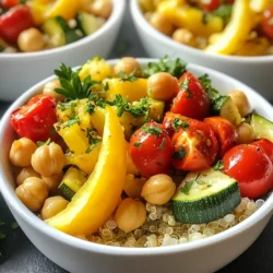 Für die Schalen brauchst du: - 1 Dose (425 g) Kichererbsen, abgetropft und abgespült - 2 Tassen gemischte Paprika (rot, gelb, grün), gewürfelt - 1 mittelgroße Zucchini, gewürfelt - 1 Tasse Cherrytomaten, halbiert - 1 rote Zwiebel, in Spalten geschnitten - 2 Tassen gekochter Quinoa oder Naturreis Diese Zutaten geben der Schale einen bunten und gesunden Look. Für den Geschmack benötigst du: - 2 Esslöffel Olivenöl - 1 Teelöffel Knoblauchpulver - 1 Teelöffel geräuchertes Paprikapulver - 1/2 Teelöffel Kreuzkümmel - Salz und Pfeffer nach Geschmack Diese Gewürze bringen die Aromen zum Leben. Das Olivenöl hilft beim Rösten und sorgt für einen tollen Geschmack. Zum Servieren brauchst du: - Frische Petersilie zum Garnieren - Zitronenscheiben zum Servieren Die Petersilie bringt Frische, und die Zitronenscheiben fügen einen spritzigen Kick hinzu. Du kannst die Schalen schön anrichten, um sie einladend zu gestalten. {{ingredient_image_2}} Heize deinen Ofen auf 220°C vor. Das ist wichtig, um das Gemüse perfekt zu rösten. Nimm eine große Schüssel und füge die Kichererbsen hinzu. Diese sind gut für Proteine. Dann schneide die Paprika, die Zucchini und die Cherrytomaten in kleine Stücke. Schneide auch die rote Zwiebel in Spalten. Gebe alles in die Schüssel und vermische es gut. Träufle zwei Esslöffel Olivenöl über das Gemüse. Dann füge einen Teelöffel Knoblauchpulver und einen Teelöffel geräuchertes Paprikapulver hinzu. Ein halber Teelöffel Kreuzkümmel gibt dem Gericht einen tollen Geschmack. Salze und pfeffere nach deinem Geschmack. Mische alles gut, bis das Gemüse und die Kichererbsen gleichmäßig bedeckt sind. Verteile die Mischung auf einem großen Backblech. Lege Backpapier darunter, damit nichts anklebt. Röste das Gemüse für etwa 25-30 Minuten. Rühre die Mischung nach der Hälfte der Zeit um. Während das Gemüse röstet, koche deinen Quinoa oder Naturreis gemäß den Anweisungen auf der Verpackung. Wenn das Gemüse und die Kichererbsen fertig sind, nimm sie aus dem Ofen. Lass sie kurz abkühlen. Nimm eine Schüssel und fülle sie zuerst mit Quinoa oder Reis. Dann gib die gerösteten Kichererbsen und das Gemüse darauf. Garniere die Schalen mit frischer Petersilie. Serviere sie mit Zitronenscheiben für extra Frische. Der perfekte Röstgrad macht den Unterschied. Rösten Sie das Gemüse bei 220°C. Ziel ist es, zart und leicht karamellisiert zu sein. Nach 25-30 Minuten sollten Sie das Gemüse wenden. So garen alle Seiten gleichmäßig. Achten Sie auf eine goldbraune Farbe. Das gibt den besten Geschmack. Seien Sie kreativ mit Gewürzen! Neben dem Knoblauchpulver können Sie auch Zwiebelpulver verwenden. Fügen Sie mehr Kreuzkümmel für einen würzigen Kick hinzu. Probieren Sie auch frische Kräuter wie Thymian oder Rosmarin. Für das Gemüse können Sie Brokkoli oder Karotten hinzufügen. Diese Variationen machen jede Zubereitung einzigartig. Eine schöne Präsentation macht das Essen noch besser. Verwenden Sie bunte Keramikteller oder Gläser. Das hebt die Farben der Zutaten hervor. Träufeln Sie frisches Olivenöl vor dem Servieren obenauf. Für einen frischen Geschmack können Sie Zitronensaft hinzufügen. Garnieren Sie mit frischer Petersilie für das Auge und den Geschmack. Profi Tipps Die Wahl der Gemüse: Verwenden Sie saisonales Gemüse für den besten Geschmack und die höchste Frische. Experimentieren Sie mit verschiedenen Gemüsesorten, um neue Geschmacksrichtungen zu entdecken. Quinoa zubereiten: Spülen Sie Quinoa vor dem Kochen gründlich ab, um Bitterstoffe zu entfernen. Verwenden Sie die doppelte Menge Wasser für ein perfektes, lockeres Ergebnis. Würzen: Seien Sie großzügig mit den Gewürzen! Sie können das Rezept leicht anpassen, indem Sie Ihre Lieblingsgewürze hinzufügen oder die Menge variieren, um den Geschmack zu intensivieren. Servierideen: Fügen Sie für zusätzliche Textur und Geschmack Nüsse oder Samen als Topping hinzu. Diese verleihen den Schalen einen zusätzlichen Crunch und Nährstoffe. {{image_4}} Die gerösteten Gemüse und Kichererbsen Bliss-Schalen sind sehr anpassbar. Du kannst verschiedene Gemüsesorten nutzen. Zum Beispiel, füge Brokkoli oder Karotten hinzu. Auch Süßkartoffeln passen gut. Sie geben einen süßen Geschmack und eine tolle Farbe. Verwende saisonales Gemüse, um den Geschmack zu verbessern. Wenn du mehr Protein möchtest, gibt es viele Möglichkeiten. Füge gekochte Linsen oder Tofu hinzu. Diese Optionen sind lecker und sättigend. Du kannst auch Feta-Käse oder ein paar Nüsse streuen. Mandeln oder Walnüsse geben einen tollen Crunch. Dies macht die Schalen noch gesünder und nahrhafter. Saisonales Gemüse kann den Geschmack stark verändern. Im Frühling sind Spargel und Erbsen frisch. Im Sommer sind Zucchini und Auberginen ideal. Im Herbst kannst du Kürbis und Rosenkohl nutzen. Im Winter sind Wurzelgemüse wie Rüben perfekt. Jedes Gemüse bringt seinen eigenen Geschmack mit. So bleibt das Gericht immer spannend und frisch. Bewahre die gerösteten Gemüse und Kichererbsen in einem luftdichten Behälter auf. Lass das Essen zuerst abkühlen, bevor du es verpackst. So bleibt der Geschmack frisch. Du kannst die Schalen bis zu fünf Tage im Kühlschrank aufbewahren. Um die Schalen wieder warm zu machen, nutze den Ofen oder die Mikrowelle. Wenn du den Ofen wählst, heize ihn auf 180°C vor. Lege die Schalen auf ein Backblech und röste sie etwa 10 Minuten. In der Mikrowelle reicht eine Minute bei hoher Leistung. Rühre zwischendurch um, damit alles gleichmäßig warm wird. Die frischen Zutaten haben unterschiedliche Haltbarkeiten. Kichererbsen aus der Dose halten sich lange, wenn sie ungeöffnet sind. Frisches Gemüse wie Paprika und Zucchini bleibt im Kühlschrank etwa eine Woche frisch. Cherrytomaten sind am besten in den ersten fünf Tagen nach dem Kauf. Achte darauf, die Zutaten regelmäßig zu kontrollieren, um die beste Qualität zu gewährleisten. Die Schalen sind im Kühlschrank etwa 4 bis 5 Tage haltbar. Lagern Sie sie in einem luftdichten Behälter. So bleibt das Gemüse frisch und lecker. Wenn Sie die Schalen länger aufbewahren möchten, können Sie die Zutaten auch getrennt einfrieren. So genießen Sie die Schalen später ganz neu. Ja, dieses Rezept ist bereits vegan! Die Kichererbsen und das Gemüse liefern viel Geschmack und Nährstoffe. Sie müssen also nichts ändern. Verwenden Sie einfach die angegebenen Zutaten und genießen Sie die Aromen. Sie können viele Gemüsesorten verwenden. Brokkoli, Karotten und Süßkartoffeln passen gut dazu. Auch Spinat oder Grünkohl sind tolle Ergänzungen. Seien Sie kreativ und nutzen Sie das, was Sie mögen oder was gerade Saison hat. Ja, dieses Gericht ist glutenfrei! Die Hauptzutaten sind Kichererbsen und Gemüse. Sie können Quinoa oder Naturreis als Basis verwenden, die beide glutenfrei sind. Achten Sie darauf, dass alle Zusatzstoffe ebenfalls glutenfrei sind, falls Sie empfindlich sind. In diesem Blogbeitrag haben wir die wichtigsten Zutaten und die Zubereitung von Schalen behandelt. Sie lernen, wie man Gemüse und Kichererbsen lecker würzt und röstet. Wir gaben Tipps zur besten Präsentation und Aufbewahrung. Variationen helfen Ihnen, das Rezept nach Ihrem Geschmack anzupassen. Schalen sind nicht nur gesund, sondern auch vielfältig und einfach zuzubereiten. Probieren Sie neue Zutaten und genießen Sie die besten Aromen!