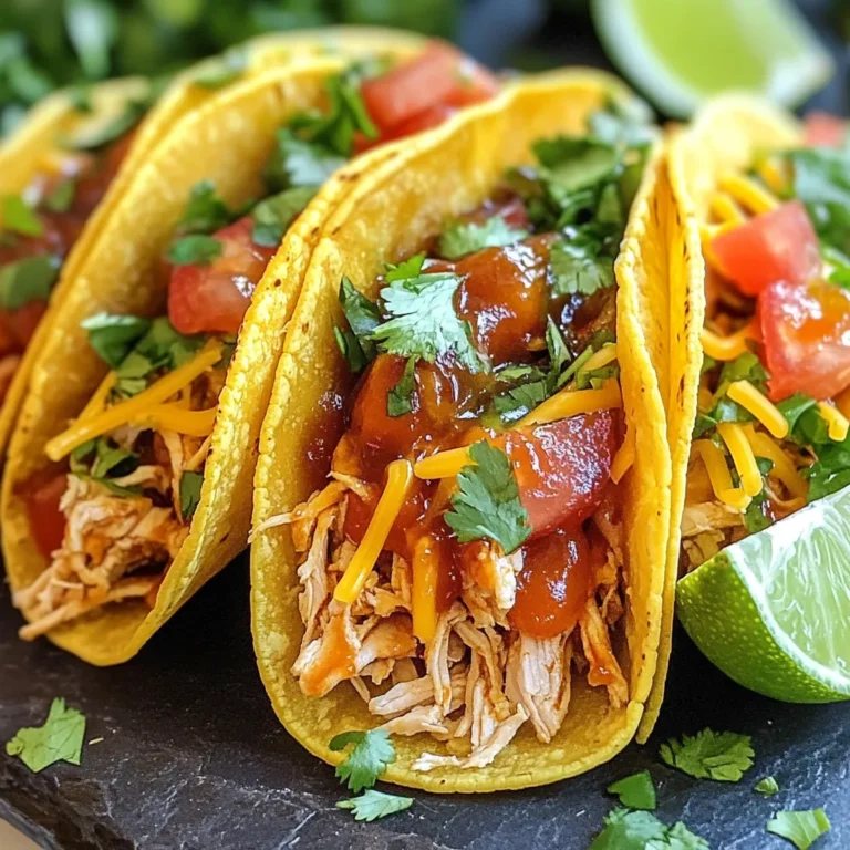 - 2 Tassen gekochtes, zerkleinertes Hähnchen - 1/2 Tasse Honig - 1/2 Tasse BBQ-Sauce (vorzugsweise eine rauchige Variante) - 8 kleine Mais- oder Weizentortillas Die Hauptzutaten sind einfach und lecker. Du beginnst mit zerkleinertem Hähnchen. Es ist wichtig, dass es gut gekocht ist. Dann fügst du Honig und BBQ-Sauce hinzu. Ich empfehle eine rauchige BBQ-Sauce für mehr Geschmack. Die Tortillas sind die Basis für die Tacos. Du kannst sowohl Mais- als auch Weizentortillas verwenden. - 1 Esslöffel Olivenöl - 1 Teelöffel Knoblauchpulver - 1 Teelöffel geräuchertes Paprikapulver - 1/2 Teelöffel Kreuzkümmel - 1/2 Teelöffel Chili-Pulver - Salz und Pfeffer, nach Geschmack - 1 Tasse zerkleinertes Kopfsalat - 1 Tasse gewürfelte Tomaten - 1/2 Tasse geriebener Käse (Cheddar oder mexikanische Mischung) - Frischer Koriander, zum Garnieren - Limettenviertel, zum Servieren Die Gewürze bringen Tiefe in den Geschmack. Knoblauchpulver und geräuchertes Paprikapulver sind ein Muss. Kreuzkümmel und Chili-Pulver fügen etwas Wärme hinzu. Frisches Gemüse, wie Kopfsalat und Tomaten, sorgt für einen knackigen Biss. Der Käse rundet die Tacos ab. Frischer Koriander gibt einen frischen Akzent. Limettenviertel geben den Tacos einen spritzigen Kick. {{ingredient_image_2}} - Kombiniere in einer großen Schüssel 2 Tassen zerkleinertes Hähnchen mit 1/2 Tasse Honig und 1/2 Tasse BBQ-Sauce. - Füge 1 Teelöffel Knoblauchpulver, 1 Teelöffel geräuchertes Paprikapulver, 1/2 Teelöffel Kreuzkümmel sowie 1/2 Teelöffel Chili-Pulver hinzu. - Würze mit Salz und Pfeffer nach Geschmack. Mische alles gut, bis das Hähnchen gleichmäßig überzogen ist. - Erhitze 1 Esslöffel Olivenöl in einer großen Pfanne bei mittlerer Hitze. - Gib die Hähnchenmischung in die Pfanne und rühre oft um. Koche etwa 5 bis 7 Minuten, bis alles heiß ist und eine süßliche, leicht karamelisierte Textur hat. - Während das Hähnchen kocht, erwärme 8 kleine Tortillas in einer separaten Pfanne oder in der Mikrowelle. - Achte darauf, dass sie geschmeidig sind, damit sie sich gut rollen lassen. - Überprüfe die Konsistenz, indem du die Tortillas leicht drückst. Sie sollten weich und warm sein. - Nimm eine Tortilla und lege eine großzügige Portion der BBQ-Hähnchenmischung in die Mitte. - Belege sie mit 1 Tasse zerkleinertem Kopfsalat, 1 Tasse gewürfelten Tomaten und 1/2 Tasse geriebenem Käse. - Garniere jeden Taco mit frischem Koriander. - Serviere die Tacos mit Limettenvierteln, die du für extra Geschmack über die Tacos drücken kannst. - Zu viel Soße anpassen: Verwende nicht zu viel BBQ-Sauce. Wenn du es zu süß oder klebrig machst, überdeckt die Soße den Geschmack des Hähnchens. Beginne mit einer halben Tasse und taste dich langsam voran. - Richtige Tortilla wählen: Achte darauf, die richtige Tortilla zu verwenden. Mais-Tortillas sind klassisch, aber Weizentortillas sind weich und leicht zu rollen. Wähle was dir besser gefällt und passt. - Alternative Gewürze ausprobieren: Sei kreativ mit Gewürzen. Füge etwas Cayennepfeffer für mehr Schärfe hinzu oder probiere italienische Kräuter. Jeder kann seinen eigenen Geschmack finden. - Marinieren für mehr Geschmack: Lass das Hähnchen vor dem Kochen marinieren. Eine Stunde ist ideal. So saugt das Fleisch die Aromen besser auf und wird noch leckerer. Pro Tipps Hähnchen vorbereiten: Verwenden Sie übrig gebliebenes Hähnchen oder Hähnchenbrust, die schnell gekocht und zerkleinert werden kann, um die Zubereitungszeit zu verkürzen. BBQ-Sauce anpassen: Experimentieren Sie mit verschiedenen BBQ-Saucen, um den gewünschten Geschmack zu erzielen; eine scharfe Variante kann zusätzlichen Kick geben. Frische Zutaten: Verwenden Sie frisches Gemüse wie Avocado oder Jalapeños für zusätzlichen Geschmack und Textur in den Tacos. Tortillas richtig erwärmen: Achten Sie darauf, die Tortillas nicht zu lange zu erhitzen, da sie sonst brüchig werden; sie sollten nur weich und geschmeidig sein. {{image_4}} Für eine leckere vegetarische Version der Honey BBQ Chicken Tacos, können Sie alternative Proteinquellen nutzen. Tofu oder Tempeh sind großartige Optionen. Sie nehmen die Aromen gut auf und sind einfach zuzubereiten. Zusätzlich können Sie pflanzliche Saucen verwenden. Eine BBQ-Sauce auf Basis von Gemüse oder Früchten passt gut. Diese Saucen sind oft weniger süß und bringen frische Aromen in die Tacos. Für Fans der Schärfe gibt es einige einfache Wege, die Tacos zu würzen. Fügen Sie zusätzliches Chili-Pulver zur Hähnchenmischung hinzu. Dies gibt den Tacos einen schönen Kick. Sie können auch scharfe BBQ-Saucen verwenden. Diese Saucen bringen mehr Geschmack und Hitze. Achten Sie darauf, die Schärfe gut abzustimmen, damit jeder genießen kann. Wenn Sie auf Kohlenhydrate achten, gibt es tolle Alternativen zu normalen Tortillas. Keto-freundliche Tortillas sind eine gute Wahl. Diese bestehen oft aus Mandelmehl oder Kokosmehl und sind leicht. Sie können auch Gemüsewraps statt Tortillas verwenden. Zucchini- oder Salatblätter sind eine frische und knackige Option. Sie geben den Tacos eine neue Textur und sind sehr gesund. Wenn du Reste von deinen Honey BBQ Chicken Tacos hast, bewahre sie sicher auf. - Kühlschrank: Lege die Tacos in einen luftdichten Behälter. So bleiben sie bis zu drei Tage frisch. - Tiefkühloptionen: Du kannst die Hähnchenmischung auch einfrieren. Fülle sie in einen Gefrierbeutel und drücke die Luft heraus. So hält sie bis zu drei Monate. Beachte, dass die Tortillas nicht gut einfrieren. Es ist besser, frische Tortillas zuzubereiten, wenn du die Tacos wieder genießen möchtest. Die Haltbarkeit der verwendeten Zutaten ist wichtig: - Gekochtes Hähnchen: Ist im Kühlschrank drei bis vier Tage haltbar. - BBQ-Sauce und Honig: Diese können lange halten. Achte auf das Haltbarkeitsdatum auf der Verpackung. - Frisches Gemüse: Wie Kopfsalat und Tomaten sollten innerhalb von zwei bis drei Tagen verbraucht werden, um frisch zu bleiben. Wenn du die Tacos aufwärmen möchtest, gibt es zwei einfache Methoden: - Mikrowelle: Lege die Tacos auf einen Teller. Decke sie mit einem feuchten Papiertuch ab. Erhitze sie für 30 Sekunden bis eine Minute. Achte darauf, dass sie nicht zu trocken werden. - Pfanne: Erhitze eine Pfanne bei mittlerer Hitze. Lege die Tacos in die Pfanne und erwärme sie für ein bis zwei Minuten pro Seite. So werden sie knusprig und lecker. Um die besten Ergebnisse zu erzielen, füge etwas frisches Gemüse hinzu, um den Geschmack aufzufrischen. Das ist es! So bleiben deine Honey BBQ Chicken Tacos frisch und lecker, auch wenn du sie nicht gleich aufessen kannst. Die Zubereitung der Honey BBQ Chicken Tacos dauert insgesamt 20 Minuten. Du benötigst 10 Minuten, um alles vorzubereiten. Das Kochen selbst dauert etwa 5 bis 7 Minuten. Diese schnelle Zeit macht es einfach, diese leckeren Tacos zu genießen. Ja, du kannst die Tacos im Voraus zubereiten! Bereite die Hähnchenmischung und die Beilagen vor. Bewahre sie getrennt im Kühlschrank auf. Wenn du bereit bist zu essen, wärme das Hähnchen und die Tortillas auf. Fülle die Tacos kurz vor dem Servieren, damit alles frisch bleibt. Das Rezept für Honey BBQ Chicken Tacos hat seine Wurzeln in der amerikanischen Küche. Es vereint süße und rauchige Aromen, die viele Menschen lieben. Du kannst auch Variationen ausprobieren, wie zum Beispiel scharfe BBQ-Saucen oder verschiedene Gemüsesorten. So erhältst du immer neue Geschmackserlebnisse. Die Honey BBQ Chicken Tacos sind einfach zuzubereiten und köstlich im Geschmack. Wir haben die Hauptzutaten, wie Hähnchen, Honig und Tortillas, besprochen. Die Schritt-für-Schritt-Anleitung macht die Zubereitung leicht. Es gibt viele Tipps, um Fehler zu vermeiden und den Geschmack zu verbessern. Auch Variationen für Vegetarier oder Schärfe-Liebhaber sind möglich. Denke daran, Reste richtig aufzubewahren, um die Mahlzeit länger zu genießen. Experimentiere und finde deine perfekte Taco-Version!