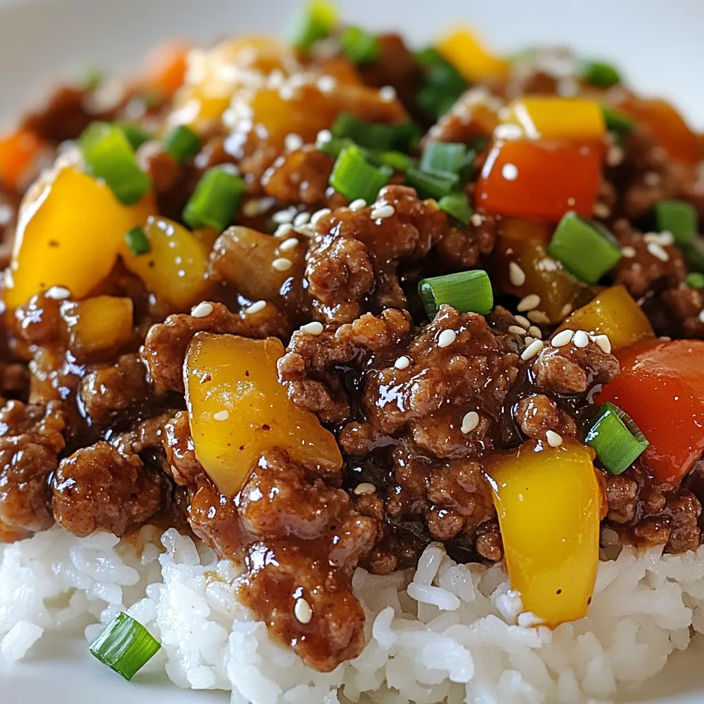 Für dieses leckere Gericht brauchst du: - 450g Rinderhackfleisch - 3 Esslöffel Honig - 3 Esslöffel Sojasauce (oder Tamari für glutenfrei) - 4 Zehen Knoblauch, fein gehackt - 1 Esslöffel frischer Ingwer, fein gehackt - 1 Teelöffel Sesamöl - 1/2 Teelöffel zerstoßene rote Paprikaflocken (nach Geschmack anpassen) - 1 Tasse Paprika, gewürfelt (Mischung aus verschiedenen Farben) - 1/2 Tasse Frühlingszwiebeln, in Ringe geschnitten - Vorgekochter Reis oder Nudeln zum Servieren - Sesam zum Garnieren Diese Zutaten machen das Gericht einfach und schmackhaft. Du kannst das Rezept nach deinem Geschmack anpassen. Hier sind einige Ideen: - Zucchini, gewürfelt - Karotten, in dünne Scheiben geschnitten - Brokkoli, in kleine Röschen - Quinoa als gesunde Beilage Diese Zutaten fügen mehr Farbe und Nährstoffe hinzu. - Rinderhackfleisch: Du kannst auch Hähnchen- oder Putenhackfleisch verwenden. - Sojasauce: Tamari ist eine gute glutenfreie Option. - Paprikaflocken: Diese geben dem Gericht eine angenehme Schärfe. Du kannst die Menge anpassen. - Sesamöl: Es bringt einen nussigen Geschmack. Verwende es sparsam. Achte darauf, frische Zutaten zu wählen. Sie machen den Unterschied in deinem Gericht. {{ingredient_image_2}} Zuerst bereiten Sie Ihre Zutaten vor. Schneiden Sie die Paprika in kleine Würfel. Hacken Sie den Knoblauch und den Ingwer fein. Messen Sie den Honig und die Sojasauce ab. Bereiten Sie auch Ihre Beilagen vor, wie Reis oder Nudeln, damit alles bereit ist, wenn das Hackfleisch fertig ist. Erhitzen Sie das Sesamöl in einer großen Pfanne bei mittlerer Hitze. Wenn das Öl leicht glänzt, fügen Sie den gehackten Knoblauch und Ingwer hinzu. Braten Sie diese etwa 30 Sekunden an. Sie sollten einen tollen Duft spüren. Erhöhen Sie die Hitze auf mittel-hoch und geben Sie dann das Rinderhackfleisch in die Pfanne. Zerkleinern Sie das Fleisch mit einem Spatel. Braten Sie es 5-7 Minuten, bis es braun ist. Wenn Fett übrig bleibt, gießen Sie es ab. Jetzt rühren Sie den Honig, die Sojasauce und die Paprikaflocken ein. Vermengen Sie alles gut, damit das Fleisch gleichmäßig überzogen ist. Fügen Sie die gewürfelte Paprika hinzu und garen Sie sie 3-4 Minuten, bis sie zart ist, aber noch knackig. Nehmen Sie die Pfanne vom Herd und rühren Sie die geschnittenen Frühlingszwiebeln unter. Probieren Sie das Hackfleisch und würzen Sie nach Belieben nach. Servieren Sie das Honig-Knoblauch Hackfleisch über Ihrem vorgekochten Reis oder den Nudeln. Garnieren Sie es mit Sesam für eine extra Knusprigkeit. Genießen Sie Ihr leckeres Gericht! Um das Hackfleisch perfekt zuzubereiten, achte auf die Hitze. Beginne mit mittlerer Hitze, um den Knoblauch und Ingwer aromatisch zu machen. Erhöhe dann die Hitze, um das Fleisch gleichmäßig zu bräunen. Rühre oft um, damit es nicht anbrennt. Das Abgießen von überschüssigem Fett ist wichtig, um das Gericht nicht zu schwer zu machen. Schmecke das Gericht beim Kochen ab, um den besten Geschmack zu erzielen. Für mehr Geschmack kannst du zusätzliches Gemüse hinzufügen. Probiere Karotten oder Zucchini aus. Du kannst auch die Paprika variieren, indem du scharfe Sorten verwendest. Wenn du es süßer magst, füge etwas mehr Honig hinzu. Für einen asiatischen Twist kannst du etwas Hoisin-Sauce hinzufügen. Experimentiere mit verschiedenen Kräutern, wie Koriander oder Basilikum, um neue Aromen zu entdecken. Um dieses Rezept einfach zuzubereiten, benötigst du einige grundlegende Küchengeräte. Eine große Pfanne ist ideal für das Anbraten des Hackfleischs. Ein scharfes Messer hilft dir, das Gemüse schnell zu schneiden. Verwende einen Holzspatel, um das Fleisch gleichmäßig zu bräunen. Eine Schüssel zum Mischen der Saucen ist ebenfalls nützlich. Wenn du eine Reiskocher hast, kannst du den Reis perfekt garen, während du das Hackfleisch zubereitest. Pro Tipps Fleischwahl: Verwenden Sie hochwertiges Rinderhackfleisch für einen besseren Geschmack und eine zarte Textur. Honigvariationen: Experimentieren Sie mit verschiedenen Honigsorten wie Blumenkraft oder Akazienhonig für unterschiedliche Geschmacksnuancen. Gemüsevariationen: Fügen Sie zusätzliches Gemüse wie Zucchini oder Karotten hinzu, um das Gericht noch nahrhafter zu machen. Vorsicht beim Würzen: Schmecken Sie das Gericht während des Kochens immer wieder ab, um die perfekte Balance zwischen Süße und Würze zu finden. {{image_4}} Wenn Sie auf Gluten achten, können Sie Tamari anstelle von Sojasauce verwenden. Tamari hat einen ähnlichen Geschmack und ist perfekt für dieses Rezept. Achten Sie darauf, dass alle anderen Zutaten auch glutenfrei sind, besonders die Saucen. Dies macht Ihr Honig-Knoblauch Hackfleisch lecker und sicher für Ihre Ernährung. Um eine vegetarische Option zu machen, ersetzen Sie das Hackfleisch durch eine Mischung aus Tofu oder Tempeh. Pressen Sie den Tofu, um überschüssige Feuchtigkeit zu entfernen. Schneiden Sie ihn dann in kleine Stücke. Kochen Sie ihn genau wie das Hackfleisch. So nehmen die Stücke den Honig und die Gewürze gut auf. Dieses Gericht passt gut zu vielen Anlässen. Servieren Sie es bei einem Familienessen über Reis oder Nudeln. Für ein schnelles Mittagessen kann man es in einen Wrap füllen. Sie können auch kleine Portionen als Vorspeise anbieten. Garnieren Sie das Gericht mit frischen Kräutern oder Erdnüssen, um es noch ansprechender zu machen. Um übrig gebliebenes Hackfleisch zu lagern, lasse es zuerst abkühlen. Fülle es dann in einen luftdichten Behälter. So bleibt der Geschmack frisch. Du kannst es bis zu drei Tage im Kühlschrank aufbewahren. Achte darauf, dass die Temperatur im Kühlschrank unter 4 Grad Celsius liegt. Für das Einfrieren ist dies einfach. Teile das Hackfleisch in Portionen. Lege jede Portion in einen Gefrierbeutel. Drücke die Luft heraus, bevor du sie verschließt. So bleibt das Hackfleisch bis zu drei Monate frisch. Beschrifte die Beutel mit dem Datum. Das hilft dir, den Überblick zu behalten. Um das Hackfleisch wieder aufzuwärmen, nimm eine Pfanne oder die Mikrowelle. In der Pfanne erhitzt du es bei mittlerer Hitze. Rühre das Fleisch oft, damit es gleichmäßig warm wird. In der Mikrowelle erwärmst du es in kurzen Intervallen. Rühre zwischendurch um, um Überhitzung zu vermeiden. Überprüfe die Temperatur, bevor du es servierst. Es sollte mindestens 75 Grad Celsius erreichen. Du kannst das Rezept leicht anpassen. Zum Beispiel, wenn du weniger Süße magst, nimm einfach weniger Honig. Statt Rinderhackfleisch kannst du auch Hähnchen- oder Putenhackfleisch verwenden. Wenn du Gemüse magst, füge zusätzlich Brokkoli oder Zucchini hinzu. Für einen schärferen Geschmack kannst du mehr Paprikaflocken nutzen. Du kannst auch die Sojasauce durch Kokosaminos ersetzen, um es salzärmer zu machen. Ja, Honig-Knoblauch Hackfleisch kann gesund sein. Rinderhackfleisch bietet Protein und Eisen. Honig hat Antioxidantien und kann das Immunsystem stärken. Der Knoblauch hat viele gesundheitliche Vorteile, wie die Förderung der Herzgesundheit. Die Farben der Paprika bringen Vitamine und Mineralien. Achte jedoch auf die Menge an Honig und Sojasauce, um den Zuckergehalt und das Natrium im Auge zu behalten. Du kannst das Honig-Knoblauch Hackfleisch mit vielen Beilagen servieren. Vorgekochter Reis ist eine beliebte Wahl. Auch Nudeln passen gut dazu. Für eine gesunde Option kannst du Blumenkohlreis oder Salat nutzen. Geröstetes Gemüse ist ebenfalls lecker dazu. Denk daran, Sesam als Garnitur zu verwenden, um mehr Geschmack und Textur zu bringen. Dieses Rezept für Honig-Knoblauch Hackfleisch ist einfach und lecker. Ich habe die Hauptzutaten, den Kochprozess, sowie Tipps zur perfekten Zubereitung erklärt. Variationen erweitern die Möglichkeiten. Das Gericht eignet sich für viele Anlässe und ist leicht anzupassen. Diese Anleitung hilft dir, köstliche Ergebnisse zu erzielen. Denke daran, Reste sinnvoll zu lagern und aufzubewahren. Mit diesen Ratschlägen wirst du dieses Gericht immer wieder kochen wollen. Lass deiner Kreativität freien Lauf und genieße das Kochen!