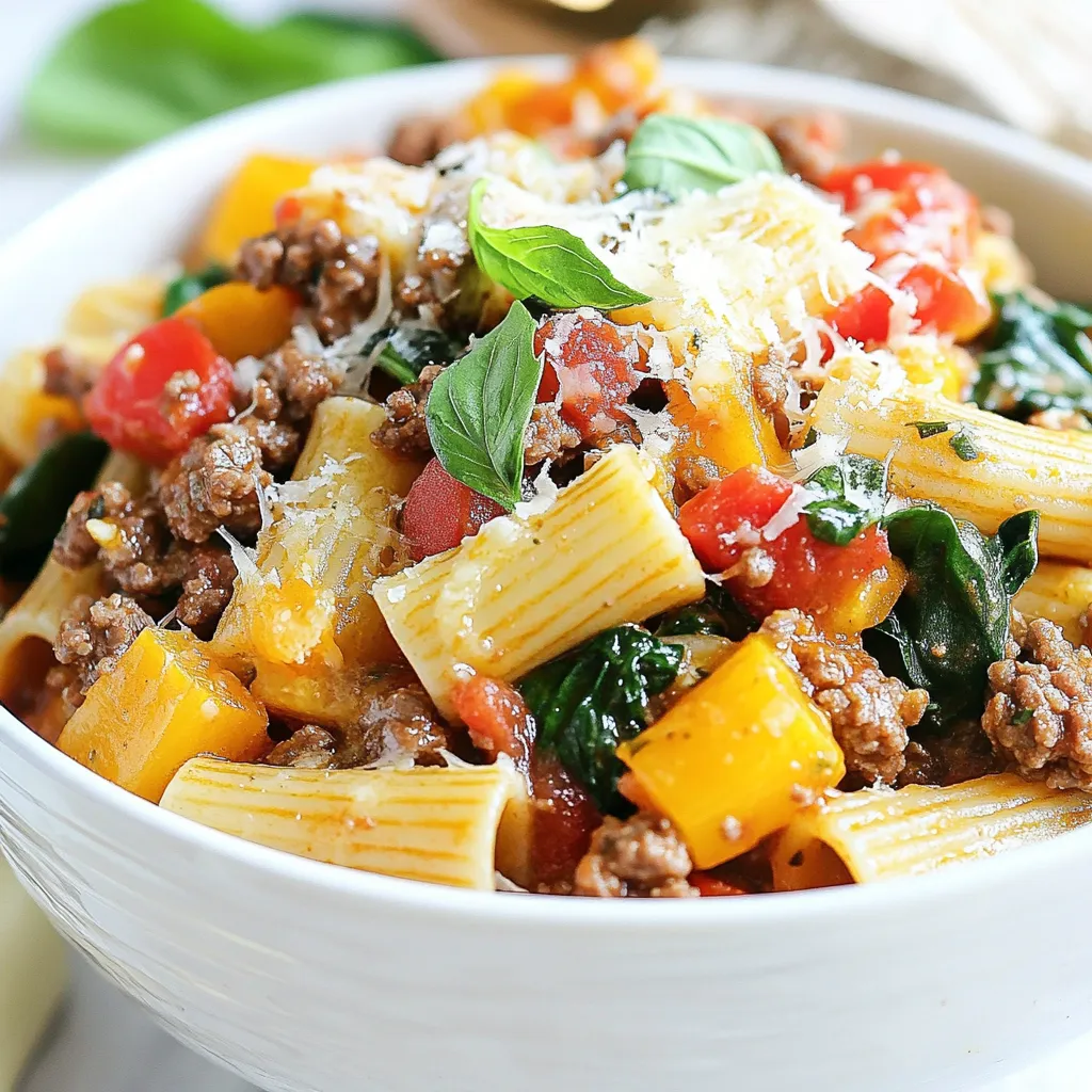 - 240 g Vollkorn-Pasta (vorzugsweise hochwertige Proteinvariante) - 450 g mageres Rinderhackfleisch (90 % mager) - 1 mittlere Zwiebel, gehackt - 2 Knoblauchzehen, fein gehackt - 1 Dose (425 g) gewürfelte Tomaten (mit Kräutern) - 240 ml natriumarme Rinderbrühe - 100 g Spinat, zerkleinert - 1 Teelöffel italienische Gewürzmischung - 1/2 Teelöffel rote Pfefferflocken (optional) - Salz und Pfeffer nach Geschmack - 50 g geriebener Parmesan (zum Servieren) - Frische Basilikumblätter (zur Garnitur) Die Verwendung von Vollkorn-Pasta macht das Gericht nahrhaft. Diese Pasta enthält mehr Ballaststoffe und unterstützt die Verdauung. Mageres Rinderhackfleisch liefert viel Protein. Es hilft, Muskeln aufzubauen und gibt dir Kraft. Die gehackte Zwiebel und der Knoblauch sorgen für einen tollen Geschmack. Sie bringen Aroma und gesunde Nährstoffe ins Gericht. Gewürfelte Tomaten bringen Frische und Farbe. Sie enthalten auch Antioxidantien, die gut für die Gesundheit sind. Spinat fügt Vitamine hinzu und macht das Gericht bunt. Jede Portion enthält viel Protein. Das Rinderhackfleisch und die Pasta sind die Hauptquellen. Vollkorn-Pasta hat etwa 15 g Protein pro 100 g. Mageres Rinderhackfleisch bringt etwa 25 g Protein pro 100 g. Zusammen ergibt das eine starke Basis. Die Zwiebel und der Knoblauch haben wenig Kalorien, aber viele Nährstoffe. Spinat ist reich an Eisen und Vitaminen. Parmesan fügt zusätzliches Protein und Geschmack hinzu, hat aber auch Fett. Diese Kombination ergibt ein ausgewogenes, nährstoffreiches Gericht. {{ingredient_image_2}} Zuerst bringe einen großen Topf mit Wasser zum Kochen. Füge reichlich Salz hinzu. Gib die Vollkorn-Pasta hinein und koche sie nach den Anweisungen auf der Verpackung. Du möchtest sie al dente, also nicht zu weich. Wenn die Pasta fertig ist, gieße sie ab und stelle sie beiseite. Erhitze eine große Pfanne bei mittlerer Hitze. Gib das mageres Rinderhackfleisch in die Pfanne. Brate das Fleisch für etwa 5 bis 7 Minuten. Zerkleinere es mit einem Kochlöffel, bis es schön gebräunt ist. Achte darauf, überschüssiges Fett abzugießen. Jetzt füge die gehackte Zwiebel und den Knoblauch in die Pfanne hinzu. Brate sie für etwa 3 bis 4 Minuten. Die Zwiebel sollte glasig werden und der Knoblauch gut riechen. Das gibt der Sauce viel Geschmack. Gieße die gewürfelten Tomaten mit ihrem Saft in die Pfanne. Füge auch die natriumarme Rinderbrühe hinzu. Rühre die italienische Gewürzmischung und die roten Pfefferflocken unter. Lass die Mischung zum Köcheln bringen und etwa 5 Minuten köcheln. Nun kommt der zerkleinerte Spinat in die Pfanne. Rühre ihn unter und warte 2 bis 3 Minuten. Der Spinat wird in der Sauce welken. Schmecke mit Salz und Pfeffer ab. Gib die gekochte Pasta in die Pfanne. Vermenge alles gut. So wird die Pasta gleichmäßig mit der Sauce und dem Rindfleisch überzogen. Verteile die Pasta auf Teller oder in Schalen. Bestreue jede Portion mit geriebenem Parmesan. Garniere die Pasta mit frischen Basilikumblättern. So sieht dein Gericht toll aus! Wähle mageres Rinderhackfleisch für dieses Rezept. Es sollte mindestens 90 % mager sein. So bleibt das Gericht gesund und proteinreich. Suche nach frischem Fleisch in deinem Supermarkt. Du kannst auch beim Metzger nachfragen. Frisches Hackfleisch hat einen helleren Farbton. Achte darauf, dass es gut durchgerührt ist. So bekommst du die beste Textur in deinem Gericht. Für die beste Pasta koche sie in viel Salzwasser. Das hilft, damit sie nicht kleben bleibt. Salze das Wasser gut, bevor du die Pasta hinzufügst. Koche die Vollkorn-Pasta nach den Anweisungen auf der Verpackung. Achte darauf, sie al dente zu garen. Das bedeutet, sie sollte innen noch leicht bissfest sein. Gieße die Pasta ab, aber spüle sie nicht. So bleibt die Stärke dran, und die Sauce haftet besser. Die italienische Gewürzmischung bringt viel Geschmack. Du kannst auch frische Kräuter wie Oregano oder Thymian hinzufügen. Rote Pfefferflocken geben eine scharfe Note. Willst du es noch würziger? Dann füge eine Prise Chili hinzu. Zum Schluss kannst du mit frischem Basilikum garnieren. Es gibt deinem Gericht eine frische Note. Experimentiere mit Gewürzen, um deinen eigenen Geschmack zu finden. Pro Tipps Qualität der Pasta: Wählen Sie eine hochwertige Vollkorn-Pasta oder eine Proteinvariante, um den Nährstoffgehalt zu erhöhen und eine bessere Textur zu erzielen. Fleisch braten: Stellen Sie sicher, dass das Rinderhackfleisch gut angebraten ist, um einen volleren Geschmack zu erhalten. Lassen Sie es bei mittlerer Hitze langsam bräunen. Frische Kräuter: Fügen Sie frische Kräuter wie Basilikum oder Oregano hinzu, um dem Gericht eine zusätzliche Geschmacksebene zu verleihen. Reste aufbewahren: Die Pasta kann bis zu 3 Tage im Kühlschrank aufbewahrt werden. Erwärmen Sie sie einfach in der Mikrowelle oder in einer Pfanne mit etwas zusätzlicher Brühe. {{image_4}} Du kannst die High-Protein Beef Pasta leicht anpassen. Ersetze das Rinderhackfleisch durch pflanzliches Hack. So wird die Pasta vegetarisch. Achte darauf, gutes pflanzliches Hack zu wählen. Es gibt viele Marken, die Protein und Geschmack bieten. Die Zubereitung bleibt gleich. Du brätst das pflanzliche Hack in der Pfanne an. Dann fügst du die Zwiebel und den Knoblauch hinzu. So bleibt der Geschmack voll und reichhaltig. Für eine glutenfreie Option nimm glutenfreie Pasta. Es gibt viele Sorten. Reisnudeln, Maisnudeln oder Linsenpasta sind gute Alternativen. Koche die Pasta nach den Anweisungen auf der Verpackung. Der Rest des Rezepts bleibt gleich. So kannst du die köstliche Sauce und das Rinderhack genießen, ohne Gluten. Möchtest du noch mehr Protein? Füge einfach einige proteinreiche Zutaten hinzu. Zum Beispiel kannst du Kichererbsen oder Linsen in die Sauce geben. Diese Zutaten sind lecker und machen das Gericht nahrhafter. Auch Quark oder griechischer Joghurt als Topping sind eine gute Wahl. Sie geben eine cremige Note und erhöhen den Proteingehalt. Experimentiere mit verschiedenen Zutaten, um deine perfekte Version zu finden! Um die Reste deiner High-Protein Beef Pasta frisch zu halten, lege sie in einen luftdichten Behälter. Lass die Pasta zuerst auf Raumtemperatur abkühlen. Dann verschließe den Behälter gut. So bleibt der Geschmack erhalten. Lagere die Reste im Kühlschrank. Sie sind bis zu drei Tage haltbar. Wenn du die Pasta länger aufbewahren möchtest, friere sie ein. Teile die Pasta in Portionen. Verwende gefrierfreundliche Behälter oder Beutel. Achte darauf, die Luft herauszudrücken, um Gefrierbrand zu vermeiden. So hält sich die Pasta bis zu drei Monate. Beschrifte die Beutel mit dem Datum. Dies hilft dir, die frischesten Portionen zuerst zu verwenden. Um die Pasta wieder aufzuwärmen, verwende die Mikrowelle oder den Herd. Bei der Mikrowelle stelle die Leistung auf mittlere Stufe. Erwärme die Pasta in kurzen Intervallen. Rühre zwischendurch um, damit sie gleichmäßig warm wird. Auf dem Herd kannst du etwas Wasser oder Brühe hinzufügen. So bleibt die Pasta saftig. Achte darauf, sie nicht zu lange zu erhitzen, um die Textur zu bewahren. Diese Pasta enthält viel Protein. Die Kombination aus Rinderhackfleisch und Vollkorn-Pasta sorgt dafür. In einer Portion findest du etwa 30 Gramm Protein. Dies hilft, Muskeln aufzubauen und zu reparieren. Die genaue Menge kann je nach Marke der Pasta und des Fleisches variieren. Ja, du kannst die Pasta im Voraus zubereiten. Koche die Pasta und die Sauce getrennt. Lass sie abkühlen und lagere sie in einem luftdichten Behälter. So bleibt die Pasta frisch. Du kannst die fertige Mahlzeit bis zu drei Tage im Kühlschrank aufbewahren. Ein frischer Salat passt gut zu dieser Pasta. Du kannst auch gedünstetes Gemüse wie Brokkoli oder grüne Bohnen servieren. Ein knuspriges Baguette könnte ebenfalls gut dazu passen. Diese Beilagen runden das Gericht ab und sorgen für mehr Nährstoffe. Ja, dieses Rezept ist ideal für Meal Prep. Du kannst mehrere Portionen auf einmal zubereiten. Teile die Pasta in Behälter auf und friere sie ein. So hast du gesunde Mahlzeiten für die Woche. Erwärme einfach die Portionen, wenn du Hunger hast. Die High-Protein Beef Pasta ist einfach zuzubereiten und steckt voller gesunder Zutaten. Wir haben die Hauptzutaten, ihre Nährwerte und spezielle Auswahl-Tipps besprochen. Die Schritt-für-Schritt-Anleitung führt von der perfekten Pasta bis zum Servieren. Variationen bieten Alternativen wie vegetarische Optionen und glutenfreie Pasta. Vergessen Sie nicht, die Reste richtig zu lagern. Dieses Rezept passt gut zu vielen Beilagen. Genießen Sie eine köstliche und nahrhafte Mahlzeit, die einfach Spaß macht und gut schmeckt!