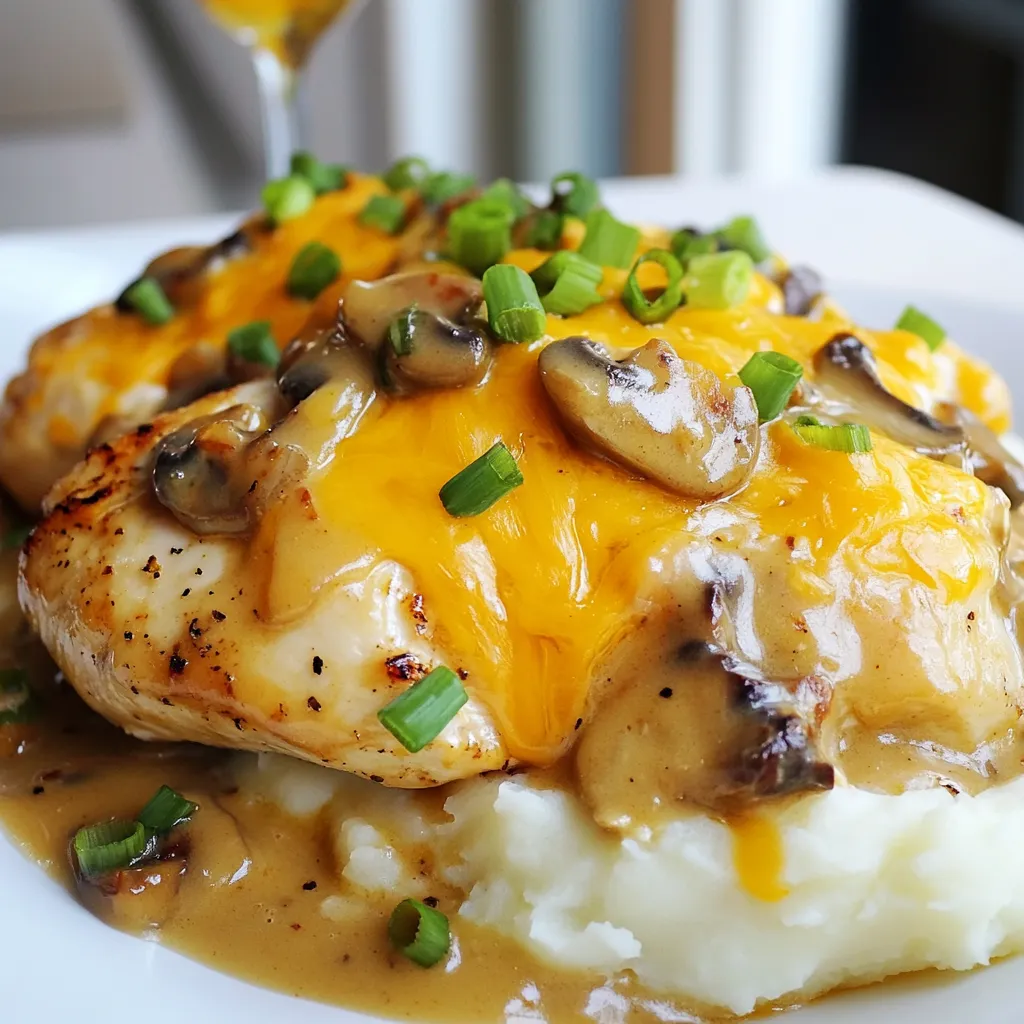 - 4 Hähnchenbrustfilets ohne Haut und Knochen - 1 Teelöffel Knoblauchpulver - 1 Teelöffel Zwiebelpulver - 1 Teelöffel Paprika - Salz und Pfeffer nach Geschmack - 2 Esslöffel Olivenöl Du brauchst frische Hähnchenbrustfilets für dieses Rezept. Achte darauf, dass sie gut gewürzt sind. Die Gewürze bringen viel Geschmack. Paprika gibt eine schöne Farbe. Salz und Pfeffer sind wichtig für den Geschmack. - 1 Teelöffel getrockneter Thymian Thymian ist ein tolles Kraut für das Hähnchen. Es hat einen milden, aber aromatischen Geschmack. Du kannst auch andere Kräuter verwenden, wenn du magst. Petersilie oder Oregano passen gut dazu. - 1 mittelgroße Zwiebel, in Scheiben geschnitten - 2 Tassen Champignons, in Scheiben geschnitten - 1 Tasse Hühnerbrühe - 1 Tasse Schlagsahne - 1 Esslöffel Worcestershire-Sauce - ½ Tasse geriebener Cheddar-Käse - ¼ Tasse gehackte Frühlingszwiebeln zur Garnierung Die Zwiebel und die Champignons geben der Sauce viel Geschmack. Hühnerbrühe macht sie schön würzig. Schlagsahne sorgt für die cremige Konsistenz. Cheddar-Käse schmilzt und macht das Gericht extra lecker. Du kannst die Frühlingszwiebeln am Ende hinzufügen, um Farbe und Frische zu bekommen. {{ingredient_image_2}} Zuerst bereiten wir das Hähnchen vor. Nehmen Sie die Hähnchenbrustfilets und würzen Sie sie gut. Verwenden Sie Knoblauchpulver, Zwiebelpulver, Paprika, Salz und Pfeffer. So erhält das Hähnchen viel Geschmack. Jetzt braten wir das Hähnchen. Erhitzen Sie das Olivenöl in einer großen Pfanne. Legen Sie die gewürzten Hähnchenbrustfilets hinein. Braten Sie sie für 6-7 Minuten auf jeder Seite. Die Hähnchenbrust sollte goldbraun und durchgegart sein. Nehmen Sie das Hähnchen dann aus der Pfanne und legen Sie es beiseite. In derselben Pfanne braten wir das Gemüse an. Fügen Sie die geschnittenen Zwiebeln und Champignons hinzu. Sautieren Sie das Gemüse für etwa 5-6 Minuten. Die Zwiebeln sollten durchsichtig und die Champignons leicht gebräunt sein. Nun machen wir die Soße. Gießen Sie die Hühnerbrühe in die Pfanne. Kratzen Sie die braunen Stücke vom Boden ab, das gibt Geschmack. Rühren Sie die Schlagsahne, Worcestershire-Sauce und den Thymian ein. Lassen Sie die Mischung für 3-4 Minuten köcheln. Jetzt kombinieren wir alles. Legen Sie die Hähnchenbrustfilets zurück in die Pfanne. Drücken Sie sie leicht in die Soße. Streuen Sie den geriebenen Cheddar-Käse gleichmäßig darüber. Decken Sie die Pfanne ab und lassen Sie alles bei niedriger Hitze für 5-7 Minuten simmern. Der Käse sollte schmelzen. Vor dem Servieren garnieren Sie das Gericht mit gehackten Frühlingszwiebeln. Das sieht toll aus und schmeckt fantastisch! Die Gewürze machen das Hähnchen besonders lecker. Ich empfehle, die Hähnchenbrustfilets gut zu würzen. Verwenden Sie einen Teelöffel Knoblauchpulver, Zwiebelpulver und Paprika. Fügen Sie Salz und Pfeffer nach Geschmack hinzu. Mischen Sie die Gewürze gut, damit sie gleichmäßig verteilt sind. So bekommt jedes Stück Hähnchen den vollen Geschmack. Um trockene Hähnchenbrust zu vermeiden, braten Sie das Hähnchen nur so lange, bis es goldbraun ist. Dies dauert etwa 6-7 Minuten pro Seite. Verwenden Sie Olivenöl, um das Hähnchen saftig zu halten. Achten Sie darauf, die Hitze nicht zu hoch einzustellen. Zu hohe Hitze kann das Hähnchen austrocknen. Die Präsentation ist wichtig, um das Gericht ansprechend zu servieren. Ich empfehle, das Hähnchen auf einem Bett aus Kartoffelpüree oder Reis zu servieren. Löffeln Sie die Pilz- und Zwiebelsauce großzügig darüber. Garnieren Sie das Gericht mit frischen, gehackten Frühlingszwiebeln. Dies bringt Farbe und Frische auf den Teller. Pro Tips Hähnchen gleichmäßig braten: Stellen Sie sicher, dass die Hähnchenbrustfilets gleichmäßig gewürzt sind und die Pfanne heiß genug ist, um ein gutes Anbraten zu gewährleisten. So bleibt das Fleisch saftig und zart. Variieren Sie das Gemüse: Experimentieren Sie mit verschiedenen Gemüsesorten wie Paprika oder Zucchini, um der Soße zusätzliche Farben und Aromen zu verleihen. Käsevariation: Anstelle von Cheddar können Sie auch Gouda oder Mozzarella verwenden, um unterschiedliche Geschmäcker und Texturen in das Gericht zu integrieren. Perfekte Soßenkonsistenz: Wenn die Soße zu dick wird, fügen Sie einfach einen zusätzlichen Schuss Hühnerbrühe oder etwas Milch hinzu, um die gewünschte Konsistenz zu erreichen. {{image_4}} Wenn du eine vegetarische Option suchst, probier die Champignon- oder Tofuversion. Nutze einfach die gleichen Schritte, aber ersetze das Hähnchen durch festes Tofu oder mehr Champignons. Achte darauf, die Champignons gut zu braten. Das bringt ihren vollen Geschmack. Für Tofu schneide ihn in Würfel und brate ihn, bis er goldbraun ist. Diese Alternativen sind lecker und bieten eine gesunde Wahl. Wenn du es scharf magst, füge Jalapeños oder scharfe Sauce hinzu. Du kannst frische Jalapeños in Scheiben schneiden und sie während des Anbratens des Gemüses hinzufügen. Alternativ kannst du auch einen Löffel scharfer Sauce in die Soße rühren. Diese kleinen Änderungen bringen viel Geschmack und machen das Gericht aufregender. Probiere diese Variante für einen würzigen Kick! Um das Gericht zu vervollständigen, wähle passende Beilagen. Cremiges Kartoffelpüree ist ein klassischer Begleiter. Es nimmt die leckere Soße gut auf. Reis ist eine weitere großartige Option. Du kannst auch gedämpftes Gemüse oder einen frischen Salat anbieten. Diese Beilagen machen dein Dinner bunt und sättigend. Wähle, was dir am besten gefällt, und genieße dein Essen! Um die Reste von Smothered Chicken richtig aufzubewahren, lassen Sie das Gericht zuerst abkühlen. Legen Sie das Hähnchen mit der Soße in einen luftdichten Behälter. Stellen Sie sicher, dass der Behälter gut verschlossen ist, um die Frische zu bewahren. Reste halten sich im Kühlschrank bis zu drei Tage. Wenn Sie das Gericht länger aufbewahren möchten, können Sie es auch einfrieren. Teilen Sie das Smothered Chicken in Portionen auf. Verwenden Sie gefriergeeignete Behälter oder Beutel. Achten Sie darauf, so viel Luft wie möglich zu entfernen. Das Gericht kann bis zu drei Monate im Gefrierfach bleiben. Um das Smothered Chicken wieder aufzuwärmen, nehmen Sie es aus dem Kühlschrank oder Gefrierfach. Wenn es gefroren ist, lassen Sie es über Nacht im Kühlschrank auftauen. Zum Aufwärmen verwenden Sie eine Pfanne bei mittlerer Hitze oder die Mikrowelle. Achten Sie darauf, die Soße gut durchzurühren, damit das Hähnchen gleichmäßig heiß wird. Fügen Sie bei Bedarf etwas Wasser oder Brühe hinzu, um die Soße cremig zu halten. Die Zubereitung von Smothered Chicken dauert insgesamt etwa 30 Minuten. Du kannst in 10 Minuten alles vorbereiten. Das eigentliche Kochen braucht dann nur noch 20 Minuten. So hast du schnell ein leckeres Essen auf dem Tisch. Ja, du kannst das Hühnerfleisch im Voraus marinieren. Eine Marinierzeit von 30 Minuten bis zu 24 Stunden bringt mehr Geschmack. Bewahre das marinierte Huhn im Kühlschrank auf. So wird es zart und lecker, wenn du es zubereitest. Als Beilage passen viele Dinge gut zu Smothered Chicken. Hier sind einige Vorschläge: - Cremiges Kartoffelpüree - Reis - Gedämpftes Gemüse - Salat Jede dieser Beilagen ergänzt das Huhn perfekt und macht das Gericht noch besser. Ja, dieses Rezept ist glutenfrei. Die Zutaten enthalten kein Gluten. Achte aber darauf, dass die Hühnerbrühe auch glutenfrei ist, falls du eine gekaufte verwendest. So kannst du das Gericht ohne Sorgen genießen. Smothered Chicken ist ein leckeres und einfaches Gericht. Wir haben die Zutaten, die Zubereitung und viele Tipps geteilt. Vergessen Sie nicht, verschiedene Varianten auszuprobieren, um das Gericht anzupassen. Lagern Sie Reste richtig, damit sie frisch bleiben. Kochen kann Spaß machen, und es gibt viele Möglichkeiten, kreativ zu sein. Genießen Sie Ihre Mahlzeit!