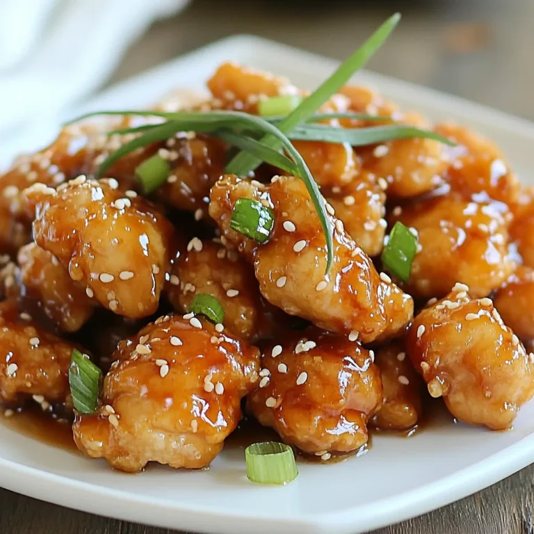 Für dieses leckere Gericht brauchst du: - 500g Hähnchenbrust, in mundgerechte Stücke geschnitten - 1/2 Tasse Maisstärke - 1/4 Tasse Pflanzenöl zum Frittieren - 1/3 Tasse Honig - 2 Esslöffel Sojasauce - 1 Esslöffel Reisessig - 1 Esslöffel Sesamöl - 2 Knoblauchzehen, fein gehackt - 1 Teelöffel Ingwer, gerieben - 1 Esslöffel Sesamsamen - 2 Frühlingszwiebeln, in Ringe geschnitten zur Garnierung - Salz und Pfeffer nach Geschmack Diese Zutaten geben dem Gericht seinen süßen und herzhaften Geschmack. Möchtest du das Gericht etwas aufpeppen? Hier sind einige optionale Zutaten: - Gemüse wie Brokkoli oder Paprika - Chili für etwas Schärfe - Erdnüsse für zusätzlichen Crunch Diese Zutaten bringen mehr Farbe und Geschmack ins Spiel. Um dein Honig-Sesam-Hühnchen zu vervollständigen, schau dir diese Beilagen an: - Gedämpfter Reis - Gebratene Nudeln - Frischer Salat mit Sesamdressing Diese Beilagen passen perfekt zu deinem Hauptgericht und machen die Mahlzeit noch köstlicher. {{ingredient_image_2}} Zuerst nehmen Sie 500g Hähnchenbrust und schneiden sie in mundgerechte Stücke. Würzen Sie die Stücke mit einer Prise Salz und Pfeffer. Nehmen Sie dann 1/2 Tasse Maisstärke. Tauchen Sie jedes Stück Hähnchen in die Maisstärke. Achten Sie darauf, dass die Stücke gleichmäßig bedeckt sind. Klopfen Sie die überschüssige Maisstärke leicht ab. So wird das Hähnchen schön knusprig. Nehmen Sie eine große Pfanne oder einen Wok. Erhitzen Sie 1/4 Tasse Pflanzenöl bei mittlerer bis hoher Hitze. Um zu testen, ob das Öl heiß genug ist, legen Sie ein kleines Stück Hähnchen hinein. Es sollte sofort zischend reagieren. Geben Sie die Hähnchenstücke portionsweise in die Pfanne. Frittieren Sie die Stücke, bis sie goldbraun sind, etwa 5-7 Minuten pro Portion. Nehmen Sie das Hähnchen mit einem Schaumlöffel heraus und lassen Sie es auf Küchenpapier abtropfen. Jetzt kommt der beste Teil! Nehmen Sie einen kleinen Topf und geben Sie 1/3 Tasse Honig, 2 Esslöffel Sojasauce, 1 Esslöffel Reisessig und 1 Esslöffel Sesamöl hinein. Fügen Sie auch 2 fein gehackte Knoblauchzehen und 1 Teelöffel geriebenen Ingwer hinzu. Kochen Sie die Mischung bei mittlerer Hitze, bis sie leicht eindickt. Rühren Sie dabei gelegentlich um. Wenn die Sauce fertig ist, fügen Sie das frittiertes Hähnchen hinzu. Wenden Sie es vorsichtig, damit das Hähnchen mit der Sauce bedeckt wird. Lassen Sie alles bei niedriger Hitze für 2-3 Minuten köcheln. Jetzt sind Sie bereit, das Honig-Sesam-Hühnchen zu genießen! Frittieren kann knifflig sein. Hier sind einige Tipps, um Fehler zu vermeiden: - Öltemperatur: Achte darauf, dass das Öl heiß genug ist. Ein kleines Stück Hähnchen darf zischend reagieren. - Portionen frittieren: Frittiere das Hähnchen in kleinen Gruppen. So bleibt die Hitze konstant und das Hähnchen wird gleichmäßig knusprig. - Öl nicht überfüllen: Überfülle die Pfanne nicht. Zu viele Stücke senken die Temperatur des Öls und machen das Hähnchen fettig. Die Honig-Sesam-Sauce ist der Star. Hier sind Tipps, um sie perfekt zu machen: - Zutaten gut vermengen: Mische alle Sauce-Zutaten gleichmäßig. So erhältst du einen tollen Geschmack. - Nicht zu lange kochen: Koche die Sauce nur, bis sie leicht eindickt. Zu langes Kochen kann sie anbrennen. - Umrühren: Rühre die Sauce regelmäßig, damit sie nicht am Boden ansetzt. Eine schöne Präsentation macht das Gericht besonders. Hier sind einige Ideen: - Tellerwahl: Wähle einen schönen Teller für das Servieren. Ein heller Teller hebt die Farben hervor. - Garnieren: Streue frische Frühlingszwiebeln und Sesamsamen darüber. Das sieht toll aus und gibt zusätzlichen Geschmack. - Beilagen: Serviere das Hähnchen mit Reis oder frischem Gemüse. Das macht das Essen bunt und lecker. Pro Tipps Hähnchen Marinieren: Lassen Sie die Hähnchenstücke vor dem Frittieren mindestens 30 Minuten im Kühlschrank marinieren, um die Aromen zu intensivieren. Öl Temperatur Überprüfen: Verwenden Sie ein Küchenthermometer, um die Öltemperatur genau zu überprüfen. Ideal ist 180°C für das perfekte Frittieren. Variieren Sie die Sauce: Fügen Sie zusätzlich Chili oder andere Gewürze zur Sauce hinzu, um einen scharfen Kick zu erhalten, der das Gericht aufregender macht. Servieren mit Beilagen: Servieren Sie das Honig-Sesam-Hühnchen mit gedämpftem Reis oder Gemüse für eine ausgewogene Mahlzeit. {{image_4}} Wenn Sie kein Hähnchen mögen, gibt es viele Alternativen. Probieren Sie Tofu für eine pflanzliche Option. Tofu nimmt die Aromen gut auf. Sie können auch Garnelen verwenden. Garnelen sind schnell zu kochen und lecker. Für eine deftige Wahl nehmen Sie Schweinefleisch. Es hat einen tollen Geschmack in der Honigglasur. Um eine vegane Version zu machen, ersetzen Sie das Hähnchen durch Seitan oder Tempeh. Diese Optionen sind proteinreich und machen das Gericht herzhaft. Für die Sauce verwenden Sie Agavendicksaft statt Honig. Kombinieren Sie ihn mit Sojasauce und Essig. Das gibt einen süßen und salzigen Geschmack. Frittieren Sie den Seitan oder Tempeh, bis er knusprig ist. So wird das Gericht ebenso köstlich. Wenn Sie es scharf mögen, fügen Sie rote Paprikaflocken hinzu. Mischen Sie sie in die Sauce, um mehr Hitze zu bekommen. Sie können auch frische Chili verwenden. Schneiden Sie sie klein und geben Sie sie in die Sauce. Für noch mehr Geschmack probieren Sie Sriracha-Sauce. Geben Sie etwas Sriracha in die Mischung. So wird Ihr Honig-Sesam-Hühnchen schön scharf und aufregend. Um Reste von Honig-Sesam-Hühnchen zu lagern, verwende einen luftdichten Behälter. Lass das Hühnchen zunächst auf Raumtemperatur abkühlen. Danach decke den Behälter gut ab. So bleibt das Gericht frisch und lecker. Wenn du das Hühnchen wieder aufwärmen möchtest, nutze die Mikrowelle oder die Pfanne. In der Mikrowelle erwärmst du es in kurzen Intervallen. In der Pfanne erhitze es bei geringer Hitze. So bleibt das Hühnchen saftig. Vergiss nicht, etwas Wasser oder Brühe hinzuzufügen, um das Austrocknen zu verhindern. Im Kühlschrank hält sich das Honig-Sesam-Hühnchen etwa 3 bis 4 Tage. Im Gefrierfach kann es bis zu 3 Monate aufbewahrt werden. Um die beste Qualität zu sichern, verpacke das Hühnchen gut. Achte darauf, das Datum zu kennzeichnen, damit du es nicht vergisst. Du kannst Honig-Sesam-Hühnchen mit verschiedenen Gewürzen anpassen. Eine einfache Möglichkeit ist, mehr Knoblauch oder Ingwer hinzuzufügen. Du kannst auch Chili-Flocken für einen scharfen Kick verwenden. Ein Spritzer Limettensaft bringt frische Noten ins Spiel. Experimentiere mit der Sojasauce. Dunkle Sojasauce hat einen stärkeren Geschmack. Das gibt deinem Gericht mehr Tiefe. Ja, du kannst Honig-Sesam-Hühnchen im Voraus zubereiten. Koche das Hähnchen und die Sauce wie beschrieben. Lass alles abkühlen und lagere es in einem luftdichten Behälter. Im Kühlschrank bleibt es bis zu drei Tage frisch. Am besten ist es, das Hähnchen kurz vor dem Servieren anzubraten. So bleibt es knusprig. Zu Honig-Sesam-Hühnchen passen viele Beilagen. Hier sind einige Ideen: - Gedämpfter Reis - Gebratene Nudeln - Frisches Gemüse - Ein knackiger Salat - Gebratene Brokkoli Wähle Beilagen, die die Aromen ergänzen. So wird dein Essen noch besser. Honig-Sesam-Hühnchen ist ein einfaches und leckeres Gericht. Wir haben die Hauptzutaten, die Zubereitung und nützliche Tipps besprochen. Sie gelernt, wie man perfekt frittierte Hähnchenstücke zubereitet und die köstliche Honig-Sesam-Sauce macht. Denken Sie daran, die Reste gut zu lagern und wieder aufzuwärmen. Variationen haben wir auch angesprochen. Probieren Sie verschiedene Varianten aus und passen Sie das Rezept nach Ihrem Geschmack an. Kochen macht Spaß und bringt Freude. Guten Appetit!