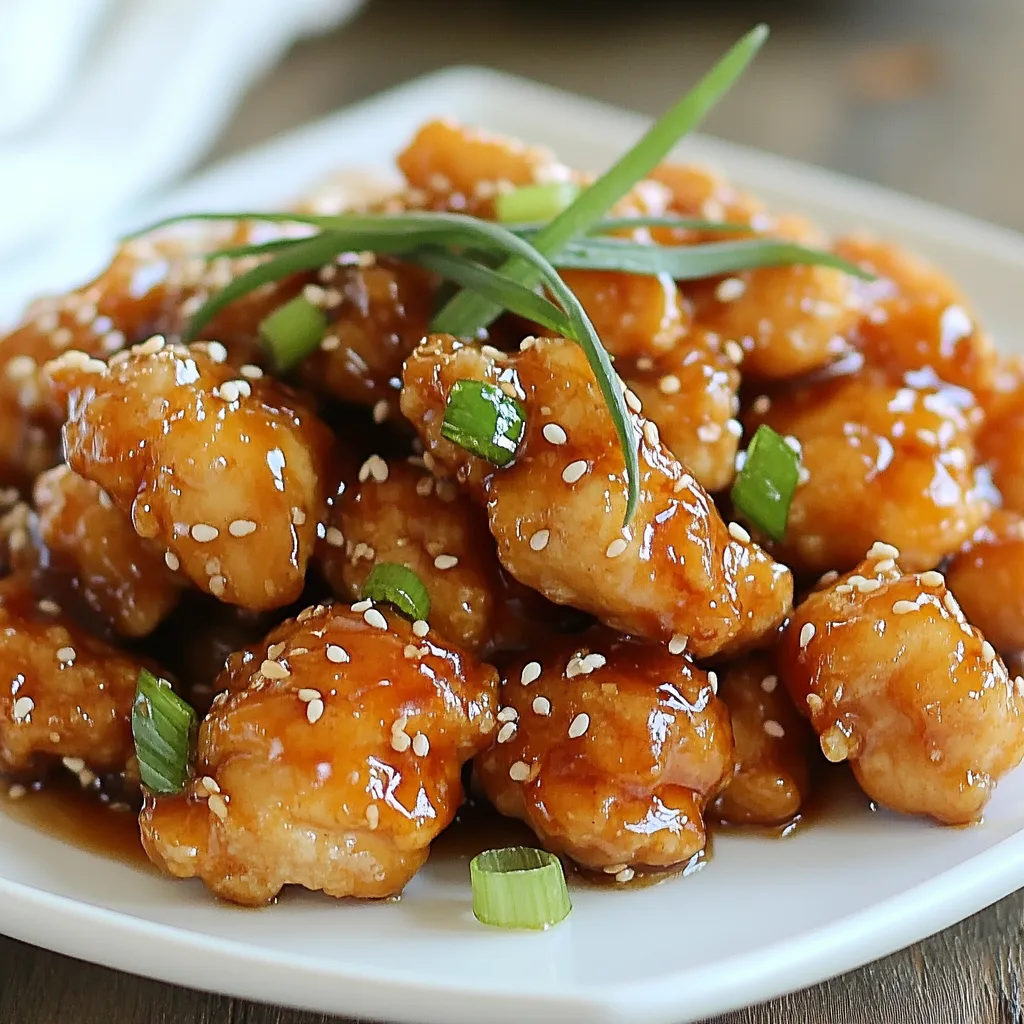 Für dieses leckere Gericht brauchst du: - 500g Hähnchenbrust, in mundgerechte Stücke geschnitten - 1/2 Tasse Maisstärke - 1/4 Tasse Pflanzenöl zum Frittieren - 1/3 Tasse Honig - 2 Esslöffel Sojasauce - 1 Esslöffel Reisessig - 1 Esslöffel Sesamöl - 2 Knoblauchzehen, fein gehackt - 1 Teelöffel Ingwer, gerieben - 1 Esslöffel Sesamsamen - 2 Frühlingszwiebeln, in Ringe geschnitten zur Garnierung - Salz und Pfeffer nach Geschmack Diese Zutaten geben dem Gericht seinen süßen und herzhaften Geschmack. Möchtest du das Gericht etwas aufpeppen? Hier sind einige optionale Zutaten: - Gemüse wie Brokkoli oder Paprika - Chili für etwas Schärfe - Erdnüsse für zusätzlichen Crunch Diese Zutaten bringen mehr Farbe und Geschmack ins Spiel. Um dein Honig-Sesam-Hühnchen zu vervollständigen, schau dir diese Beilagen an: - Gedämpfter Reis - Gebratene Nudeln - Frischer Salat mit Sesamdressing Diese Beilagen passen perfekt zu deinem Hauptgericht und machen die Mahlzeit noch köstlicher. {{ingredient_image_2}} Zuerst nehmen Sie 500g Hähnchenbrust und schneiden sie in mundgerechte Stücke. Würzen Sie die Stücke mit einer Prise Salz und Pfeffer. Nehmen Sie dann 1/2 Tasse Maisstärke. Tauchen Sie jedes Stück Hähnchen in die Maisstärke. Achten Sie darauf, dass die Stücke gleichmäßig bedeckt sind. Klopfen Sie die überschüssige Maisstärke leicht ab. So wird das Hähnchen schön knusprig. Nehmen Sie eine große Pfanne oder einen Wok. Erhitzen Sie 1/4 Tasse Pflanzenöl bei mittlerer bis hoher Hitze. Um zu testen, ob das Öl heiß genug ist, legen Sie ein kleines Stück Hähnchen hinein. Es sollte sofort zischend reagieren. Geben Sie die Hähnchenstücke portionsweise in die Pfanne. Frittieren Sie die Stücke, bis sie goldbraun sind, etwa 5-7 Minuten pro Portion. Nehmen Sie das Hähnchen mit einem Schaumlöffel heraus und lassen Sie es auf Küchenpapier abtropfen. Jetzt kommt der beste Teil! Nehmen Sie einen kleinen Topf und geben Sie 1/3 Tasse Honig, 2 Esslöffel Sojasauce, 1 Esslöffel Reisessig und 1 Esslöffel Sesamöl hinein. Fügen Sie auch 2 fein gehackte Knoblauchzehen und 1 Teelöffel geriebenen Ingwer hinzu. Kochen Sie die Mischung bei mittlerer Hitze, bis sie leicht eindickt. Rühren Sie dabei gelegentlich um. Wenn die Sauce fertig ist, fügen Sie das frittiertes Hähnchen hinzu. Wenden Sie es vorsichtig, damit das Hähnchen mit der Sauce bedeckt wird. Lassen Sie alles bei niedriger Hitze für 2-3 Minuten köcheln. Jetzt sind Sie bereit, das Honig-Sesam-Hühnchen zu genießen! Frittieren kann knifflig sein. Hier sind einige Tipps, um Fehler zu vermeiden: - Öltemperatur: Achte darauf, dass das Öl heiß genug ist. Ein kleines Stück Hähnchen darf zischend reagieren. - Portionen frittieren: Frittiere das Hähnchen in kleinen Gruppen. So bleibt die Hitze konstant und das Hähnchen wird gleichmäßig knusprig. - Öl nicht überfüllen: Überfülle die Pfanne nicht. Zu viele Stücke senken die Temperatur des Öls und machen das Hähnchen fettig. Die Honig-Sesam-Sauce ist der Star. Hier sind Tipps, um sie perfekt zu machen: - Zutaten gut vermengen: Mische alle Sauce-Zutaten gleichmäßig. So erhältst du einen tollen Geschmack. - Nicht zu lange kochen: Koche die Sauce nur, bis sie leicht eindickt. Zu langes Kochen kann sie anbrennen. - Umrühren: Rühre die Sauce regelmäßig, damit sie nicht am Boden ansetzt. Eine schöne Präsentation macht das Gericht besonders. Hier sind einige Ideen: - Tellerwahl: Wähle einen schönen Teller für das Servieren. Ein heller Teller hebt die Farben hervor. - Garnieren: Streue frische Frühlingszwiebeln und Sesamsamen darüber. Das sieht toll aus und gibt zusätzlichen Geschmack. - Beilagen: Serviere das Hähnchen mit Reis oder frischem Gemüse. Das macht das Essen bunt und lecker. Pro Tipps Hähnchen Marinieren: Lassen Sie die Hähnchenstücke vor dem Frittieren mindestens 30 Minuten im Kühlschrank marinieren, um die Aromen zu intensivieren. Öl Temperatur Überprüfen: Verwenden Sie ein Küchenthermometer, um die Öltemperatur genau zu überprüfen. Ideal ist 180°C für das perfekte Frittieren. Variieren Sie die Sauce: Fügen Sie zusätzlich Chili oder andere Gewürze zur Sauce hinzu, um einen scharfen Kick zu erhalten, der das Gericht aufregender macht. Servieren mit Beilagen: Servieren Sie das Honig-Sesam-Hühnchen mit gedämpftem Reis oder Gemüse für eine ausgewogene Mahlzeit. {{image_4}} Wenn Sie kein Hähnchen mögen, gibt es viele Alternativen. Probieren Sie Tofu für eine pflanzliche Option. Tofu nimmt die Aromen gut auf. Sie können auch Garnelen verwenden. Garnelen sind schnell zu kochen und lecker. Für eine deftige Wahl nehmen Sie Schweinefleisch. Es hat einen tollen Geschmack in der Honigglasur. Um eine vegane Version zu machen, ersetzen Sie das Hähnchen durch Seitan oder Tempeh. Diese Optionen sind proteinreich und machen das Gericht herzhaft. Für die Sauce verwenden Sie Agavendicksaft statt Honig. Kombinieren Sie ihn mit Sojasauce und Essig. Das gibt einen süßen und salzigen Geschmack. Frittieren Sie den Seitan oder Tempeh, bis er knusprig ist. So wird das Gericht ebenso köstlich. Wenn Sie es scharf mögen, fügen Sie rote Paprikaflocken hinzu. Mischen Sie sie in die Sauce, um mehr Hitze zu bekommen. Sie können auch frische Chili verwenden. Schneiden Sie sie klein und geben Sie sie in die Sauce. Für noch mehr Geschmack probieren Sie Sriracha-Sauce. Geben Sie etwas Sriracha in die Mischung. So wird Ihr Honig-Sesam-Hühnchen schön scharf und aufregend. Um Reste von Honig-Sesam-Hühnchen zu lagern, verwende einen luftdichten Behälter. Lass das Hühnchen zunächst auf Raumtemperatur abkühlen. Danach decke den Behälter gut ab. So bleibt das Gericht frisch und lecker. Wenn du das Hühnchen wieder aufwärmen möchtest, nutze die Mikrowelle oder die Pfanne. In der Mikrowelle erwärmst du es in kurzen Intervallen. In der Pfanne erhitze es bei geringer Hitze. So bleibt das Hühnchen saftig. Vergiss nicht, etwas Wasser oder Brühe hinzuzufügen, um das Austrocknen zu verhindern. Im Kühlschrank hält sich das Honig-Sesam-Hühnchen etwa 3 bis 4 Tage. Im Gefrierfach kann es bis zu 3 Monate aufbewahrt werden. Um die beste Qualität zu sichern, verpacke das Hühnchen gut. Achte darauf, das Datum zu kennzeichnen, damit du es nicht vergisst. Du kannst Honig-Sesam-Hühnchen mit verschiedenen Gewürzen anpassen. Eine einfache Möglichkeit ist, mehr Knoblauch oder Ingwer hinzuzufügen. Du kannst auch Chili-Flocken für einen scharfen Kick verwenden. Ein Spritzer Limettensaft bringt frische Noten ins Spiel. Experimentiere mit der Sojasauce. Dunkle Sojasauce hat einen stärkeren Geschmack. Das gibt deinem Gericht mehr Tiefe. Ja, du kannst Honig-Sesam-Hühnchen im Voraus zubereiten. Koche das Hähnchen und die Sauce wie beschrieben. Lass alles abkühlen und lagere es in einem luftdichten Behälter. Im Kühlschrank bleibt es bis zu drei Tage frisch. Am besten ist es, das Hähnchen kurz vor dem Servieren anzubraten. So bleibt es knusprig. Zu Honig-Sesam-Hühnchen passen viele Beilagen. Hier sind einige Ideen: - Gedämpfter Reis - Gebratene Nudeln - Frisches Gemüse - Ein knackiger Salat - Gebratene Brokkoli Wähle Beilagen, die die Aromen ergänzen. So wird dein Essen noch besser. Honig-Sesam-Hühnchen ist ein einfaches und leckeres Gericht. Wir haben die Hauptzutaten, die Zubereitung und nützliche Tipps besprochen. Sie gelernt, wie man perfekt frittierte Hähnchenstücke zubereitet und die köstliche Honig-Sesam-Sauce macht. Denken Sie daran, die Reste gut zu lagern und wieder aufzuwärmen. Variationen haben wir auch angesprochen. Probieren Sie verschiedene Varianten aus und passen Sie das Rezept nach Ihrem Geschmack an. Kochen macht Spaß und bringt Freude. Guten Appetit!