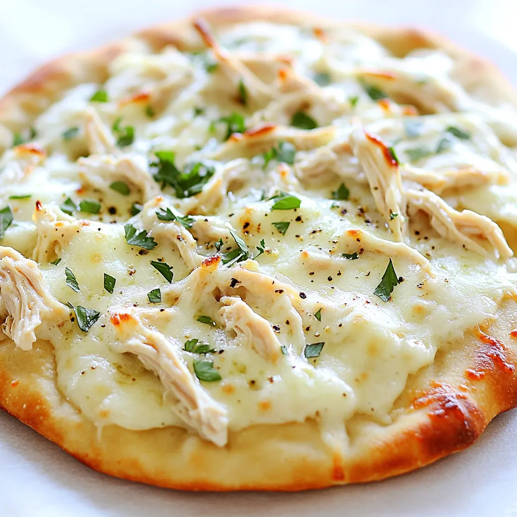 Köstliches Chicken Alfredo Flatbread Einfache Zubereitung