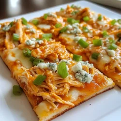 - 2 große Fladenbrote oder Naan - 1 Tasse gekochtes Hähnchen, zerrupft - 1/2 Tasse Buffalo-Sauce (nach Geschmack anpassen) - 1 Tasse Mozzarella-Käse, gerieben Diese Zutaten sind die Basis für dein Buffalo Chicken Fladenbrot. Das Hähnchen bringt Protein und Geschmack. Die Buffalo-Sauce sorgt für die richtige Würze und Schärfe. Der Mozzarella-Käse schmilzt schön und macht das Gericht cremig. - 1/2 Tasse Blauschimmelkäse, zerbröckelt - 1/4 Tasse Frühlingszwiebeln, in Ringe geschnitten - 1 Esslöffel Olivenöl - Salz und Pfeffer nach Geschmack - Frischer Koriander zur Garnitur Du kannst Blauschimmelkäse hinzufügen, um einen kräftigen Geschmack zu erhalten. Frühlingszwiebeln geben Frische und einen schönen Crunch. Olivenöl hilft, das Fladenbrot knusprig zu machen. Koriander bringt ein tolles Aroma, wenn du es magst. Eine Portion hat etwa: - Kalorien: 300 - Fett: 15g - Kohlenhydrate: 30g - Protein: 20g Diese Nährwerte können je nach Zutaten variieren. Es ist eine gute Option für ein schnelles Abendessen oder einen Snack. {{ingredient_image_2}} Heize zuerst den Ofen auf 230°C (450°F) vor. Das hilft, die Fladenbrote knusprig zu machen. Während der Ofen warm wird, kannst du die anderen Schritte vorbereiten. Nimm eine große Schüssel und füge das zerrupfte Hähnchen hinzu. Gieße die Buffalo-Sauce darüber. Mische alles gut, sodass das Hähnchen gleichmäßig bedeckt ist. Vergiss nicht, nach Geschmack mit Salz und Pfeffer zu würzen. Nehme die Fladenbrote oder Naan und bestreiche sie leicht mit Olivenöl. Lege sie dann auf ein Backblech. Verteile die Buffalo-Hähnchen-Mischung gleichmäßig auf den Fladenbrote. Achte darauf, dass jedes Stück gut belegt ist. Schütte den geriebenen Mozzarella-Käse großzügig über das Hähnchen. Wenn du Blauschimmelkäse magst, streue ihn auch darüber. Schiebe die Fladenbrote in den Ofen und backe sie für etwa 10-12 Minuten. Achte darauf, dass der Käse sprudelnd und goldbraun ist. Nach dem Backen lasse die Fladenbrote für einige Minuten abkühlen, bevor du sie schneidest. Die Wahl des Fladenbrotes ist wichtig. Ich empfehle, frisches Naan oder Fladenbrot zu verwenden. Achte darauf, dass es weich und leicht elastisch ist. Das sorgt für eine gute Basis. Wenn du es magst, kannst du auch Vollkornfladen probieren. Diese haben mehr Geschmack und sind gesünder. Käse macht den Unterschied! Mozzarella ist klassisch und schmilzt schön. Du kannst auch Cheddar für mehr Geschmack verwenden. Blauschimmelkäse gibt einen kräftigen Kick. Misch die Käsesorten, um neue Geschmäcker zu entdecken. Probiere auch Frischkäse oder Feta für einen anderen Twist. Die Würzung ist der Schlüssel! Verwende genug Buffalo-Sauce, um das Hähnchen zu bedecken. Füge etwas Knoblauchpulver oder Paprika hinzu, um den Geschmack zu verstärken. Du kannst auch einen Spritzer Zitrone für Frische verwenden. Achte darauf, das Hähnchen gut zu mischen, sodass die Gewürze gleichmäßig verteilt sind. Präsentiere das Fladenbrot auf einem großen Holzbrett. Das sieht toll aus! Du kannst auch kleine Schälchen mit extra Buffalo-Sauce zum Dippen bereitstellen. Für eine festliche Note füge frische Kräuter wie Koriander oder Petersilie als Garnitur hinzu. So wird dein Gericht zum Star jeder Party! Pro Tipps Hähnchen marinieren: Lassen Sie das zerrupfte Hähnchen in der Buffalo-Sauce für mindestens 30 Minuten marinieren, um den Geschmack zu intensivieren. Käsevariationen: Experimentieren Sie mit verschiedenen Käsesorten wie Cheddar oder Pepperjack für zusätzliche Würze. Fladenbrot vorbacken: Backen Sie die Fladenbrote kurz vor, bevor Sie die Füllung hinzufügen, um eine knusprigere Textur zu erzielen. Zusätzliche Toppings: Fügen Sie Jalapeños oder Avocado für einen zusätzlichen Geschmackskick hinzu. {{image_4}} Wenn Sie eine vegetarische Version möchten, ersetzen Sie das Hähnchen. Versuchen Sie, zerrupfte Jackfruit oder Blumenkohl zu verwenden. Diese Optionen nehmen die Würze gut auf. Mischen Sie die Gemüse mit der Buffalo-Sauce. Die Textur bleibt ansprechend und lecker. Buffalo-Sauce ist klassisch, aber nicht die einzige Wahl. Probieren Sie BBQ-Sauce für eine süßere Variante. Eine scharfe Teriyaki-Sauce bringt einen asiatischen Touch. Auch eine Chipotle-Sauce gibt dem Fladenbrot eine rauchige Note. Experimentieren Sie mit verschiedenen Saucen, um Ihren Geschmack zu treffen. Die Toppings machen das Fladenbrot bunt und spannend. Fügen Sie frische Avocado oder gewürfelte Tomaten hinzu. Für einen scharfen Kick sind Jalapeños ideal. Mögen Sie es cremig? Dann sind Sauerrahm oder Guacamole hervorragende Ergänzungen. Denken Sie an frische Kräuter wie Basilikum oder Petersilie für den letzten Schliff. Um die Reste vom Buffalo Chicken Fladenbrot richtig zu lagern, lege sie in einen luftdichten Behälter. Du kannst sie auch in Alufolie wickeln. Achte darauf, dass die Reste abgekühlt sind, bevor du sie lagerst. So bleiben die Aromen frisch. Du kannst die Reste bis zu drei Tage im Kühlschrank aufbewahren. Zum Aufwärmen empfehle ich den Ofen. Lege die Fladen auf ein Backblech und stelle den Ofen auf 180°C. Backe sie für etwa 10 Minuten. Dies macht den Käse schön schmelzig und das Fladenbrot knusprig. Du kannst auch eine Pfanne verwenden. Erhitze die Pfanne auf mittlerer Hitze, lege die Fladen hinein und decke sie ab. So bleibt die Wärme gut erhalten. Um matschiges Fladenbrot zu vermeiden, lagere die Reste nicht in einer geschlossenen Box. Der Dampf kann das Brot weich machen. Du kannst auch etwas Backpapier zwischen die Fladen legen. Das hilft, die Feuchtigkeit zu absorbieren. Achte darauf, die Fladen nicht zu lange im Ofen zu lassen, da sie sonst trocken werden. Buffalo Chicken Fladenbrot bleibt bis zu drei Tage frisch. Lagern Sie es in einem luftdichten Behälter. Es ist wichtig, dass die Fladen gut abgedeckt sind, um Trockenheit zu vermeiden. Wenn Sie den Käse schmelzen möchten, können Sie es im Ofen aufwärmen. Ja, Sie können das Rezept im Voraus vorbereiten. Mischen Sie das Hähnchen mit der Sauce und lagern Sie es im Kühlschrank. Bereiten Sie die Fladenbrote vor und belegen Sie sie kurz vor dem Backen. So bleibt alles frisch und lecker. Buffalo Chicken Fladenbrot finden Sie in vielen Pizzerien oder Restaurants. Schauen Sie in den Speisekarten nach. Einige Lieferdienste bieten auch diese Spezialität an. Fragen Sie einfach nach, ob sie das Gericht haben. Ja, Sie können glutenfreies Fladenbrot oder glutenfreies Naan verwenden. Diese Optionen sind in vielen Supermärkten erhältlich. Achten Sie darauf, dass alle anderen Zutaten ebenfalls glutenfrei sind, um sicherzugehen. Buffalo Chicken Fladenbrot ist einfach und lecker. Wir haben die besten Zutaten besprochen und wie man sie zubereitet. Ich habe dir Tipps gegeben, um das perfekte Fladenbrot zu wählen und wie du es aufbewahren kannst. Denk daran, die verschiedenen Variationen auszuprobieren. Ob vegetarisch oder mit anderen Saucen, die Möglichkeiten sind endlos. Mit diesen Anleitungen und Hinweisen wirst du das Fladenbrot lieben. Es wird sicher jedem schmecken, den du einlädst. Viel Spaß beim Kochen und genießen!