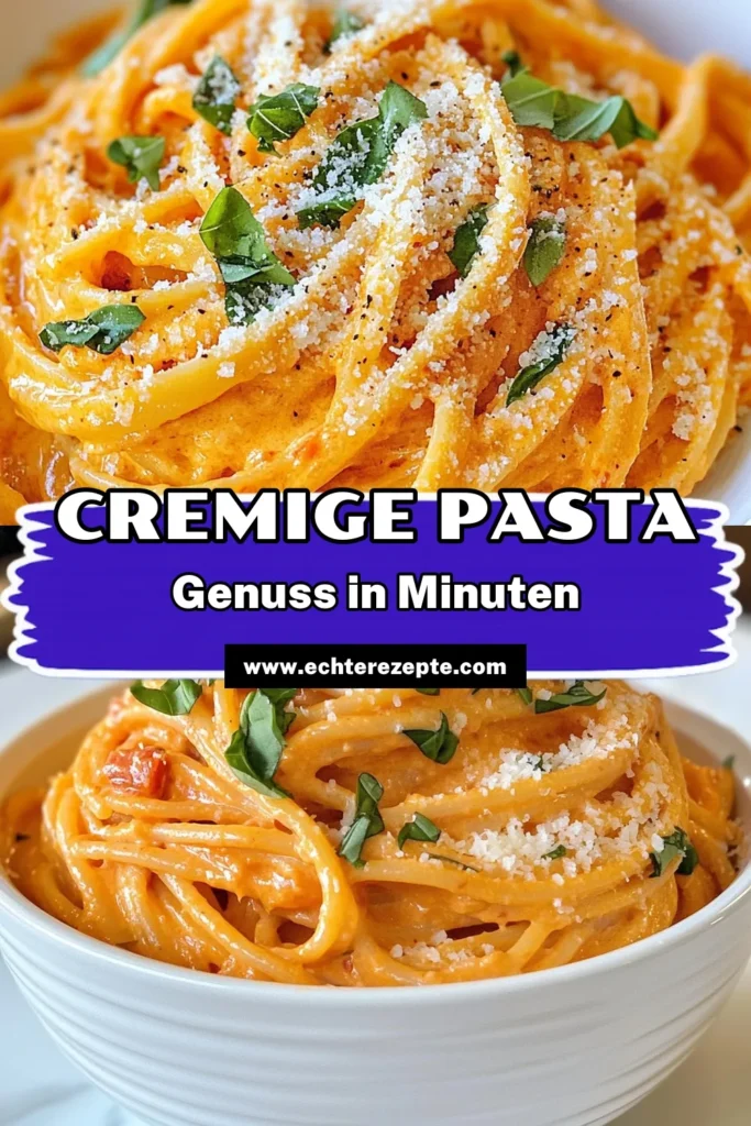 Entdecke dieses köstliche Rezept für cremige Pasta mit gerösteten roten Paprika! Diese Pasta mit Sahnesauce ist nicht nur einfach zuzubereiten, sondern auch eine wahre Delikatesse. Ideal für alle Liebhaber italienischer Pasta Gerichte. Verabschiede dich von langweiligen Abendessen und überrasche deine Familie mit diesem einfachen Pastarezepte. Probiere es jetzt aus und genieße den Geschmack! #PastaRezepte #ItalianFood #CremigePasta #GerösteteRotePaprika