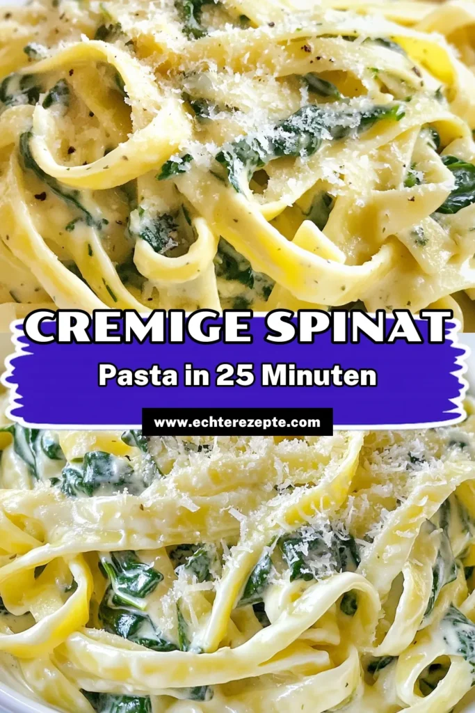 Entdecke unser Rezept für cremige Alfredo Spinat Pasta, das schnell und einfach in einem Topf zubereitet wird! Diese köstliche Fettuccine mit Spinat ist perfekt für eine schnelle Mahlzeit und eignet sich hervorragend für Vegetarier. Probiere diese einfache Pasta Rezepte aus und genieße die vegetarische Alfredo Soße mit frischem Spinat. Klicke jetzt, um das Spinat Pasta Rezept zu entdecken! #PastaRezepte #VegetarischEssen #AlfredoPasta #Spinatgerichte