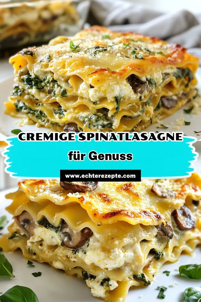 Entdecken Sie dieses köstliche Rezept für cremige Spinat-Pilz-Lasagne! Perfekt für alle, die eine vegetarische Lasagne suchen. Diese einfache Lasagne enthält Ricotta und frischen Spinat, ideal für ein herzhaftes Pilz-Spinat-Gericht. Folgen Sie dem einfach erklärten Rezept und erfreuen Sie Ihre Familie mit diesem schmackhaften Gericht. Speichern Sie es jetzt für Ihr nächstes Abendessen! #CremigeLasagne #VegetarischeRezept #LasagneKochen #PilzGericht