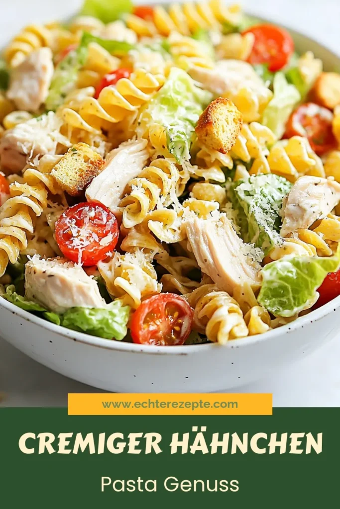 Entdecken Sie diesen cremigen Hähnchen Caesar Pasta Salat, ein einfaches und herzhaftes Nudelgericht, das perfekt für jede Gelegenheit ist! Mit Rotini Nudeln und frischen Zutaten wie Hähnchenbrust und Romana-Salat ist dieser verzweigte Salat nicht nur lecker, sondern auch schnell zubereitet. Holen Sie sich das Rezept und verwandeln Sie Ihr nächstes Essen in ein Geschmackserlebnis! Jetzt ausprobieren und speichern! #HähnchenCaesarPastaSalat #CremigerPastaSalat #RotiniNudelnSalat #EinfacherCaesarSalat