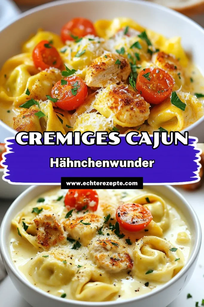 Entdecke das Rezept für Cajun Hähnchen Tortellini – eine einfache und köstliche Option für alle Pasta-Liebhaber! Diese cremigen Tortellini Rezepte sind das perfekte einfache Cajun Rezept für eine schnelle Mahlzeit. Mit saftigem Hähnchen und frischem Gemüse zubereitet, sind diese schnellen Pasta Gerichte ideal, wenn es schnell gehen muss. Probiere es aus und lass dich überzeugen! #CajunHähnchenTortellini #CremigeTortellini #EinfacheRezepte #SchnellePasta