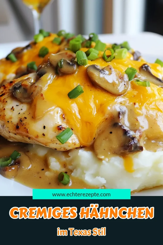 Entdecken Sie dieses köstliche Smothered Chicken Rezept im Texas Roadhouse Stil, das Ihre Familie begeistern wird! Mit zarten Hähnchenbrustfilets mit Pilzen in einer cremigen Soße ist dieses einfache Hähnchenrezept perfekt für jedes Abendessen. Bereiten Sie dieses cremige Hähnchengericht schnell zu und genießen Sie ein herzhaftes Meal. Speichern Sie das Rezept und lassen Sie sich inspirieren! #SmotheredChicken #TexasRoadhouse #Hähnchenrezepte #CremigesEssen
