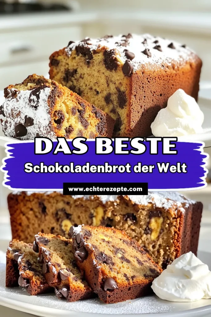 Entdecken Sie das Rezept für ein dekadentes Schokoladen-Bananenbrot, das Ihre Geschmacksknospen verzaubern wird! Mit reifen Bananen, zarter Schokolade und einem Hauch Zimt ist dieses köstliche Brot einfach zuzubereiten und perfekt für jede Gelegenheit. Lassen Sie sich von unseren einfachen Schritt-für-Schritt-Anleitungen begeistern und genießen Sie jeden Bissen. Klicken Sie jetzt, um das vollständige Rezept zu erkunden! #SchokoladenBananenbrot #Backen #Kuchenliebe #DessertRezept