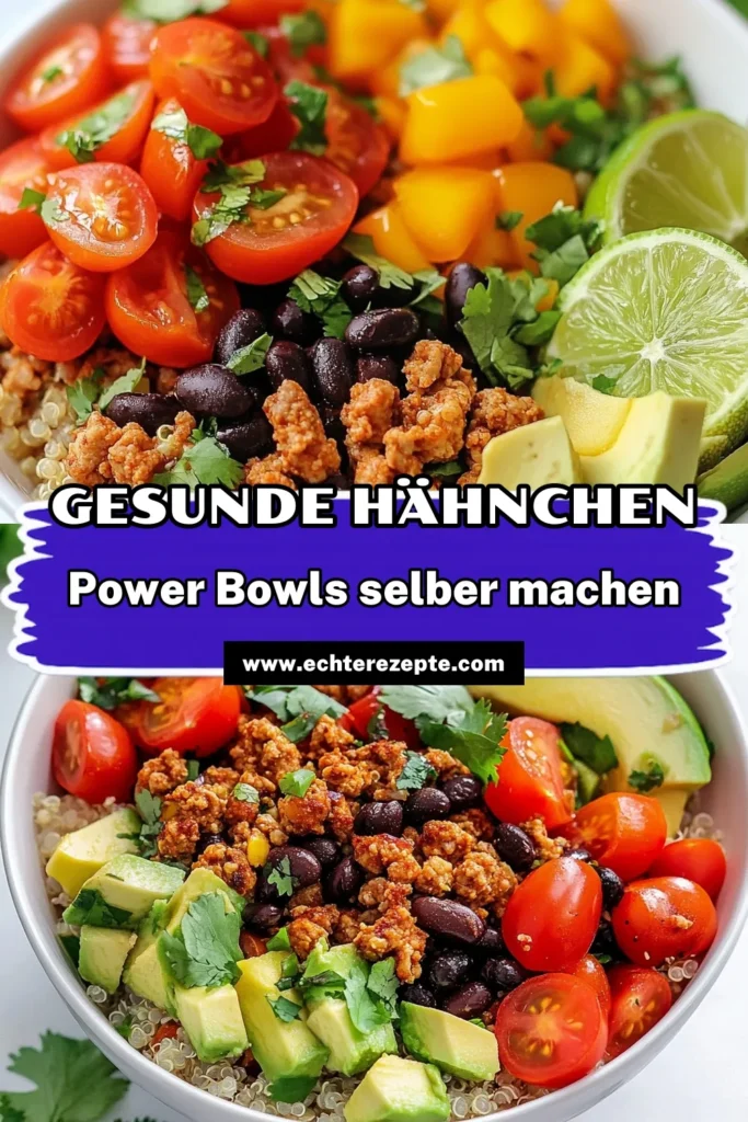 Entdecken Sie dieses köstliche gemahlene Hähnchen Rezept für Quinoa Power Bowls, das einfach zuzubereiten ist! Diese gesunden Hähnchenrezepte sind perfekt für proteinreiche Bowls und bieten eine großartige Option für einfache Mittagessen Rezepte. Mit frischen Zutaten und voller Geschmack ist dieses Gericht ein Muss! Probieren Sie es aus und speichern Sie das Rezept für Ihre nächste Mahlzeit! #Hähnchenrezepte #QuinoaBowls #gesundeRezepte #Proteinpower
