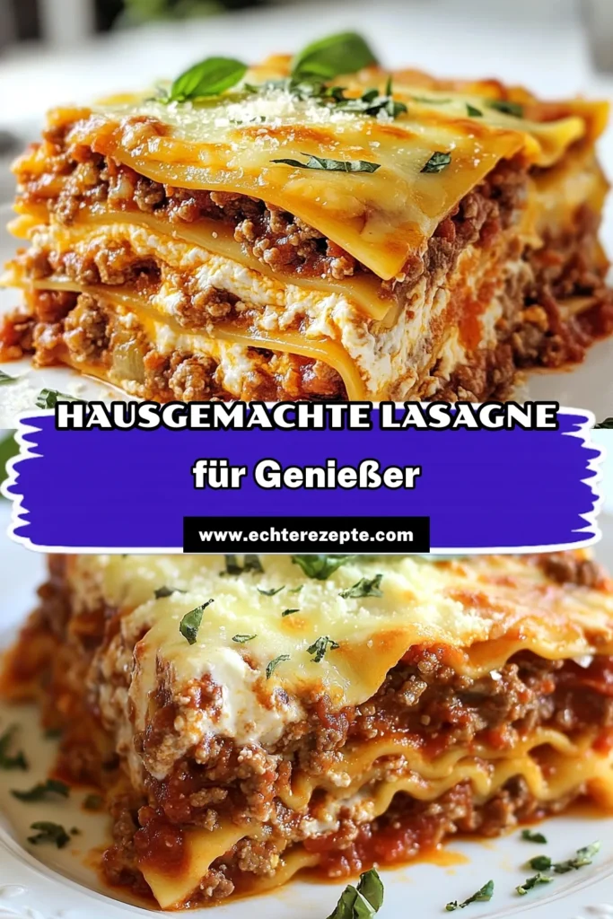 Entdecken Sie unser einfaches Schicht-Lasagne Rezept für eine köstliche hausgemachte Lasagne! Diese italienische Lasagne Rezept enthält zartes Rinderhackfleisch und cremige Ricotta, perfekt für ein herzhaftes Familienessen. Lernen Sie, wie Sie Lasagne selber machen und genießen Sie jeden Bissen dieser köstlichen Lasagne mit Rinderhackfleisch. Jetzt probieren und speichern! #HausgemachteLasagne #LasagneRezept #ItalienischeKüche #KochenLiebe