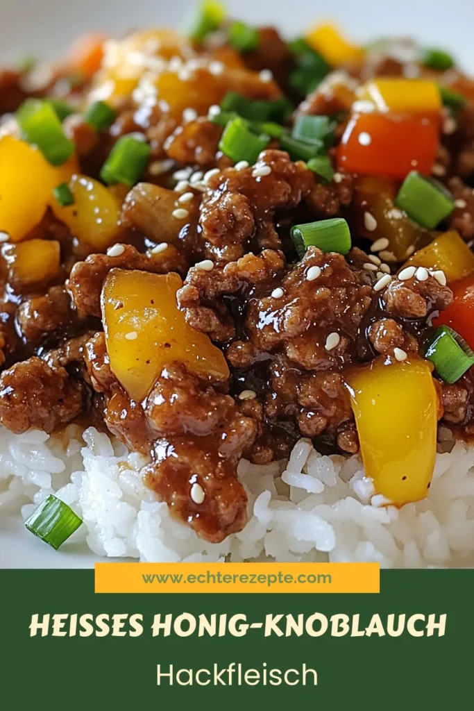 Entdecken Sie dieses köstliche Rezept für Honig Knoblauch Hackfleisch, ein ideales Gericht für schnelle Mahlzeiten! Unsere herzhafte Kombination aus Rinderhack, aromatischem Knoblauch und süßem Honig verwandelt eine einfache Zutat in ein asiatisches Hackfleischgericht, das Ihre Familie lieben wird. Perfekt zu Reis oder Nudeln! Probieren Sie es jetzt aus und bringen Sie Abwechslung in Ihre Küche mit leckeren Fleischgerichten! #HonigKnoblauchHackfleisch #HerzhafteRezepte #SchnellZubereiteteMahlzeiten #AsiatischeHackfleischgerichte