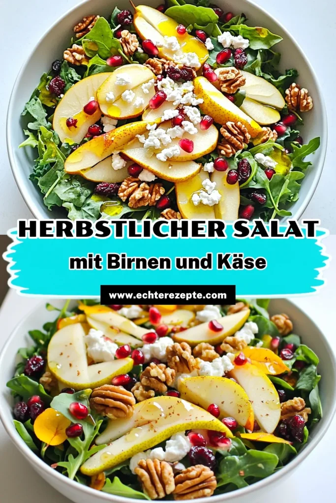 Entdecken Sie den perfekten Birnen- und Ziegenkäse-Herbstsalat, der ideal für die kühlen Tage ist! Mit saftigen Birnen, würzigem Ziegenkäse und knusprigen Walnüssen ist dieser Salat nicht nur ein Genuss für den Gaumen, sondern auch ein Fest für die Augen. Erfahren Sie, wie Sie ihn in nur 20 Minuten zubereiten können. Klicken Sie jetzt und lassen Sie sich von diesem herbstlichen Rezept inspirieren! #herbstsalat #birnensalat #ziegenkäse #gesundessen