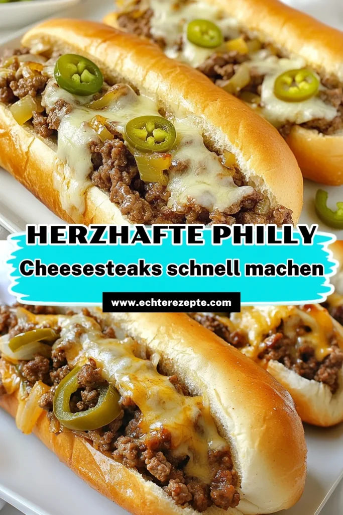 Entdecke dieses köstliche Philly Cheesesteak Rezept, das herzhafte Sandwiches mit Hackfleisch perfekt vereint. Diese einfachen Philly Cheesesteaks sind in nur 30 Minuten zubereitet und mit Provolone Käse gefüllt. Die besten Hackfleisch Rezepte vereinen Geschmack und Schnelligkeit in der Küche. Lass dir dieses Rezept nicht entgehen und probiere es gleich aus! Speichere es dir für dein nächstes Abendessen! #PhillyCheesesteak #HackfleischRezepte #EinfacheRezepte #SandwichLover