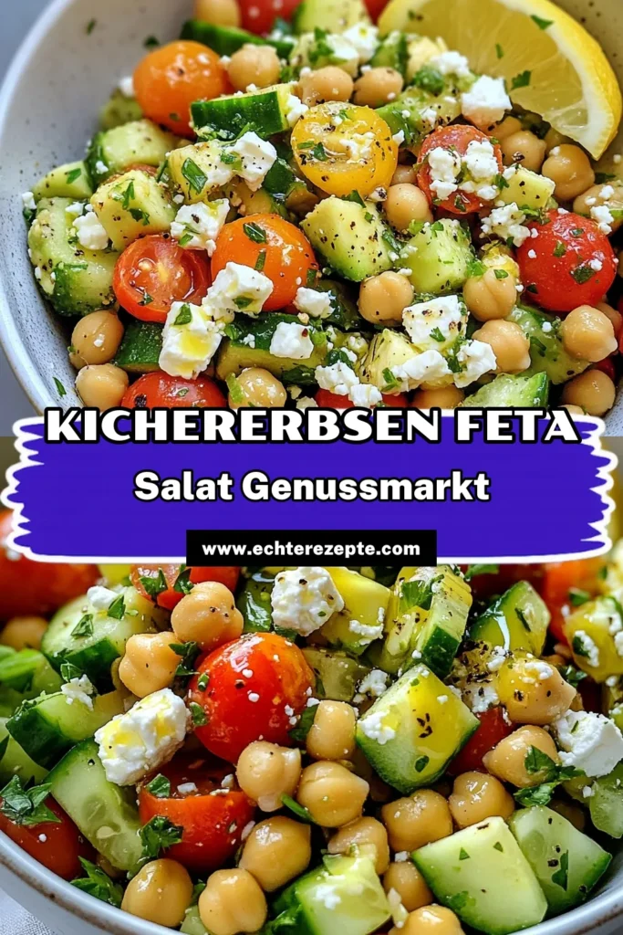 Entdecke unser köstliches Rezept für Kichererbsen Feta Salat mit Avocado! Dieser gesunde Kichererbsensalat vereint frische Zutaten und einfaches Zubereiten in nur 15 Minuten. Ideal für vegetarische Gerichte. Perfekt als Beilage oder leichtes Hauptgericht. Lass dir dieses einfache Salatrezept nicht entgehen – klicke jetzt, speichere es und probiere es aus! #KichererbsenFetaSalat #AvocadoSalatRezept #gesunderKichererbsensalat #einfacheSalatrezepte