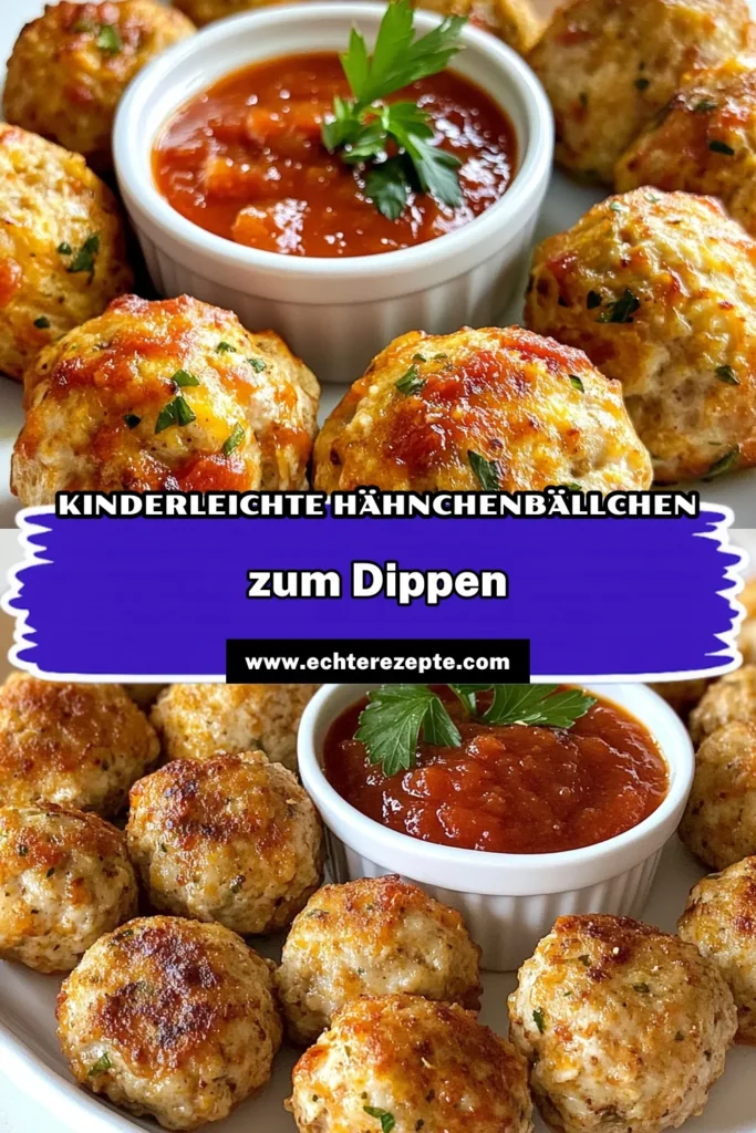 Entdecken Sie unser einfaches Rezept für Kinder - die kinderfreundlichen Geflügelbällchen! Diese köstlichen Hähnchenbällchen sind mit Parmesan verfeinert und perfekt für kleine Feinschmecker. Einfach zuzubereiten, sorgen sie für ein leckeres Essen, das Kinder lieben. Servieren Sie die marinierten Hähnchenbällchen mit Marinara-Sauce als Dip und bringen Sie Farbe auf den Teller! Probieren Sie es aus und teilen Sie Ihre Kreationen! #HähnchenbällchenRezept #GeflügelbällchenMitParmesan #einfachesRezeptFürKinder #KinderfreundlicheRezepte