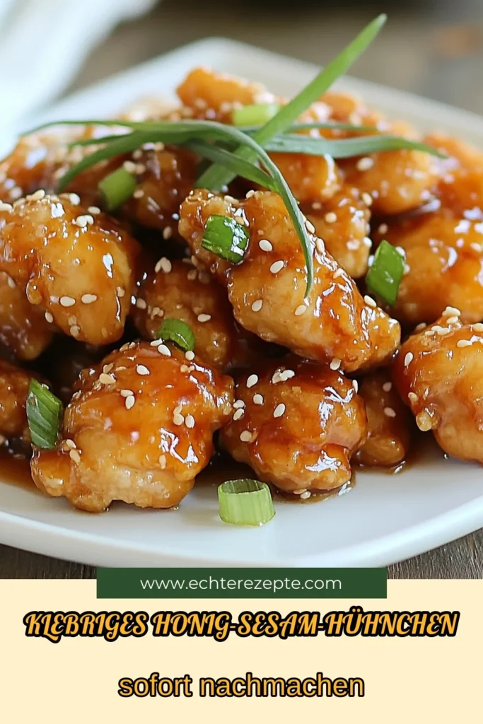 Entdecken Sie dieses köstliche Honig-Sesam-Hühnchen, das ein fantastisches asiatisches Hühnchen Rezept ist! Ideal für alle Liebhaber süßer Frittiergerichte, lässt sich dieses einfache Hühnchenrezept schnell zubereiten. Mit zartem, klebrigen Hühnchen, das in einer glänzenden Honigglasur badet, wird es zum Hit auf jedem Tisch. Probieren Sie es aus und speichern Sie das Rezept für Ihre nächste Mahlzeit! #HonigSesamHühnchen #asiatischesHühnchenRezept #süßesFrittiergericht #einfacheHühnchenrezepte