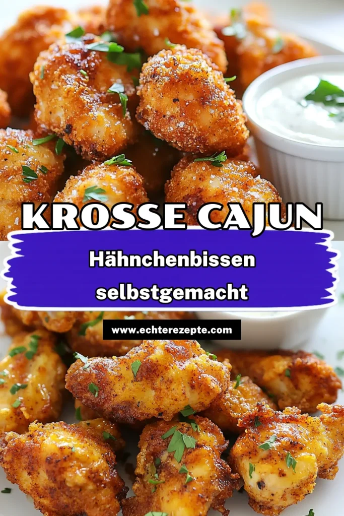 Entdecke die köstlichen Cajun-Hähnchenbissen, perfekt für ein würziges Snack-Erlebnis! Diese scharfen Hähnchenreste sind einfach zuzubereiten und schmecken frittierte Hähnchenbissen wie nie zuvor. Mariniert in Buttermilch und gewürzt mit authentischen Cajun-Rezepten sind sie der Hit auf jeder Party! Probiere sie jetzt aus und lass dich von ihrem Geschmack begeistern! #CajunHähnchenbissen #CajunRezepte #FrittierteHähnchenbissen #ButtermilchHähnchen
