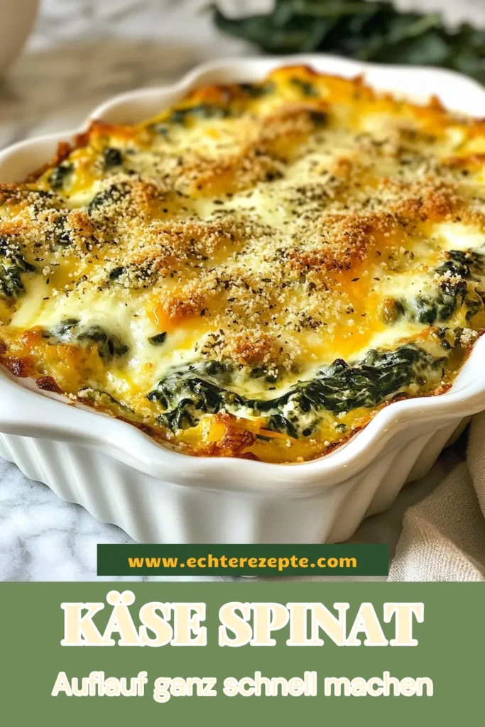 Entdecken Sie das köstliche Rezept für einen Käse-Spinat-Auflauf, ganz einfach und perfekt für Vegetarier! Mit Ricotta und frisch gehacktem Spinat zubereitet, ist dieses vegetarische Auflaufgericht nicht nur lecker, sondern auch gesund. Ideal für ein schnelles Abendessen! Lassen Sie sich dieses einfache Ofengericht nicht entgehen – probieren Sie es aus und speichern Sie das Rezept. #KäseSpinatAuflauf #RezeptMitRicotta #GesundeSpinatrezepte #EinfachesOfengericht