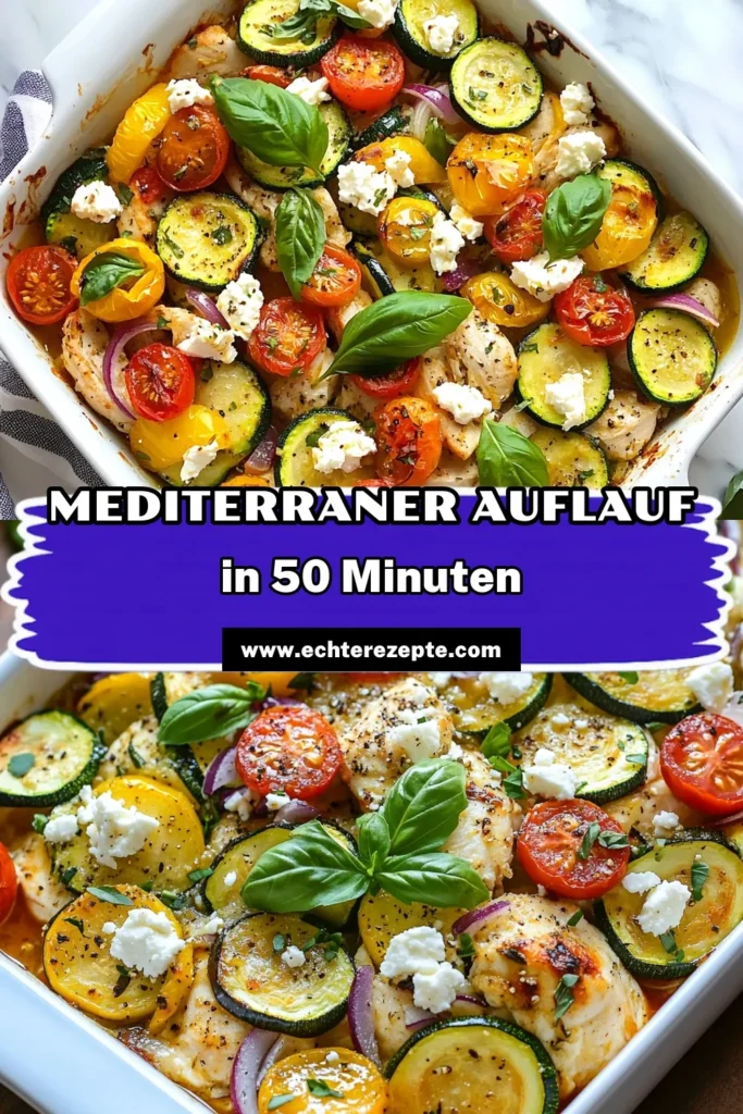 Entdecken Sie unser gesundes Hähnchenrezept – den Mediterranen Hähnchen-Zucchini-Auflauf! Dieses einfache Zucchini-Gericht vereint saftiges Hähnchen, frisches Gemüse und cremigen Fetakäse zu einem köstlichen italienischen Küche Rezept. Perfekt für eine gesunde Mahlzeit, die alle begeistert. Bereiten Sie es schnell zu und genießen Sie die mediterranen Aromen! Speichern Sie es für später! #MediterranerHähnchenZucchiniAuflauf #GesundesHähnchenrezept #AuflaufMitFetakäse #EinfacheZucchiniGerichte